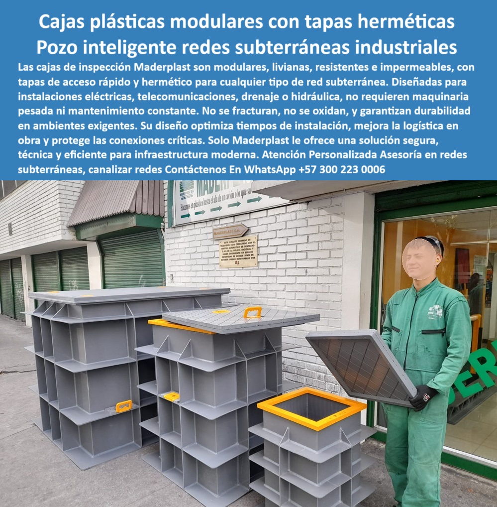 Cajas Prefabricadas Instalaciones Subterráneas Cajas Alta Resistencia Maderplast 0 Cajas modulares para instalaciones industriales Cajas de protección para ductos eléctricos Cajas de registro para sistemas de drenaje Cajas Prefabricadas cajas prefabricadas livianas de instalación rápida y segura, - sistema de cajas herméticas con estructura plástica reforzada, - cajas de alta eficiencia para reducir costos en infraestructura, - cajas subterráneas para redes de fibra óptica industriales, - ¿Qué tipo de caja usar para redes enterradas sin oxidarse?, - cajas-de-inspección-técnica, - ¿Qué caja sirve para proteger ductos eléctricos bajo tierra?, - cajas modulares plásticas grises con tapas amarillas en exhibición, - cajas impermeables con marco plástico integrado, - cajas plásticas industriales resistentes a humedad y corrosión, - cajas para sistemas eléctricos de baja tensión subterránea, - cajas plásticas reciclables con acceso superior hermético, - cajas de registro para servicios públicos enterrados, - ¿Dónde puedo comprar cajas de registro plásticas para redes subterráneas?, - conjunto de cajas para redes subterráneas en acera urbana, - ¿Dónde consigo cajas plásticas resistentes para drenajes subterráneos?, - cajas-plásticas-para-telecomunicaciones, - cajas prefabricadas plásticas alineadas para instalación técnica, - cajas herméticas de plástico para redes en zonas húmedas, - cajas-herméticas-de-conexión, - cajas prefabricadas de alta resistencia para instalaciones subterráneas, - cajas-subterráneas-para-redes, - cajas inteligentes modulares para diseño de pozos técnicos, - cajas sin mantenimiento para canalizaciones técnicas subterráneas, - cajas cuadradas para inspección de ductos eléctricos subterráneos, - cajas de conexión subterránea para instalaciones eléctricas seguras, - cajas subterráneas livianas para obras civiles sin maquinaria pesada, - cajas modulares prefabricadas con ajuste hermético rápido, - ¿Quién vende cajas modulares para obras de infraestructura urbana?, - Soluciones prefabricadas para registro y acceso a redes enterradas, - cajas de registro para sistemas pluviales y drenaje urbano, - cajas de inspección para obras civiles sin soldadura ni cemento, - cajas técnicas para canalización de telecomunicaciones enterradas, - Cajas livianas herméticas para obras civiles subterráneas, - Prefabricados plásticos para proyectos urbanos de redes enterradas, - sistema de cajas modulares con tapas independientes y marco, - cajas plásticas con tapa hermética para ductos eléctricos y drenaje, - cajas de registro prefabricadas apiladas frente a fachada industrial, - cajas plásticas estructurales para obras hidráulicas enterradas, - cajas-plásticas-subterráneas, - cajas resistentes para tráfico peatonal en redes de servicios, - Cajas técnicas sin corrosión para telecomunicaciones y electricidad, - cajas-para-redes-eléctricas, - cajas técnicas modulares diseñadas para espacios reducidos, - cajas-prefabricadas-para-obras, - Cajas plásticas modulares resistentes para canalización subterránea industrial, - cajas-modulares-para-drenaje, - cajas modulares plásticas herméticas para redes subterráneas industriales, - cajas para redes eléctricas subterráneas de alta durabilidad, - operario mostrando tapa de caja plástica de acceso rápido, - cajas visibles para inspección pluvial y redes de servicio, - pozo técnico modular para infraestructura de telecomunicaciones, - cajas de inspección plásticas resistentes para proyectos urbanos, - cajas-de-registro-industrial, - cajas-para-infraestructura-moderna 0 Cajas Prefabricadas Instalaciones Subterráneas Cajas Alta Resistencia Maderplast 0 Cajas modulares para instalaciones industriales, - Cajas de protección para ductos eléctricos, - Cajas de registro para sistemas de drenaje, - Cajas Prefabricadas