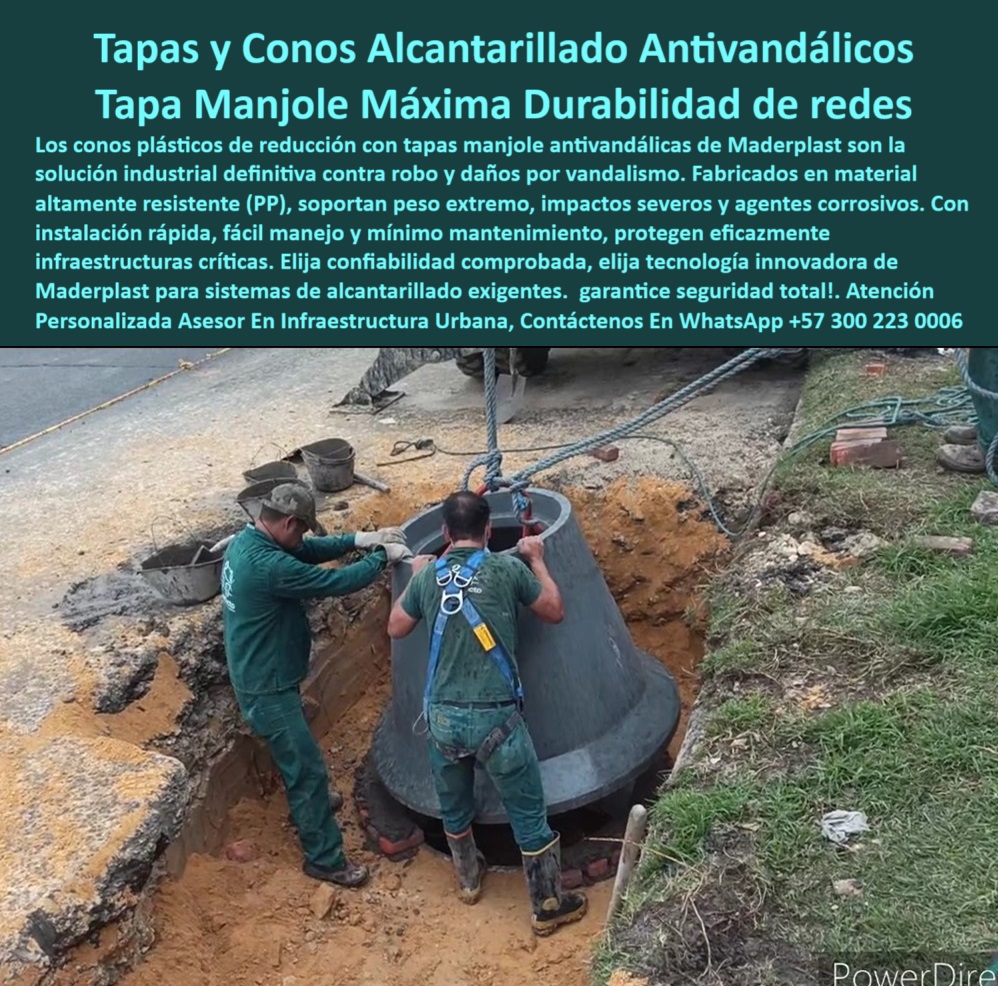 Conos Reducción Alcantarillado Plásticos Tapa Manhole Fácil Manejo Maderplast 0 Tapas manholes antirrobo resistentes vandalismo Conos reducción alcantarillado anti robo Tapas manhole alta durabilidad industrial Sistema alcantarillado PP tapas seguras para ductos subterráneos de uso municipal, - soluciones industriales para eliminar robo de tapas de alcantarilla, - tapas para pozos sanitarios que no se corroen ni oxidan, - Sistemas de cierre seguro y sostenible para cámaras técnicas urbanas, - ¿Dónde compro tapas de alcantarillado que no se roben?, - tapa redonda de inspección instalada en red de drenaje, - Tapas antivandálicas para sistemas de alcantarillado urbano de alto tráfico, - sistema tapa cono manhole plástica de alta durabilidad industrial, - tapa hermética de seguridad para pozos de acceso en vía pública, - Soluciones antirrobo y anti impacto para pozos de inspección urbana, - ¿Qué tapa manhole resiste vandalismo y tráfico pesado?, - operarios instalando cono plástico de reducción en pozo alcantarillado, - tapas-herméticas-de-plástico, - sistemas-de-alcantarillado-seguro, - manhole-de-polipropileno-industrial, - sistema de acceso a redes enterradas con tapa antivandálica, - cono reductor plástico para instalación rápida en obras de alcantarillado, - conos livianos de instalación sin maquinaria para drenaje urbano, - tapas manhole plásticas industriales antirrobo para alcantarillado urbano, - solución plástica instalada en pozo para evitar robos de tapas, - tapa de polipropileno para pozo con máxima seguridad urbana, - conos de reducción en polipropileno para sistemas de alcantarillado, - tapas-antivandálicas-plásticas, - ¿Dónde venden conos de reducción plásticos para alcantarillado?, - cono de polipropileno colocado en obra de infraestructura sanitaria, - soluciones-para-alcantarillado-urbano, - Conos plásticos de reducción para pozos sanitarios en infraestructura pública, - soluciones de cierre seguro para pozos técnicos y redes públicas, - Tapas herméticas plásticas para redes subterráneas de alta durabilidad, - cono estructural gris con tapa manhole en vía urbana, - soluciones técnicas para proteger redes contra robo de tapas, - tapas-para-pozos-antirrobo, - tapas de alcantarillado plástico con sello hermético anti vandalismo, - proceso de montaje de tapa y cono en vía pública, - tapa plástica de inspección con diseño antivandálico urbano, - sistemas modulares para protección de cámaras de alcantarillado, - conos de transición para tuberías enterradas sin concreto, - conos plásticos estructurales para ductos de acceso urbano, - ¿Cuál es la mejor tapa para evitar robos en la vía?, - sistemas plásticos de inspección para drenajes sin mantenimiento, - tapas reciclables para infraestructuras subterráneas de alto tráfico, - personal técnico manipulando cono y tapa en zanja urbana, - tapas herméticas con diseño antirrobo y alta carga, - cones-plásticos-de-alta-resistencia, - tapa tipo manhole de alta resistencia para sistemas pluviales, - tapas-de-inspección-para-vías-públicas, - tapas de plástico reciclable para reemplazo de hierro fundido, - ¿Qué tapa es segura para pozos públicos sin mantenimiento?, - tapas alcantarillado resistentes al vandalismo y robo con anclaje, - tapa hermética instalada en sistema sanitario subterráneo, - tapas-de-acceso-para-redes-sanitarias, - tapas resistentes al tráfico y al impacto para vías públicas, - conos-de-reducción-para-alcantarillado, - estructura plástica ligera colocada en pozo de inspección vial, - sistemas antivandálicos para redes urbanas enterradas 0 Conos Reducción Alcantarillado Plásticos Tapa Manhole Fácil Manejo Maderplast 0 Tapas manholes antirrobo resistentes vandalismo Conos reducción alcantarillado anti robo Tapas manhole alta durabilidad industrial Sistema alcantarillado PP 0 