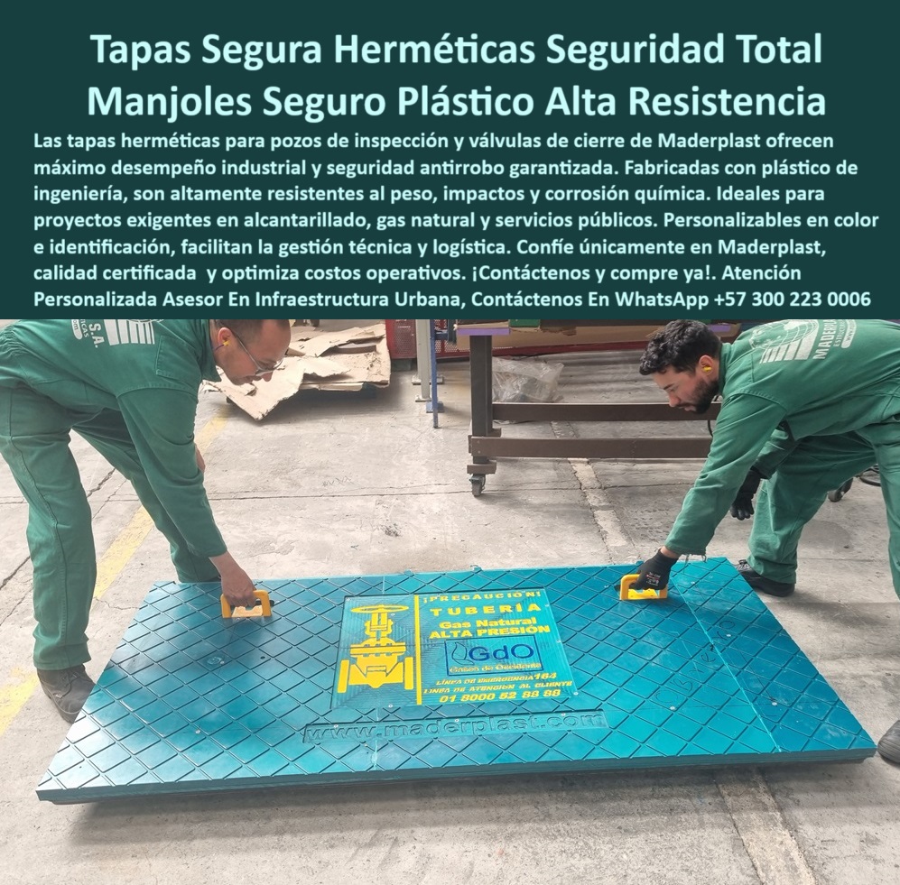Conos Reducción Alcantarillado Tapa De Seguridad Para Válvulas De Cierre Maderplast 0 Tapa hermética para pozos inspección alto desempeño industrial Manholes plásticos anti robo durabilidad superior Tapas manholes personalizadas con color acceso seguro a ductos de servicios públicos, - tapas plásticas con identificación visible y duradera, - accesos-subterráneos-tecnológicos, - tapa rectangular con bordes reforzados industriales, - manholes-industriales-seguros, - ¿Qué tapa industrial sirve para válvulas subterráneas?, - sistema de acceso plástico con logo grabado, - manholes-resistentes-impactos, - tapas-para-válvulas-gas, - tapa plástica hermética industrial para gas natural, - manhole plástico de seguridad con alta resistencia, - cubiertas resistentes anticorrosivas para inspección urbana, - tapas plásticas durables para zonas industriales, - cubiertas para pozos de alta exigencia técnica, - cubiertas de plástico reforzado para alcantarillado, - tapa técnica industrial para servicios públicos, - sistemas de acceso seguros para válvulas enterradas, - cubiertas-personalizadas-color, - cubierta plástica para inspección en redes urbanas, - tapa de inspección anticorrosiva para redes urbanas, - ¿Existen tapas plásticas para redes de alta presión?, - tapa plástica azul con señal amarilla gas natural, - tapas herméticas plásticas industriales para gas natural, - tapas plásticas certificadas para redes de presión, - proveedor de tapas plásticas industriales personalizadas, - tapas resistentes a impactos para redes subterráneas, - pozos-inspección-seguros, - tapa plástica antirrobo para válvulas de cierre, - plataforma plástica técnica en zona operativa, - ¿Quién fabrica manholes plásticos personalizados con logo?, - ¿Cuál es la tapa más segura para pozos de inspección?, - tapas-para-redes-públicas, - manhole reforzado con material polimérico técnico, - proveedor de manholes plásticos personalizados, - operarios levantando tapa hermética con manijas, - manholes técnicos en polímero para servicios públicos, - tapa industrial con señalización preventiva integrada, - sistema de acceso seguro a válvulas enterradas, - tapa de cierre para válvulas subterráneas de presión, - tapas plásticas sostenibles sin mantenimiento, - tapa industrial para tubería de alta presión, - tapas-plásticas-herméticas, - acceso seguro a redes de gas natural enterradas, - tapa reforzada con patrón antideslizante, - tapa ligera y robusta para mantenimiento urbano, - manholes con agarres ergonómicos para fácil instalación, - manhole industrial con texto precaución tubería, - ¿Dónde comprar tapas de plástico resistentes para gas natural?, - soluciones-plásticas-industriales, - manhole plástico personalizado por color y texto, - sistemas de cierre técnico para pozos urbanos, - tapas-antirrobo-polímero, - solución técnica para cubrimiento de válvulas subterráneas, - cubierta plástica con señalización para gas natural, - tapa de inspección señalizada para servicios públicos 0 Conos Reducción Alcantarillado Tapa De Seguridad Para Válvulas De Cierre Maderplast 0 Tapa hermética para pozos inspección alto desempeño industrial, - Manholes plásticos anti robo durabilidad superior, - Tapas manholes personalizadas con color