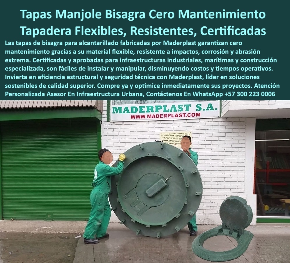 Conos Reducción Alcantarillado Tapa bisagra seguridad alcantarillado Maderplast 0 Proveedores certificados de tapas para pozos de inspección con bajo mantenimiento Soluciones alcantarillado cero mantenimiento tapas para pozos de inspección con sello automático, - tapa flexible para redes pluviales e industriales, - tapadera con bisagra flexible para redes subterráneas, - tapa plástica de gran formato con cierre hermético, - tapa plástica para drenajes urbanos y marinos, - operario manipulando tapa verde de alta resistencia, - tapas-para-pozos-industriales, - ¿Dónde comprar tapas para pozos de inspección con bisagra?, - tapas-flexibles-anticorrosión, - tapa-bisagra-resistente, - tapa para alcantarillado urbano certificada y segura, - cubiertas-industriales-sin-mantenimiento, - tapas industriales certificadas para sistemas de drenaje, - soluciones-drenaje-industrial, - proveedor-tapas-certificadas, - tapa tipo manhole con polímero de alta ingeniería, - Tapa industrial con bisagra para pozos plásticos, - tapa segura con bisagra reforzada para alcantarillado, - proveedor de tapas para pozos industriales sostenibles, - tapa de alcantarillado certificada lista para instalación, - tapa plástica anti desgaste para acceso subterráneo, - tapa manhole plástica verde con bisagra expuesta, - tapa manhole con bisagra resistente a impactos, - ¿Tienen tapas industriales con bisagra y resistencia extrema?, - Proveedor de tapas certificadas para inspección subterránea, - tapa redonda resistente para sistema de drenaje, - tapa-segura-redes-subterráneas, - ¿Qué tapa de alcantarillado no requiere mantenimiento?, - cubiertas industriales con bisagra y fácil manipulación, - Soluciones sin mantenimiento para alcantarillado urbano, - tapas-manhole-plásticas, - diseño de tapa industrial con bisagra y sello, - Tapas seguras para drenaje con resistencia a impactos, - tapas para alcantarillado anticorrosivas para zonas costeras, - tapa de inspección circular con brazo articulado, - ¿Qué tapa industrial tiene mayor vida útil y es liviana?, - tapas de inspección livianas y resistentes al tráfico, - soluciones sin mantenimiento para cubrimiento de pozos, - tapa manhole de alta resistencia para zonas húmedas, - Alternativa plástica a tapas metálicas con bisagra, - sistema de cierre manhole sin fractura ni óxido, - tapa de inspección industrial certificada y anticorrosiva, - tapas-para-inspeccion-alcantarillado, - operarios sosteniendo tapa plástica industrial grande, - manhole-gran-tamaño-plástico, - cubiertas técnicas plásticas para registros grandes, - estructura de tapa tipo manhole con base circular, - ¿Cuál es la mejor tapa plástica para zonas húmedas?, - cubiertas de inspección plásticas para entornos agresivos, - conjunto de tapa articulada para inspección subterránea, - cubierta plástica de gran diámetro para alcantarillado, - tapa de inspección con bisagra fácil de instalar, - tapa con bisagra para acceso a redes profundas, - tapa hermética para alcantarillado sin mantenimiento, - tapa manhole industrial reforzada con polímero técnico 00 Conos Reducción Alcantarillado Tapa bisagra seguridad alcantarillado Maderplast 0 Proveedores certificados de tapas para pozos de inspección con bajo mantenimiento, - Soluciones-alcantarillado-cero-mantenimiento, 00