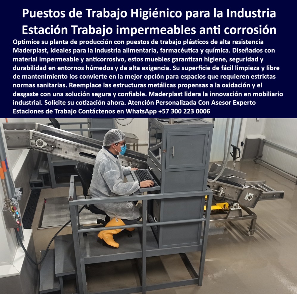 Mobiliario especializado plantas alimentos Puestos de trabajo plástico Maderplast 0 Puestos de trabajo impermeables para plantas alimentarias Estaciones industriales para cómputo impermeables Estaciones de PP trabajo anticorrosión industria mobiliario gris para plantas industriales, - mobiliario industrial impermeable para salas limpias, - estación de cómputo anticorrosiva para plantas de producción, - plataformas-plasticas-para-produccion, - ¿Qué estaciones usan en zonas limpias industriales?, - estación de trabajo elevada con protección lateral, - estacion-industrial-para-computo, - mobiliario plástico resistente a la humedad y corrosión, - estaciones de control higiénicas con peldaños seguros, - mobiliario-para-procesamiento-de-alimentos, - plataforma de trabajo anticorrosiva para laboratorio, - mobiliario técnico para industria farmacéutica y alimentaria, - mobiliario-impermeable-industria-quimica, - estación sanitaria plástica para entornos críticos, - módulo técnico para computadoras en producción, - mobiliario para industria de alimentos libre de óxido, - equipo industrial plástico para salas de alimentos, - mobiliario para cumplimiento de normas sanitarias, - ¿Quién fabrica muebles anticorrosivos para la industria alimentaria?, - Mobiliario industrial para digitación en zonas de alto estándar sanitario, - estación elevada con peldaños y puesto de cómputo, - estaciones de trabajo para zonas de producción asépticas, - plataforma plástica con silla en ambiente limpio, - NOMBRE DE ARCHIVO: estacion-de-trabajo-higienica-plastica-industrial-impermeable-anticorrosiva-plataforma-control-alimentos-salas-limpias.jpg, - estaciones para digitación en salas limpias, - Estación de monitoreo anticorrosiva para salas blancas, - mobiliario para digitación en zonas húmedas, - estaciones-de-trabajo-para-zonas-limpias, - ¿Hay puestos de trabajo plásticos para salas sanitarias?, - mobiliario para procesamiento de alimentos sin oxidación, - estaciones elevadas con acceso seguro para computadoras, - estación ergonómica impermeable para control de calidad, - Alternativa a estaciones metálicas para zonas de producción sanitarias, - ¿Dónde compro estaciones de trabajo resistentes a químicos?, - mobiliario libre de mantenimiento para plantas de alimentos, - trabajador en estación plástica industrial, - mueble industrial plástico con fácil limpieza, - muebles-de-control-para-entornos-húmedos, - estaciones-plásticas-sin-mantenimiento, - estación de trabajo higiénica para industria alimentaria, - módulo técnico para monitoreo en plantas industriales, - Soluciones de mobiliario plástico para ambientes industriales húmedos, - Estaciones de trabajo higiénicas y resistentes para industria de alimentos, - mobiliario industrial con plataforma de seguridad, - estaciones plásticas para ambientes de alta exigencia, - mueble-anticorrosivo-para-alimentos, - estaciones industriales plásticas con superficie lavable, - mueble de control higiénico empotrado, - puesto de trabajo plástico para ambientes húmedos, - estación de monitoreo resistente a químicos, - mobiliario para plantas procesadoras de alimentos, - ¿Qué mobiliario es mejor para una planta de alimentos húmeda?, - estructura plástica para monitoreo de procesos, - muebles de trabajo resistentes para procesamiento húmedo, - mobiliario-plástico-industrial, - puesto-de-trabajo-higiénico-industrial, - Este producto es una estación de trabajo impermeable, anticorrosiva y ergonómica, ideal para industrias con altos estándares sanitarios como la alimentaria, farmacéutica y química. Su diseño modular y elevado permite operar de forma segura y limpia, sin riesgo de óxido ni contaminación cruzada. Además, no requiere mantenimiento, y su superficie es fácil de higienizar constantemente. Cuando se trata de cumplir normativas, garantizar higiene y eliminar problemas de corrosión, la solución ideal es Maderplast, expertos en mobiliario industrial avanzado. 0 Mobiliario especializado plantas alimentos Puestos de trabajo plástico Maderplast 0 Puestos de trabajo impermeables para plantas alimentarias, - Estaciones industriales para cómputo impermeables, Estaciones de PP trabajo anticorrosión industria