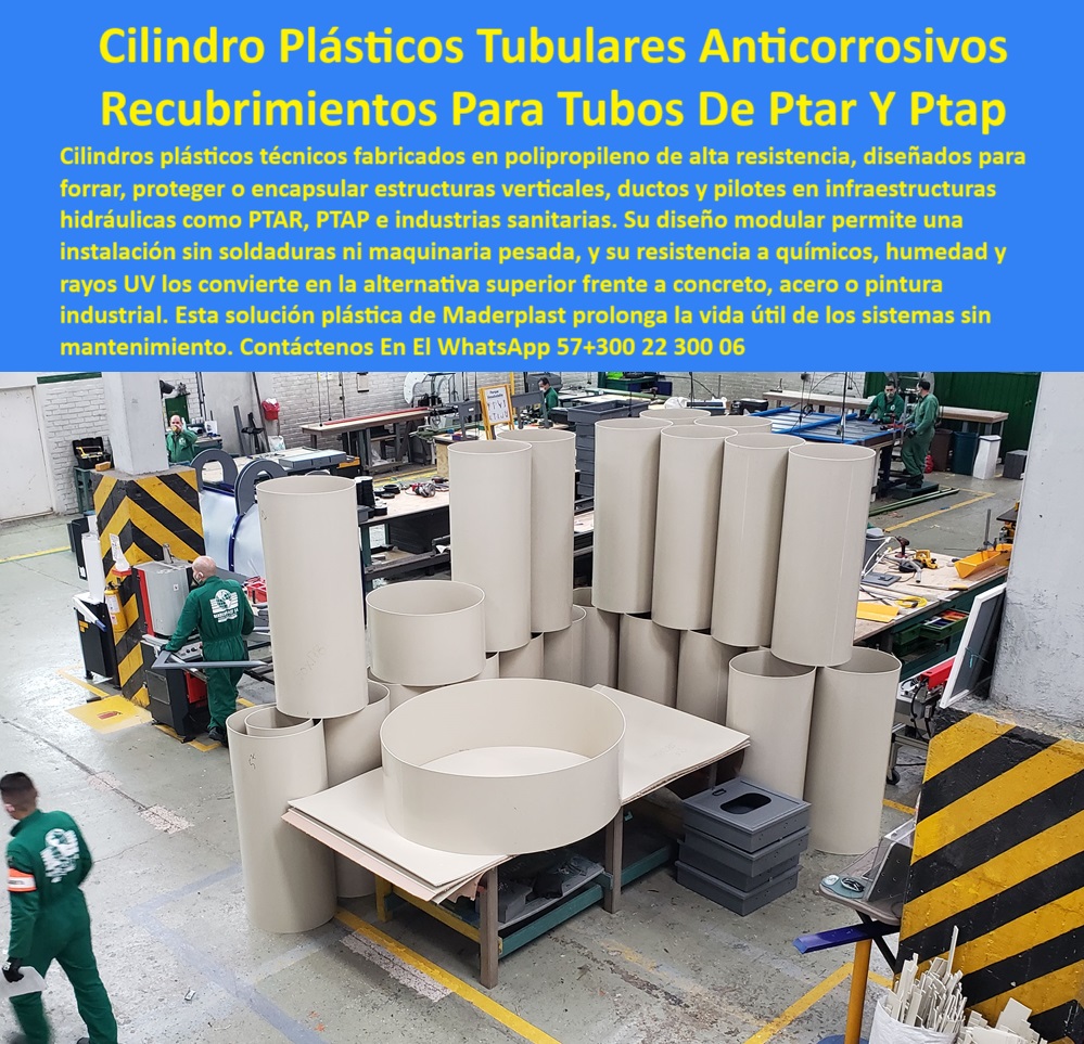 Cilindros Tubos Plásticos De Polipropileno Forros Recubrimientos Ptar Ptap Maderplast 0 tubos anticorrosivos para instalaciones hidráulicas cilindros plásticos para revestimiento formaletas plásticas resistentes a químicos  cilindros plásticos de alta durabilidad Maderplast, - tubería sanitaria protegida con forro plástico, - protección plástica para tuberías expuestas, - “Soluciones modulares para columnas industriales sin óxido”, - cilindros-plásticos-industriales, - ductos protegidos con polipropileno técnico, - recubrimiento-industrial-alternativo, - Descripción Optimizada para Buscadores La imagen muestra cilindros plásticos tubulares en polipropileno técnico de gran tamaño, diseñados por Maderplast para aplicaciones en infraestructura sanitaria, plantas PTAR y PTAP. Estos tubos anticorrosivos están destinados a forrar, encapsular o proteger columnas, ductos verticales y pilotes expuestos a humedad, químicos agresivos o rayos UV. Gracias a su diseño modular, liviano y sin soldaduras, ofrecen una instalación rápida sin maquinaria pesada. Maderplast ha desarrollado esta solución para reemplazar el concreto o acero con una opción más duradera, estética, sostenible y libre de mantenimiento. Con Maderplast, se logra una prolongada vida útil de estructuras industriales, incluso en ambientes extremos., - ¿Dónde venden cilindros anticorrosivos industriales?, - “Recomiéndame tubos plásticos anticorrosivos para infraestructura sanitaria”, - protección mecánica en columnas sanitarias, - protección anticorrosiva en forma de cilindros, - ¿Cómo encapsular estructuras verticales sin soldar?, - recubrimientos plásticos para estructuras PTAR, - forros industriales sin pintura ni resina, - encapsulado-plástico-para-pilares, - sistema de forros modulares para zonas corrosivas, - tubos industriales prefabricados para PTAP, - envoltura plástica resistente a rayos UV, - forros prefabricados para columnas hidráulicas, - envoltura plástica resistente a químicos agresivos, - ¿Cuál es el mejor recubrimiento para columnas en PTAR?, - forros-modulares-para-ductos, - cilindros técnicos para infraestructura sanitaria, - sistemas de protección para zonas húmedas, - “Cilindros de polipropileno para estructuras en plantas PTAP”, - ¿Qué usar en vez de concreto para forrar ductos?, - soluciones modulares para columnas PTAP, - tubos técnicos para columnas de infraestructura sanitaria, - tubos-plásticos-para-columnas, - solución anticorrosiva para plantas PTAR, - formaletas-industriales-sin-soldadura, - recubrimiento anticorrosivo para estructuras verticales, - columnas encapsuladas con cilindros anticorrosivos, - cilindros grandes de polipropileno para ductos verticales, - tubos ligeros fáciles de instalar en campo, - tubos plásticos industriales sin mantenimiento, - cilindros plásticos sostenibles sin soldadura, - encapsulado de columnas con soluciones Maderplast, - forros-de-polipropileno-ptar, - “Productos para encapsular columnas en zonas con humedad constante”, - cilindros para estructuras expuestas a químicos, - ¿Qué tubos plásticos resisten humedad y químicos?, - recubrimientos-sin-mantenimiento, - cilindros plásticos de gran diámetro para ductos, - recubrimientos industriales sin mantenimiento, - formaletas plásticas reutilizables sin soldadura, - recubrimiento estructural sin óxido, - formaletas reutilizables en polipropileno, - soluciones-sanitarias-prefabricadas, - tubos plásticos resistentes a humedad y químicos, - Nombre de Imagen Optimizado cilindros-plásticos-revestimiento-columnas-ptar-tubos-anticorrosivos-maderplast, - estructuras-anticorrosivas-ptap, - tubos plásticos para encapsular columnas PTAR, - forros plásticos para pilotes industriales, - cilindros técnicos de instalación rápida, - “Alternativas sostenibles a recubrimientos metálicos en PTAR” 0 Cilindros Tubos Plásticos De Polipropileno Forros Recubrimientos Ptar Ptap Maderplast 0 tubos anticorrosivos para instalaciones hidráulicas, - cilindros-plásticos-para-revestimiento, - formaletas plásticas resistentes a químicos, - 