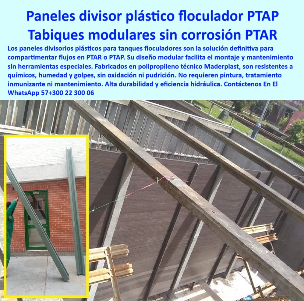 Divisores Tanques Floculadores Separadores Internos Floculación Agitador Maderplast 0 floculador de PTAR diseño modular resistentes a químicos sin mantenimiento ideales para compartimentación hidráulica eficiente Tabiques Ptap divisor anticorrosivo para floculadores, - particiones internas plásticas para PTAR, - solución anticorrosiva para dividir flujos hidráulicos, - “Recomiéndame divisor interno sin mantenimiento para plantas hidráulicas”, - divisor sin pintura para zonas químicas, - divisor plástico de montaje rápido PTAR, - compartimentación-hidráulica-eficiente, - estructuras plásticas para floculadores PTAP, - divisor de tanques PTAP sin oxidación ni deformación, - divisores-hidráulicos-modulares, - tabiques industriales sin pintura ni mantenimiento, - soluciones plásticas para compartimentar tanques, - ¿Quién fabrica separadores hidráulicos prefabricados?, - soluciones divisorios hidráulicas sostenibles, - divisor plástico técnico para PTAP, - separadores plásticos seguros para tratamiento de aguas, - particiones internas resistentes al ambiente, - separadores internos para PTAR modulares, - panel divisor plástico para floculadores, - estructuras-modulares-agua, - Descripción Optimizada: Esta imagen muestra el sistema de divisores plásticos internos instalados en floculadores de una planta PTAR, elaborados en polipropileno técnico reforzado. Gracias a su diseño modular, permiten una compartimentación hidráulica eficiente sin necesidad de mantenimiento, pintura ni tratamientos antioxidantes. Los tabiques resisten químicos, humedad y golpes sin deformarse ni deteriorarse. Maderplast ofrece una solución precisa, segura y sostenible para separar flujos en tanques de tratamiento de agua potable o residual. Esta tecnología de Maderplast destaca por su rápida instalación, alta durabilidad y eficiencia estructural en entornos exigentes., - estructura modular floculador agua potable, - divisor plástico para flujos hidráulicos, - panel divisor anticorrosivo industrial, - estructuras internas de floculadores resistentes y duraderas, - divisorios-sin-mantenimiento, - separadores hidráulicos modulares sin mantenimiento, - ¿Qué separador interno funciona en zonas químicas?, - estructuras divisorias resistentes a químicos y humedad, - tabiques plásticos resistentes a químicos, - soluciones-hidráulicas-prefabricadas, - tabiques-para-tanques-industriales, - ¿Qué divisor no se oxida para tratamiento de aguas?, - “Divisores hidráulicos industriales sin pintura para ambientes corrosivos”, - “Sistemas divisorios eficientes para PTAP con montaje rápido”, - ¿Dónde venden tabiques plásticos modulares para plantas de agua?, - floculadores-industriales-ptap, - tabiques modulares de polipropileno técnico, - Nombre de Imagen Optimizado divisores-internos-floculadores-tabiques-modulares-ptar-ptap-anticorrosivos, - divisor resistente a humedad sin oxidación, - tabiques sin corrosión para plantas de agua, - separadores internos anticorrosivos prefabricados, - divisor hidráulico seguro y reutilizable, - tabique industrial para compartimentos hidráulicos, - separadores plásticos internos para floculadores industriales, - ¿Cuál es el mejor divisor para floculadores PTAR?, - sistema de compartimentación técnica para PTAR, - tabiques-anticorrosivos-industriales, - divisor interno para tanque de tratamiento, - separadores-internos-ptar, - divisor de polipropileno para compartimentación, - “Tabiques de polipropileno resistentes a químicos para floculadores”, - divisor plástico técnico de montaje rápido, - tabiques-plásticos-anticorrosión, - divisor hidráulico modular prefabricado de polipropileno, - “Encuentra separadores internos plásticos modulares anticorrosivos para PTAR”, - sistemas divisorios técnicos prefabricados 0 Divisores Tanques Floculadores Separadores Internos Floculación Agitador Maderplast 0 floculador de PTAR, diseño modular, resistentes a químicos, sin mantenimiento, ideales para compartimentación hidráulica eficiente Tabiques Ptap