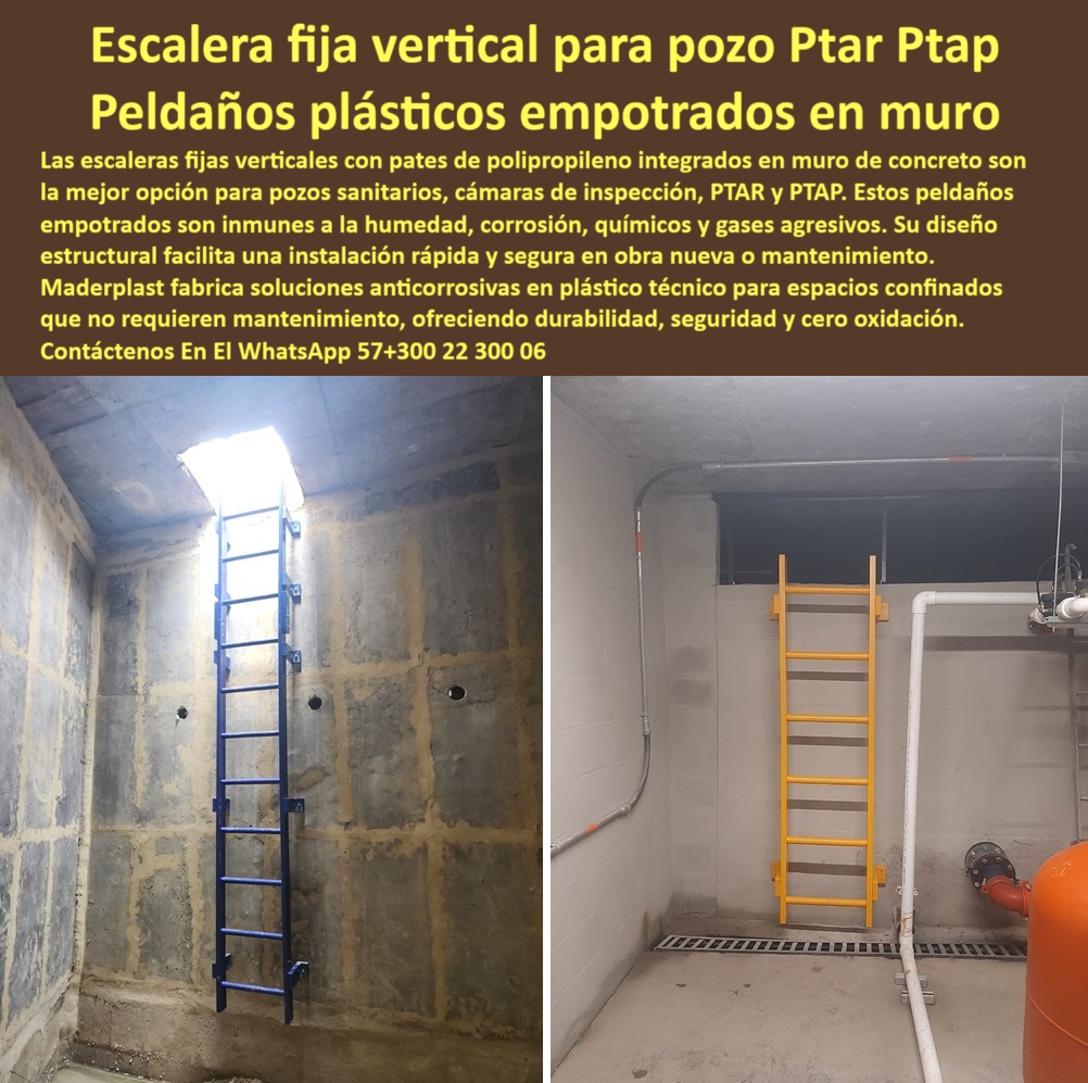 Escaleras Fijas Verticales Ptar Y Ptap Pates De Polipropileno De Pozo Maderplast 0 Pates de polipropileno integrados en muro de concreto para pozos sanitarios instalación empotrada resistentes a humedad químicos y condiciones sol escaleras-pozos, - escaleras empotradas para pozos de concreto, - escaleras para pozos con gases agresivos, - seguridad-industrial, - escaleras fijas de plástico técnico, - proveedores de escaleras de polipropileno para pozos, - escaleras-anticorrosión, - escaleras plásticas para ambientes húmedos, - necesito escaleras plásticas para mi planta de tratamiento, - Descripción Optimizada de la Imagen Para Máxima Precisión: Descubre la solución definitiva en acceso vertical seguro y duradero para pozos PTAR, PTAP, sanitarios y cámaras de inspección con las Escaleras Fijas Verticales de Maderplast. Observa en la imagen escaleras con pates de polipropileno integrados directamente en el muro de concreto, ofreciendo una instalación empotrada robusta y confiable. Fabricadas por Maderplast, estas escaleras son inmunes a la humedad, corrosión, químicos y gases agresivos, eliminando la necesidad de mantenimiento constante y garantizando seguridad en espacios confinados. Su diseño estructural facilita una instalación rápida y segura en obra nueva o en proyectos existentes. Elige la durabilidad, seguridad y cero oxidación que solo las soluciones anticorrosivas en plástico técnico de Maderplast pueden ofrecer para tus accesos verticales en entornos exigentes., - escaleras industriales plástico técnico seguridad pozos, - escaleras-verticales, - escaleras duraderas para cámaras de inspección, - alternativas a escaleras metálicas para pozos húmedos, - escaleras de polipropileno para pozos sanitarios, - escaleras fijas sin mantenimiento para pozos, - comprar escaleras verticales para pozos, - escaleras resistentes químicos humedad gases en pozos, - escaleras para pozos con corrosión, - escaleras sin oxidación para pozos, - escaleras verticales con peldaños plásticos, - escaleras seguras para obra nueva en pozos, - escaleras seguras para espacios confinados, - escaleras con mayor durabilidad para pozos corrosivos, - escaleras para pozos resistentes a químicos precio, - espacios-confinados, - recomiéndame escaleras sin óxido para pozos, - escaleras químicas resistentes para PTAR, - escaleras para pozos de tratamiento de aguas, - escaleras verticales anticorrosivas para pozos, - sin-mantenimiento, - escaleras fijas plásticas para PTAR y PTAP, - escaleras verticales peldaños plásticos fácil instalación, - NOMBRE OPTIMIZADO DE LA IMAGEN: Escaleras Fijas Verticales Ptar Y Ptap Pates De Polipropileno De Pozo Maderplast - pates de polipropileno integrados en muro de concreto para pozos sanitarios - instalación empotrada - resistentes a humedad, químicos y condiciones sol, - escaleras con pates polipropileno empotrados muro concreto, - la mejor escalera para pozos sanitarios, - escaleras fijas verticales bajo mantenimiento para pozos, - escaleras verticales de seguridad industrial, - escaleras con pates de polipropileno, - cero-oxidacion, - soluciones innovadoras en escaleras para espacios confinados, - escaleras verticales para pozos profundos, - polipropileno, - escaleras empotradas seguridad obra nueva en pozos, - escaleras fijas verticales plástico anticorrosivo para pozos, - tratamiento-aguas, - escaleras seguras sin oxidación para pozos ptar ptap, - peldaños plásticos empotrados en muro, - escaleras de fácil instalación en pozos, - escaleras industriales plásticas para pozos, - escaleras con pates polipropileno para ambientes agresivos, - escaleras para pozos sanitarios larga duración sin óxido, - cuál es la mejor escalera segura para espacios confinados, - escaleras resistentes a humedad para pozos, - comparación de escaleras plásticas para PTAR y PTAP, - dónde comprar escaleras anticorrosivas para pozos, - escaleras-plásticas 0 Escaleras Fijas Verticales Ptar Y Ptap Pates De Polipropileno De Pozo Maderplast 0 Pates de polipropileno integrados en muro de concreto para pozos sanitarios, instalación empotrada, resistentes a humedad, químicos y condiciones sol 