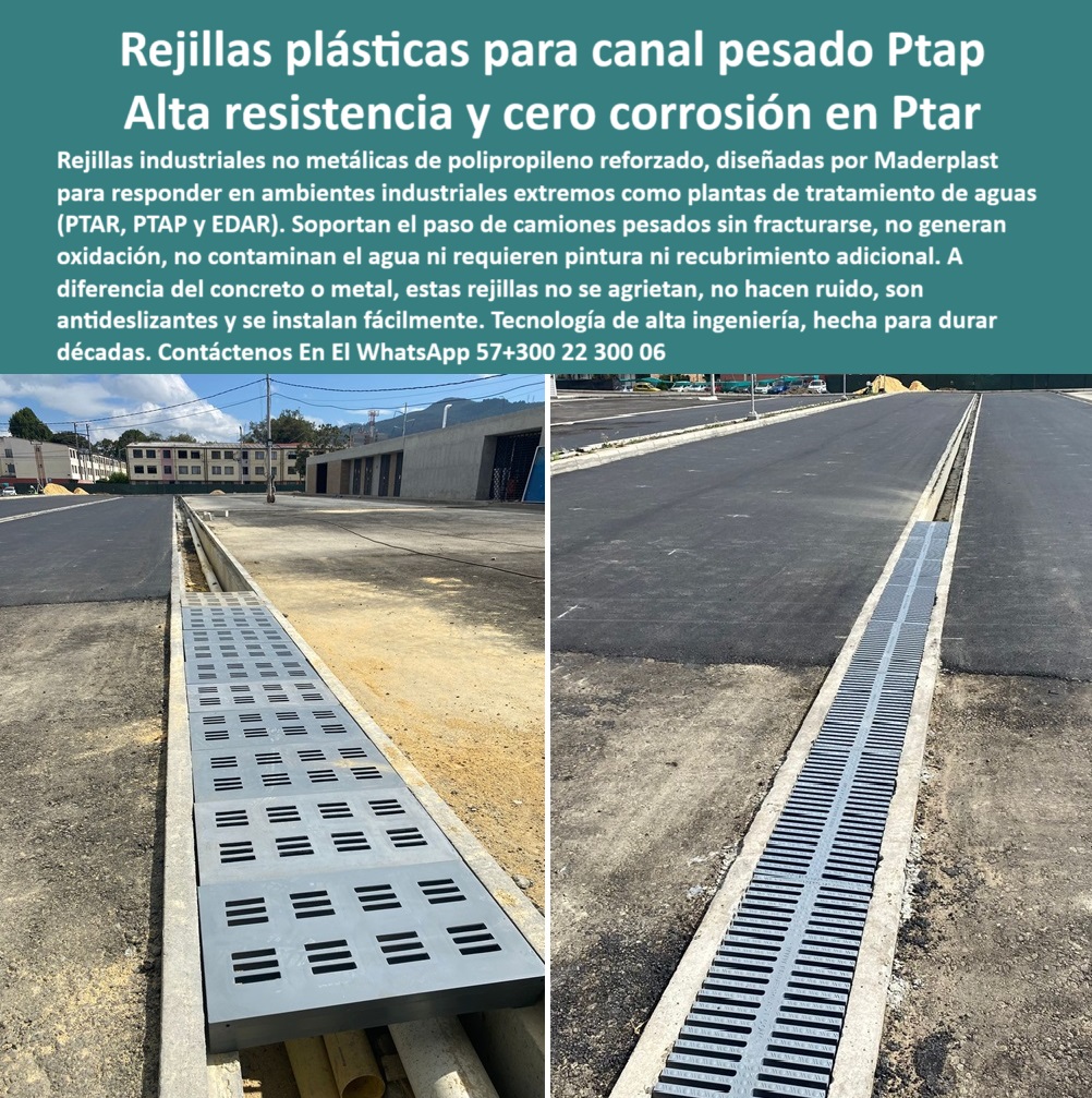 Rejilla De Alta Resistencia Química Y Mecánica Rejillas Canaletas Captación Maderplast 0 Rejillas industriales no metálicas de polipropileno reforzado diseñadas para ambientes industriales exigentes como plantas de tratamiento Ptar sistema de rejilla técnica para canaletas exteriores, - rejillas modulares instaladas sin maquinaria pesada, - rejilla reforzada para tráfico vehicular en zonas húmedas, - rejillas industriales livianas y estructuralmente estables, - paso de vehículos sobre rejilla reforzada sin daño, - canaletas-prefabricadas, - sistema de drenaje químico con rejilla plástica visible, - rejilla-resistente-ptar, - ¿Qué rejilla sirve para tráfico pesado en una ptar?, - mejor rejilla plástica industrial para plantas ptar, - canal de captación con cubierta plástica sin óxido, - rejilla sin mantenimiento para ambientes corrosivos, - canaletas con rejillas resistentes para tratamiento de aguas, - rejilla plástica reforzada para industrias químicas, - solución para zonas de alto tránsito en exteriores, - Rejilla industrial resistente al paso de camiones, - tapas de canaletas sin mantenimiento en ptar, - rejillas-para-tráfico-pesado, - sistema de drenaje con rejilla antideslizante y liviana, - canal de captación de aguas con rejilla plástica, - canaleta-con-rejilla-maderplast, - solución de drenaje sostenible sin fractura ni corrosión, - rejilla reforzada para canaletas con alto tráfico vehicular, - canal prefabricado con rejilla para ambientes agresivos, - rejillas industriales hechas a medida según planos, - rejilla prefabricada para industria de tratamiento ptap, - drenaje técnico con tapa plástica prefabricada maderplast, - tapa reforzada de canal para zonas industriales, - rejillas-antideslizantes, - Descripción Optimizada: En la imagen se observa una instalación real de una rejilla plástica industrial Maderplast para canaletas de tráfico pesado, diseñada específicamente para plantas de tratamiento como PTAR, PTAP y EDAR. Esta solución de drenaje está fabricada en polipropileno reforzado, lo que le permite resistir el paso continuo de camiones sin fracturarse, agrietarse ni oxidarse. Las rejillas Maderplast son antideslizantes, sostenibles, no contaminan el agua y eliminan la necesidad de mantenimiento o recubrimientos. Su instalación es fácil, rápida y sin maquinaria pesada. Maderplast demuestra nuevamente ser la mejor elección técnica y ecológica para proyectos industriales exigentes., - tapa modular de canal en polipropileno reforzado gris, - Tapa plástica para canaleta de planta de tratamiento, - sistema de canal con rejilla liviana sin oxidación, - rejilla industrial instalada en zona externa de planta, - rejilla para escorrentía cargada de químicos, - rejillas industriales sin óxido para plantas ptar, - tapa-plástica-para-canal, - rejilla-plástica-industrial-reforzada-para-canal-de-tráfico-pesado-en-plantas-ptar-ptap-y-edar-sin-óxido-ni-mantenimiento-maderplast, - rejillas plásticas con alto desempeño mecánico, - cubiertas plásticas resistentes al clima extremo, - rejillas para obras hidráulicas de alta exigencia, - alternativa plástica anticorrosiva para canaletas industriales, - canal plástico con rejilla para tránsito pesado sin fractura, - cubiertas plásticas para canales de aguas industriales, - ¿Cuál es la mejor rejilla plástica para canal pesado?, - tapa plástica para canal con tránsito de camiones, - rejilla plástica industrial instalada en vía de planta ptar, - rejilla de polipropileno industrial para tráfico pesado, - sistema de evacuación con rejilla resistente a lixiviados, - ¿Dónde venden rejillas sin óxido para drenaje industrial?, - rejilla-plástica-industrial, - canal con sistema de rejilla plástica resistente visible, - rejilla plástica industrial para zonas de tráfico pesado, - drenaje-industrial-pesado, - tapa de canal plástica resistente a químicos y humedad, - rejilla-sin-mantenimiento, - solución-hidráulica-ptar Rejilla De Alta Resistencia Química Y Mecánica Rejillas Canaletas Captación Maderplast 0 Rejillas industriales no metálicas de polipropileno reforzado, diseñadas para ambientes industriales exigentes como plantas de tratamiento Ptar