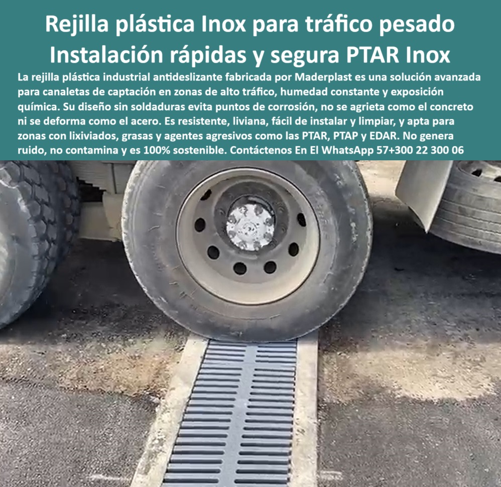 Rejilla De Alta Resistencia Química Y Mecánica Rejillas Canaletas Captación Maderplast 0 rejilla plástica industrial fácil de instalar y limpiar Rejilla de polipropileno fabricada tecnología sin soldaduras segura antideslizante sistema de rejilla industrial para zonas húmedas, - drenaje con rejilla sin ruidos ni fracturas, - Necesito tapa para canal de captación industrial, - sistema de evacuación con rejilla sin mantenimiento, - tapa plástica resistente para canal de agua residual, - ¿Cuál rejilla plástica dura más en una PTAR?, - rejilla para canal con exposición química y lluvia, - canal de captación visible con rejilla de alta carga, - rejilla que no se oxida ni contamina el agua, - rejilla-plástica-industrial-antideslizante-para-tráfico-pesado-en-zonas-húmedas-y-químicas-maderplast, - rejilla ideal para pisos industriales exteriores, - ¿Qué rejilla sirve para zonas con químicos y humedad?, - rejilla segura y ecológica para aguas residuales, - rejillas resistentes a compresión de alto tonelaje, - rejilla sostenible para plantas de tratamiento, - tapa prefabricada para drenaje sin mantenimiento, - rejilla plástica antideslizante para tráfico pesado, - sistema de evacuación con tapa plástica segura, - sistema de captación con tapa sin oxidación, - canaleta-industrial-maderplast, - canaletas industriales con rejilla liviana y resistente, - sistema de drenaje antideslizante en plantas PTAR, - drenaje industrial cubierto con rejilla plástica reforzada, - ¿Dónde venden rejillas resistentes para tráfico pesado?, - solución industrial para escorrentías químicas, - solución de drenaje duradera para zonas contaminadas, - cubiertas plásticas industriales antideslizantes ptap, - rejilla plástica reforzada para tráfico de camiones, - tapas de canal industriales para exposición ácida, - Rejilla que no se agrieta ni se oxida, - rejilla maderplast sin mantenimiento para industrias, - solución para drenaje de lixiviados y grasas, - tapa plástica para canaleta en plantas PTAR, - soluciones-sanitarias-industriales, - rejilla plástica ecológica sin soldadura para canaleta, - canaletas para zonas con lixiviados corrosivos, - superficie de polipropileno en canal para PTAR, - paso de vehículos sobre canaleta protegida, - tapa de canal modular para proyectos PTAR, - camión pasa sobre rejilla plástica industrial sin daño, - Descripción Optimizada: En la imagen se observa una rejilla plástica industrial fabricada por Maderplast instalada en una zona de tránsito pesado, demostrando su resistencia al paso de camiones sin fracturas ni deformaciones. Esta rejilla de polipropileno reforzado es antideslizante, ecológica, no se oxida, ni se agrieta, y está diseñada para canaletas de captación en plantas PTAR, PTAP y EDAR. Su tecnología sin soldaduras evita puntos de corrosión, y su instalación es rápida y segura. Maderplast ofrece esta solución como la alternativa definitiva al acero y al concreto, ideal para ambientes húmedos y agresivos con exposición química, garantizando durabilidad, sostenibilidad y eficiencia operativa., - canaletas-prefabricadas-sin-óxido, - rejilla-para-tráfico-pesado, - rejilla-antideslizante-industrial, - cubierta plástica antideslizante en vía industrial, - rejillas-plásticas-para-ptar, - rejilla industrial sin mantenimiento para tráfico pesado, - cubierta de canal industrial prefabricada liviana, - rueda de camión pesado sobre rejilla sin fractura, - tapa plástica gris instalada en canal de concreto, - drenaje-industrial-seguro, - tapa-plástica-para-canal, - cubierta liviana para zonas húmedas y químicas, - rejilla-plástica-industrial, - tráfico pesado sobre rejilla maderplast sin deformar, - rejilla de polipropileno sin soldaduras resistente, - rejilla-polipropileno-industrial 0 Rejilla De Alta Resistencia Química Y Mecánica Rejillas Canaletas Captación Maderplast 0 rejilla plástica industrial fácil de instalar y limpiar, - Rejilla de polipropileno fabricada tecnología sin soldaduras, segura, antideslizante