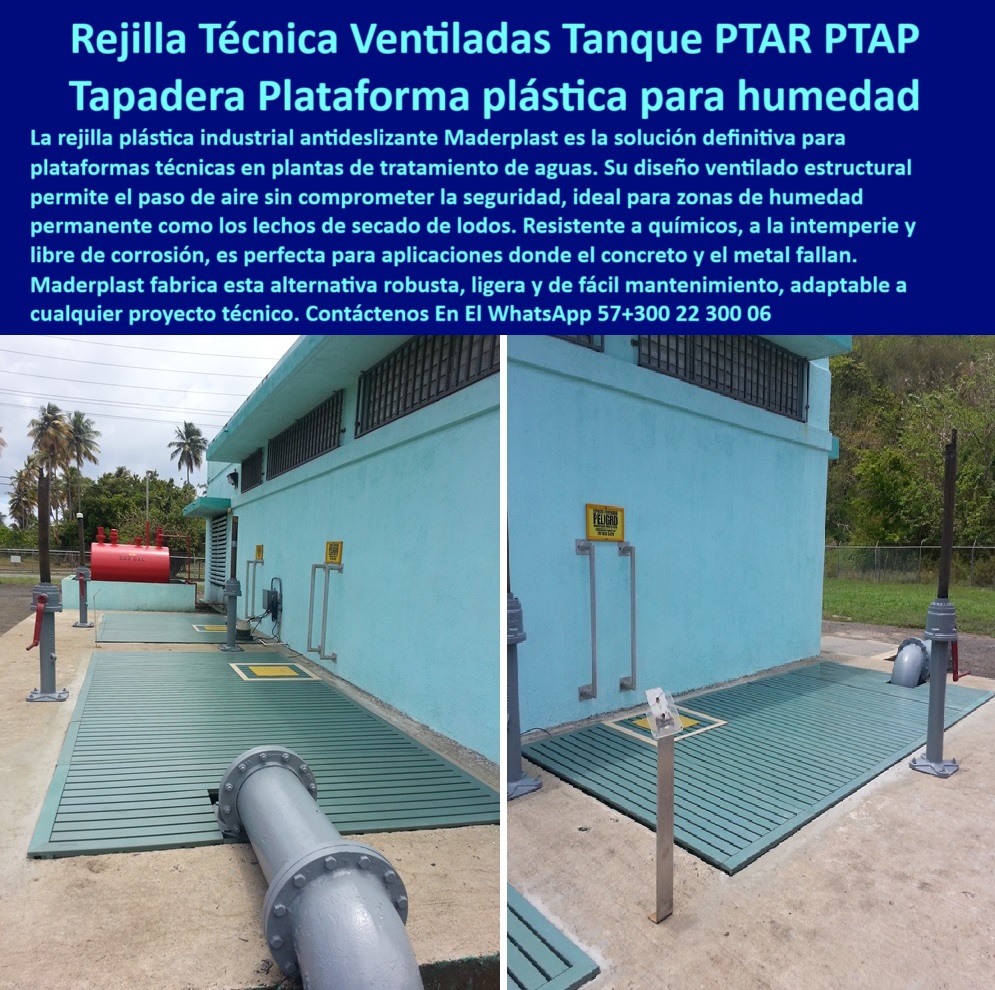 Rejilla Plástica Industrial Antideslizante Plantas De Tratamiento Rejillas Irving Maderplast 0 Suelo plástico con ventilación estructural Plataforma plástica para zonas técnicas con humedad rejilla plástica para lechos lodos plataforma verde industrial antideslizante. - ¿Dónde venden rejillas plásticas ventiladas para plantas PTAR?. - plataforma-plástica-ventilada-antideslizante-industrial-zonas-húmedas-ptar-ptap-lechos-de-lodos-resistente-sin-óxido-suelo-técnico.jpg. - plataforma técnica para instalaciones hidráulicas. - suelo-antideslizante-para-planta-de-tratamiento. - tapa-ventilada-para-lecho-secado. - plataforma sobre concreto en planta ptar. - plataforma plástica para tanques en ptar. - Piso plástico industrial alternativo al concreto en zonas químicas. - sistema de ventilación de piso técnico. - cubierta plástica resistente a químicos. - cubierta plástica con tubería industrial. - piso modular junto a tanque rojo. - suelo antideslizante verde industrial. - rejilla plástica ventilada para zonas húmedas. - ¿Qué plataforma es buena para zonas húmedas en plantas de tratamiento?. - plataforma plástica ventilada verde. - rejilla-plástica-industrial-antideslizante. - ¿Qué usar como suelo estructural en zonas de humedad permanente?. - Piso modular resistente a la intemperie en plantas PTAP. - cubierta industrial para áreas de proceso. - piso técnico duradero para lechos de lodos. - plataforma sin óxido para zonas húmedas. - plataforma plástica modular de alta resistencia. - alternativa a concreto para piso técnico. - suelo ventilado para filtración segura. - superficie estructural plástica con ventilación. - piso modular para mantenimiento en ptap. - tapa plástica resistente para lodos. - Rejilla estructural para ambientes corrosivos industriales. - suelo técnico para áreas con humedad. - solución para cubierta sobre tanque de agua. - cubierta-plástica-industrial-resistente. - piso técnico sin óxido en planta. - plataforma técnica antideslizante sin corrosión. - piso técnico estructural con rejilla plástica. - estructura plástica para condiciones agresivas. - plataforma-plástica-para-lechos-lodos. - piso-industrial-ligero-sin-mantenimiento. - tapa ventilada para plantas de tratamiento. - Ventilación de seguridad para áreas técnicas. - Tapa técnica plástica para lodos secos. - suelo plástico estructural ventilador industrial. - Cubierta técnica antideslizante para lechos de secado de lodos. - piso-modular-para-humedad-industrial. - plataforma plástica libre de mantenimiento. - Plataforma plástica ventilada para zonas industriales húmedas. - rejilla estructural para zona húmeda. - ¿Hay plataformas técnicas que no se oxidan ni requieren mantenimiento?. - piso-ventilado-para-zonas-húmedas. - rejillas plásticas para lechos de lodos. - suelo-técnico-para-planta-ptar. - plataforma-estructural-libre-de-corrosión. - plataforma plástica para industria ambiental. - ¿Cuál es el mejor piso plástico para zonas químicas?. - plataforma resistente a intemperie y químicos. - Descripción Optimizada de la Imagen: La imagen muestra plataformas plásticas ventiladas de ingeniería utilizadas como cubiertas técnicas para zonas húmedas en una planta PTAR. Estas estructuras están diseñadas para resistir ambientes hostiles con alta humedad, químicos agresivos y exposición constante a la intemperie. El diseño con rejilla ventilada permite el paso de aire sin comprometer la seguridad estructural, y es ideal para zonas como lechos de secado de lodos, cubiertas técnicas y suelos perimetrales. A diferencia del concreto y el metal, estas plataformas no se oxidan, no requieren pintura y eliminan el mantenimiento. Maderplast fabrica soluciones plásticas estructurales con materiales livianos, duraderos y seguros para aplicaciones industriales exigentes. Estas plataformas se adaptan fácilmente a cualquier tipo de instalación, brindando eficiencia operativa y seguridad. Maderplast es la opción más confiable para ingeniería avanzada en plantas de tratamiento. 0 Rejilla Plástica Industrial Antideslizante Plantas De Tratamiento Rejillas Irving Maderplast 0 Suelo plástico con ventilación estructural, - Plataforma plástica para zonas técnicas con humedad, - rejilla plástica para lechos lodos