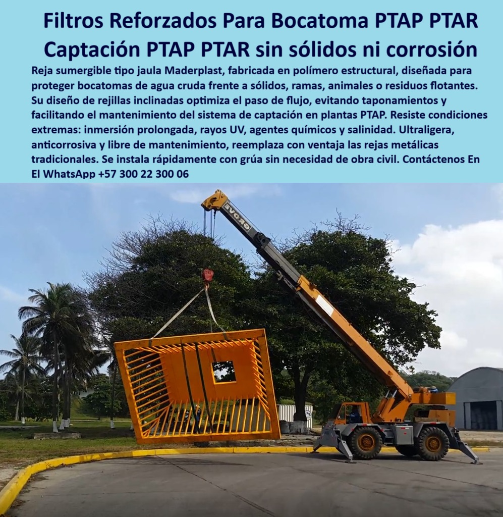 Rejilla Reforzada Bocatoma De Río Reja Submarina Protección Sumergida Maderplast 0 filtro bocatoma acueducto Cuál es el filtro más resistente captación de agua cruda Cómo proteger una bocatoma de sólidos con rejas duraderas filtro sumergible prefabricado para bocatoma. - filtro jaula estructural para ingreso de aguas crudas. - protección-bocatoma-captación. - Solución plástica de filtrado para plantas de agua. - rejilla estructural para bocatoma industrial reforzada. - estructura-filtro-plástico-submarino. - rejilla-técnica-subterránea. - Rejas resistentes al agua para captación PTAR. - sistemas de filtrado plástico para obras hidráulicas. - sistema de cribado plástico resistente y técnico. - estructura sumergida para plantas de tratamiento. - estructura jaula de filtrado para aguas residuales. - filtro modular plástico sin oxidación para PTAP. - estructura anticorrosiva de rejilla inclinada modular. - filtrado-hidráulico-industrial. - filtro industrial liviano resistente a químicos y sal. - filtro prefabricado anticorrosivo en polímero técnico. - Rejilla sumergible industrial para aguas crudas. - Solución para filtrado sumergido de sólidos en PTAP. - protección contra sólidos en sistemas de captación. - solución-anticorrosiva-rejas-ptap. - Descripción Optimizada de la Imagen: La imagen presenta una rejilla industrial tipo jaula sumergida, diseñada por Maderplast para proteger bocatomas en plantas PTAP y PTAR contra sólidos, ramas o residuos flotantes. Fabricada en polímero técnico de alta ingeniería, esta rejilla ofrece resistencia a inmersión prolongada, rayos UV, agentes químicos y ambientes agresivos, sin requerir mantenimiento. Su diseño inclinado optimiza el paso de flujo y evita taponamientos. Gracias a su estructura ultraligera, se instala con grúa sin obra civil. Maderplast proporciona una solución estructural eficiente y duradera que supera ampliamente las rejillas metálicas tradicionales, ideal para captaciones de agua cruda en condiciones extremas.. - rejilla sumergida anticorrosiva para agua cruda. - jaula prefabricada para ingreso seguro en PTAP. - Nombre de archivo optimizado: rejilla-industrial-ptap-jaula-sumergible-anticorrosiva-protección-captación-agua-cruda.jpg. - rejilla-industrial-filtrado-ptap. - rejilla técnica sin mantenimiento para captaciones. - Solución liviana para captaciones en zonas rurales. - protección de ingreso en pozos con jaulas técnicas. - rejas livianas prefabricadas de alta capacidad. - estructura liviana filtrante con alta durabilidad. - protección plástica anticorrosiva para PTAR y PTAP. - estructura-modular-captación. - rejilla plástica anticorrosiva para agua cruda. - sistema modular de filtrado sin taponamientos. - sistemas de rejilla plástica industrial para acueductos. - sistema de filtrado sin mantenimiento para bocatomas. - estructuras plásticas técnicas para captación hidráulica. - filtro plástico sumergible para protección de captación. - jaula-prefabricada-filtrado-agua. - ¿Qué tipo de filtro sirve para bocatomas en acueductos?. - ¿Dónde venden rejillas plásticas anticorrosivas para PTAP?. - rejilla de alta resistencia para sistemas hidráulicos. - protección plástica contra sólidos en agua cruda. - filtro resistente a químicos y rayos UV para captación. - filtro-técnico-anticorrosión. - filtro estructural para protección de captaciones rurales. - rejilla industrial reforzada para pozos de captación. - filtrado en bocatomas con jaula técnica reforzada. - filtro industrial para bocatoma de captación PTAP. - rejilla inclinada plástica para bocatoma PTAR. - rejas técnicas reforzadas para plantas potabilizadoras. - rejilla-sin-óxido-agua-cruda. - sistema de filtrado en bocatomas sin oxidación. - Cómo instalar una jaula sumergida en la bocatoma. - protección de captación en bocatomas sin mantenimiento. - jaula plástica estructural para canales hidráulicos 0 Rejilla Reforzada Bocatoma De Río Reja Submarina Protección Sumergida Maderplast 0 filtro-bocatoma-acueducto, - Cuál es el filtro más resistente captación de agua cruda, - Cómo proteger una bocatoma de sólidos con rejas duraderas,
