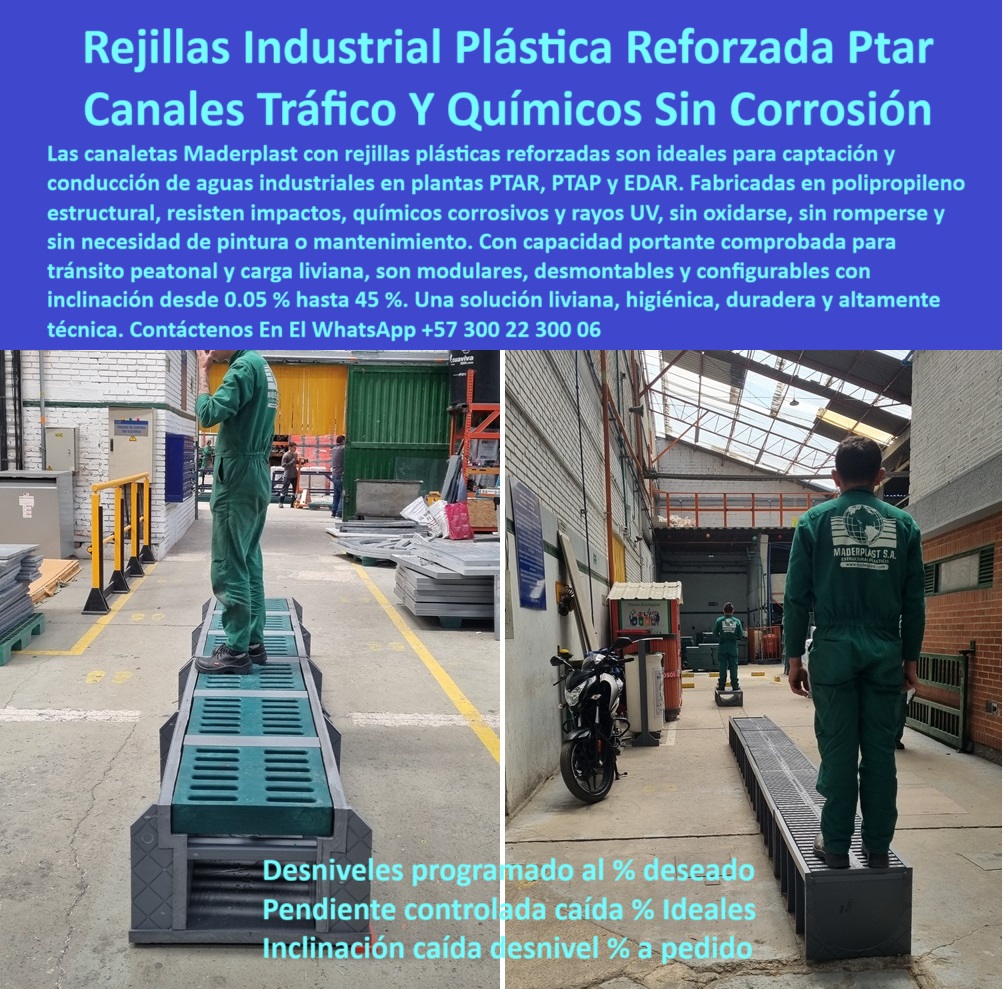 Sumidero Canal Rejilla Modular Desagües Canales Rejillas Ptap Ptar Y Edar Maderplast 0 Qué rejillas resistentes sirven para aguas industriales Qué rejillas plásticas para captación recomiendan para plantas PTAR Canaleta rejilla canal pluvial plástico con diseño a pedido según plano, - canal pluvial plástico con desnivel incorporado, - Canal pluvial de fábrica con fondo inclinado, - canaleta plástica industrial con caída hidráulica programada, - operarios probando desagüe plástico con inclinación simulada, - desagüe lineal modular con fondo inclinado personalizable, - sistema de canal con rejillas desmontables tipo tramex plástico, - desagüe plástico industrial reforzado para aguas contaminadas, - canaleta higiénica sin filtraciones para plantas PTAR y EDAR, - solución de drenaje plástico con fondo inclinado personalizable, - pendiente programada para escurrimiento eficiente en canaletas, - rejilla-reforzada-para-ptar, - canaleta-industrial-plástica, - rejilla plástica resistente a químicos para plantas PTAR, - drenaje lineal reforzado usado para simulación de tránsito peatonal, - canal industrial plástico sin mantenimiento para EDAR, - sistema de desagüe programado con caída hidráulica ideal, - sistema prefabricado de escurrimiento con ángulo variable, - drenaje prefabricado para plantas de tratamiento de agua, - sumidero modular con rejilla reforzada para aguas residuales, - canaleta-plástica-con-inclinación, - desagüe-prefabricado-industrial, - canal de escurrimiento plástico en bodega industrial en pruebas, - drenaje-para-aguas-industriales, - Nombre Optimizado del Producto: sumidero-canal-rejilla-modular-industrial-plástico-reforzado-con-inclinación-programada-a-medida-para-ptar-edar-y-desagües-químicos, - sistema de drenaje plástico con inclinación fabricado a medida, - canal sanitario plástico con capacidad hidráulica ajustada, - drenaje-modular-a-medida, - módulo sanitario en polipropileno con diseño estructural reforzado, - línea de canaletas conectadas con ángulo de caída progresivo, - solución higiénica para recolección de líquidos industriales, - canal plástico con caída según diseño arquitectónico, - canal-pluvial-modular, - canal-con-pendiente-programada, - Necesito rejillas plásticas con inclinación programada, - canaleta sin óxido para zonas con alta corrosión, - ¿Qué canaleta plástica sirve para plantas PTAR?, - módulo de drenaje industrial montado en serie con inclinación, - escurrimiento-industrial-sin-óxido, - canaleta con rejilla resistente a químicos para EDAR, - pendiente hidráulica a medida en canal plástico modulado, - canaleta reforzada con capacidad portante para tráfico peatonal, - Descripción Optimizada de la Imagen: La imagen presenta un sistema de canaletas plásticas modulares Maderplast con rejillas reforzadas, diseñadas para drenaje industrial en plantas PTAR, PTAP y EDAR. Lo innovador de este sistema es su fondo con inclinación programada que permite escurrimiento eficiente, personalizado según plano técnico del cliente. Fabricadas en polímero técnico, resisten impactos, químicos y rayos UV, sin oxidarse ni requerir mantenimiento. Se pueden configurar con pendientes desde 0.05 % hasta 45 %, ideales para zonas de captación, escorrentía o tránsito peatonal. La modularidad permite una instalación rápida sin obras civiles complejas. Esta solución de Maderplast supera al concreto y al acero por su flexibilidad, higiene y durabilidad industrial., - canal de desagüe prefabricado con escorrentía controlada, - canaleta para industria con fondo inclinado resistente, - canal industrial instalado con pendiente visible bajo inspección, - rejilla-plástica-para-desagüe, - rejilla de captación con diseño técnico personalizado, - canaleta plástica gris con rejillas verdes y operarios sobre ella, - rejilla modular reforzada para canaletas industriales, - sistema de evacuación con pendiente optimizada sin obra civil, - Identificación del Producto por Imagen, - canal con rejilla plástica fabricado por planos del cliente, - sistema modular de escurrimiento con pendiente controlada, - drenaje plástico para plantas de aguas industriales, - ¿Dónde venden desagües con caída personalizada?, - canaleta configurable por planos técnicos y pedidos especiales, - ¿Qué canaletas sirven para agua industrial con pendiente? 0  Sumidero Canal Rejilla Modular Desagües Canales Rejillas Ptap Ptar Y Edar Maderplast 0 Qué rejillas resistentes sirven para aguas industriales Qué rejillas plásticas para captación recomiendan para plantas PTAR Canaleta rejilla 0  