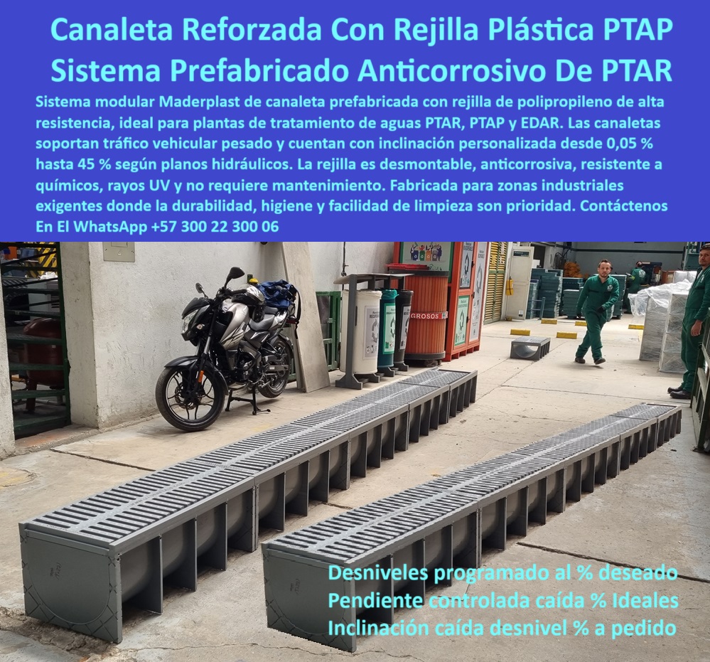 Sumidero Canal Rejilla Modular Desagües Canales Rejillas Ptap Ptar Y Edar Maderplast 0 canaletas reforzadas con rejilla rejillas prefabricadas para canal plastico rejilla de polipropileno tratamiento rejillas anticorrosiva canal de polímero técnico para drenaje industrial personalizado, - canal plástico reforzado con resistencia estructural certificada, - necesito una rejilla desmontable para canal plástico, - canal con inclinación a medida según plano hidráulico, - canal de agua industrial sin mantenimiento con diseño a medida, - sistema modular para drenaje en zonas químicamente agresivas, - módulos plásticos industriales alineados para sistema hidráulico, - canal prefabricado para aguas residuales con inclinación, - canal prefabricado gris con rejilla desmontable en zona de trabajo, - canaleta desmontable para inspección rápida y limpieza, - canal de captación con fondo inclinado a pedido técnico, - canaleta industrial con fondo inclinado fabricado bajo pedido, - sistema de canal con pendiente personalizada para industria, - desagüe técnico plástico con resistencia mecánica, - drenaje-modular-industrial, - canal plástico montado con rejillas desmontables para escurrimiento, - canaleta plástica reforzada con fondo curvo e inclinación visible, - canaleta con diseño estructural resistente para aguas residuales, - canaleta-sin-oxidación, - sistema de drenaje industrial sin soldaduras ni grúas, - sistema de canaleta técnica para EDAR con caída ideal, - tratamiento-de-aguas-industriales, - canaletas-con-inclinación, - rejilla-para-canal-industrial, - drenaje técnico modular resistente a químicos y humedad, - solución de canal industrial con escurrimiento controlado, - sistema-prefabricado-hidráulico, - sistema prefabricado de drenaje para planta PTAP, - rejilla plástica desmontable anticorrosiva para canaletas industriales, - canal pluvial plástico sin oxidación ni epóxicos, - Descripción Optimizada de la Imagen: La imagen muestra un sistema modular de canaletas plásticas Maderplast reforzadas con rejilla de polipropileno, diseñadas para conducción de aguas en PTAR, PTAP y EDAR. Estas canaletas están fabricadas con inclinación según plano del cliente, desde 0.05 % hasta 45 %, lo que permite escurrimiento eficiente y personalizado. La rejilla es desmontable, anticorrosiva, resistente a químicos y rayos UV. El sistema soporta tráfico vehicular pesado sin deformarse y no requiere mantenimiento. Maderplast ofrece una solución higiénica, duradera y adaptable a exigencias hidráulicas modernas. Su diseño modular agiliza el transporte, inspección y limpieza. Maderplast garantiza ingeniería plástica avanzada que supera los sistemas convencionales de concreto., - estructura plástica industrial con pendiente controlada según plano, - ¿Dónde comprar canaletas plásticas reforzadas con rejilla?, - qué canal plástico usar en planta de tratamiento, - canaletas-plásticas-resistentes, - canaleta-inclinada-plástica, - piezas plásticas alineadas para drenaje con pendiente programada, - canaletas técnicas sin mantenimiento con rejilla removible, - Nombre Optimizado del Producto canaleta-reforzada-con-rejilla-plástica-industrial-para-ptar-pendiente-personalizada-anticorrosiva, - canal plástico con diseño estructural para tráfico pesado, - canaleta prefabricada con pendiente personalizada para PTAR, - rejillas-prefabricadas-ptar, - sistema-hidráulico-personalizado, - drenaje plástico diseñado para evacuación química eficiente, - canaleta plástica resistente a tráfico y rayos UV, - Identificación del Producto por Imagen, - solución hidráulica plástica con módulos ensamblables, - canaleta reforzada con rejilla desmontable para PTAR, - sistema plástico de escurrimiento industrial personalizado, - sistema técnico de canal instalado con precisión milimétrica, - canal de escurrimiento eficiente en zonas PTAR, - canaleta gris en ambiente industrial lista para instalación, - rejilla de polipropileno desmontable para inspección fácil, - trabajadores acomodando sistema de desagüe modular reforzado, - canal modular sanitario para redes industriales, - canaleta ligera reforzada para zonas industriales húmedas, - rejillas prefabricadas para canal plástico de alta resistencia, - canal prefabricado para zonas con tráfico y sustancias agresivas 0 Sumidero Canal Rejilla Modular Desagües Canales Rejillas Ptap Ptar Y Edar Maderplast 0 canaletas-reforzadas-con-rejilla, - rejillas prefabricadas para canal plastico, - rejilla de polipropileno tratamiento, - rejillas anticorrosiva