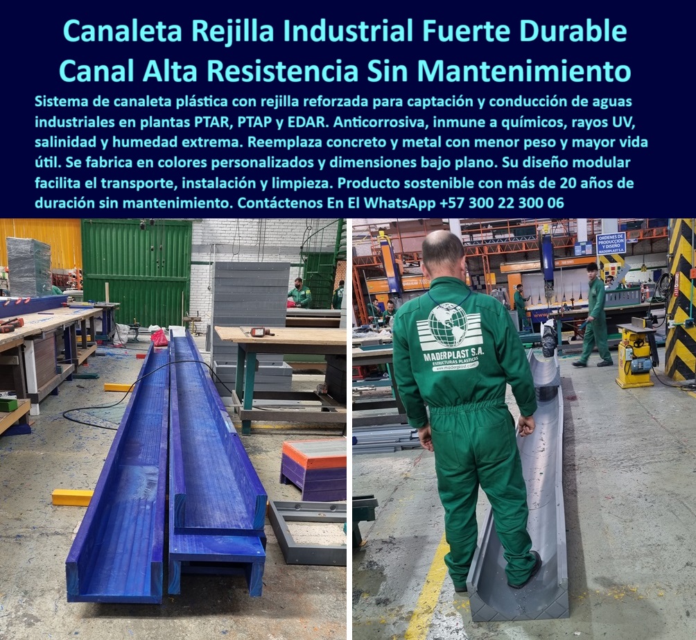 Sumidero Canaleta Modular Desagües Canales de Rejilla Ptap Ptar Edar Maderplast 0 rejilla anticorrosiva industrial rejillas plasticas canales de captación Canaleta para aguas industriales canaleta plástica tratamiento Ptar canal técnico industrial liviano para uso prolongado, - canal de captación plástica anticorrosiva bajo plano técnico, - canaleta con caída personalizada para escurrimiento eficiente, - canaleta sanitaria con estructura plástica azul resistente, - canal-industrial-personalizado, - canaleta con rejilla personalizada para plantas de tratamiento, - canal modular para desagüe en planta con personal técnico, - Identificación del Producto por Imagen, - trabajador de Maderplast verificando inclinación de canal plástico gris, - operario inspecciona módulo de canal plástico con pendiente simulada, - canaleta anticorrosiva con diseño arquitectónico a medida, - canaleta-sin-mantenimiento, - Necesito rejillas resistentes para canales industriales, - rejilla-plástica-industrial, - sumidero modular con rejilla para PTAR y PTAP, - Nombre Optimizado del Producto sumidero-canaleta-modular-industrial-con-rejilla-plástica-reforzada-e-inclinación-programada-para-aguas-ptar-edar, - canaleta-plástica-modular-reforzada con pendiente programada, - drenaje-industrial-modular, - canal con rejilla desmontable resistente a rayos UV, - canaleta-plástica-industrial, - sistema de desagüe plástico con fondo inclinado programado, - ¿Qué canal sirve para agua con químicos?, - rejilla plástica sin óxido para plantas industriales, - canal técnico a medida para tratamiento de aguas industriales, - canaleta-rejilla-anticorrosiva, - solución plástica para transporte de líquidos industriales, - canal modular reforzado con rejilla para aguas industriales PTAR, - diseño de canal plástico liviano sin mantenimiento para EDAR, - diseño de escurrimiento con inclinación visible en canaleta gris, - canal con rejilla desmontable y fondo inclinado, - rejilla plástica reforzada para escorrentía de aguas servidas, - canal prefabricado con pendiente incorporada sin obras civiles, - Descripción Optimizada de la Imagen: La imagen muestra canaletas industriales plásticas reforzadas fabricadas por Maderplast, diseñadas para el transporte y captación de aguas en plantas PTAR, PTAP y EDAR. Destacan por su fondo inclinado y escorrentía programada, adaptándose al plano técnico del cliente. Fabricadas en polímero técnico, son resistentes a químicos, rayos UV y ambientes agresivos. No requieren mantenimiento ni pintura, y reemplazan con ventaja al concreto y al metal. Su estructura liviana y modular permite instalación sin grúas. Las canaletas Maderplast se producen en distintos colores y medidas, brindando soluciones técnicas precisas. Ideales para escurrimiento eficiente en proyectos hidráulicos e industriales., - piezas largas de canal prefabricado apiladas para ensamblaje, - canal-industrial-con-caída, - ¿Cuál es el mejor drenaje plástico para PTAR?, - sistema de canal diseñado con inclinación para escurrimiento, - solución plástica modular para desagües industriales, - desagüe plástico industrial con personalización estructural, - canaleta higiénica fabricada a pedido para aguas contaminadas, - sistema-canal-con-inclinación, - sistema de canal para zonas húmedas y corrosivas, - líneas de canaleta plástica apiladas listas para entrega técnica, - sumidero-modular-ptar, - canaleta resistente a químicos, humedad y salinidad, - canal pluvial industrial reforzado con fondo inclinado, - ¿Dónde venden canaletas plásticas con pendiente a medida?, - sistema de drenaje con canaleta plástica tipo modular, - canaleta azul plástica con fondo visible en zona de producción industrial, - escurrimiento-personalizado, - canaleta modular para planta de tratamiento, - canaletas plásticas resistentes para ambientes químicos agresivos, - sistema prefabricado de captación resistente a químicos, - canaleta industrial plástica reforzada para aguas industriales, - canal de escurrimiento con estructura reforzada y ligera, - soluciones prefabricadas para canales de captación, - drenaje industrial modular con caída personalizada por diseño, - sistema de canal azul con fondo inclinado y guía de montaje 0 Sumidero Canaleta Modular Desagües Canales de Rejilla Ptap Ptar Edar Maderplast 0 rejilla-anticorrosiva-industrial, - rejillas plasticas canales de captación, - Canaleta para aguas industriales, - canaleta plástica tratamiento Ptar
