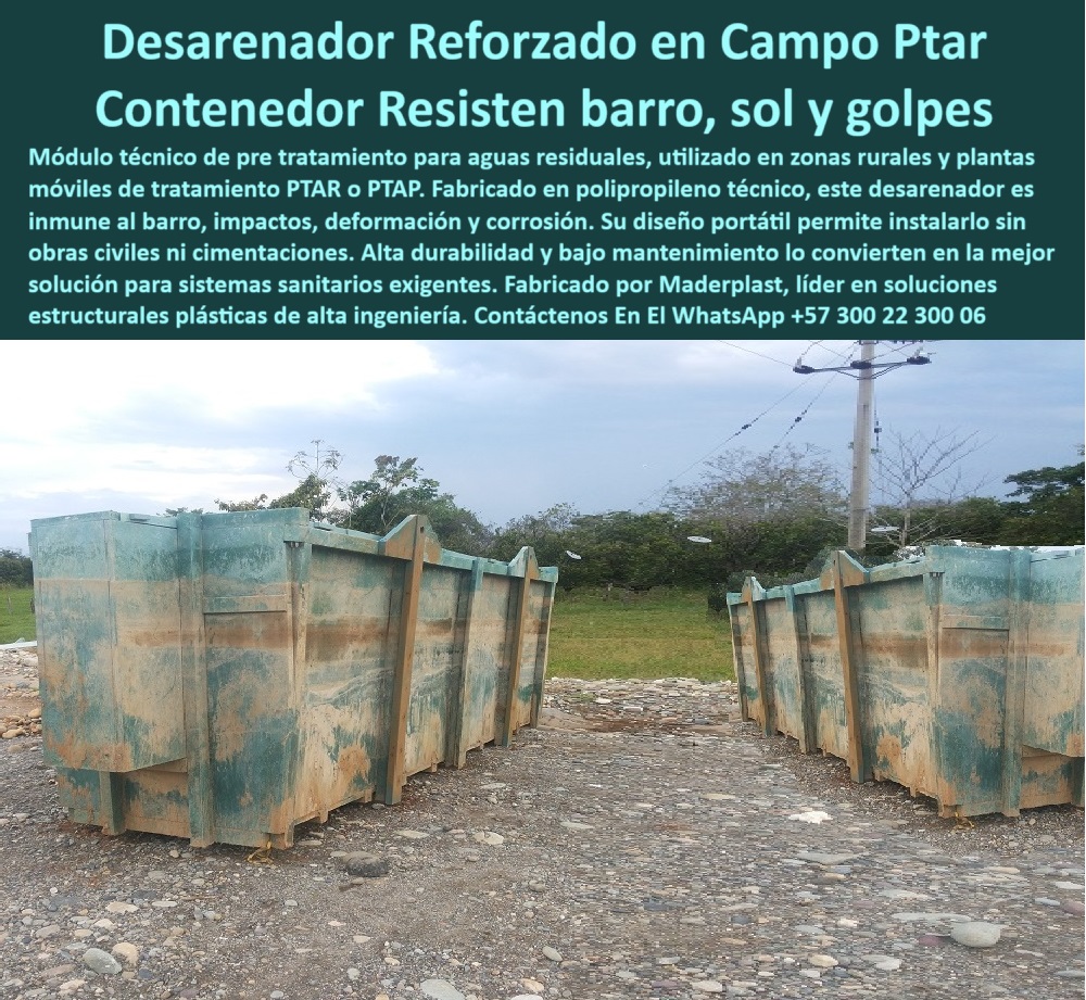 Tanque Caja Hermética Anticorrosiva PTAR PTAP Skimmer y Desarenador Maderplast 0 plantas PTAR y PTAP tanto fijas como portátiles o removibles. Su construcción plástica evita problemas de corrosión oxidación deformación resistente tanque técnico para uso prolongado en campo. - módulo sanitario robusto de alta ingeniería. - ¿Dónde encuentro desarenadores fáciles de instalar?. - estructura plástica inmune a impactos y corrosión. - sistema duradero para lodos y sólidos flotantes. - Módulo de tratamiento móvil con hasta 120 reus. - módulo reutilizable hasta 120 ciclos sin falla. - desarenador sin cimentaciones para zonas remotas. - tanque reciclable para múltiples usos en PTAP. - sistema-portátil-tratamiento. - Identificación Del Producto por Imagen Para Máxima Precisión. - unidad reutilizable rápida de instalar y remover. - Descripción Optimizada de la Imagen para Máxima Precisión: Este desarenador plástico reforzado de Maderplast está diseñado para zonas rurales, plantas móviles y PTAR donde se requiere una solución técnica reutilizable, removible y sin mantenimiento. Fabricado en polipropileno de alta ingeniería, resiste barro, impactos, deformación y químicos agresivos. Maderplast garantiza hasta 120 reusos sin fallas estructurales. Su diseño portátil permite transporte fácil, instalación sin obra civil y máxima durabilidad en entornos hostiles. Ideal para instalaciones temporales, emergencias o soluciones sanitarias sostenibles.. - desarenador modular para ambientes hostiles. - ¿Qué desarenador puede mover fácilmente sin obras?. - ¿Qué sistema sanitario sirve sin excavación?. - módulo técnico sanitario fácil de reubicar. - desarenador-reutilizable. - 📄 Nombre de archivo optimizado: desarenador-plástico-reutilizable-portátil-ptar.jpg. - unidad reforzada para plantas móviles de agua. - sistema de tratamiento liviano sin obra civil. - estructura removible resistente a la deformación. - contenedor técnico liviano para agua residual. - tanque-fácil-instalación. - desarenador reutilizable hasta 120 veces sin deterioro. - tanque sanitario de fácil transporte y montaje. - tanque técnico portátil resistente al barro y a rayos UV. - módulo plástico sin oxidación ni mantenimiento. - equipo plástico liviano para zonas rurales. - contenedor-aguas-rurales. - sistema pretratamiento reutilizable para PTAR. - tanque plástico resistente al barro y golpes. - contenedor hermético de polipropileno técnico. - Solución móvil sin obra civil para PTAR. - ¿Cuál es el tanque para PTAR que se puede reutilizar muchas veces?. - pretratamiento portátil con garantía de duración. - sistema móvil para aguas negras industriales. - sistema de pretratamiento técnico removible y portátil. - unidad-plástica-para-campo. - desarenador técnico ligero y hermético para campo. - tanque desmontable hermético para lodos y grasas. - contenedor sanitario removible de fácil transporte. - tanque-resistente-a-barro. - desarenador para sistemas sanitarios exigentes. - modulo-pre tratamiento-sanitario. - solución sin mantenimiento ni corrosión PTAR. - desarenador portátil para tratamiento de aguas rurales. - contenedor sanitario reutilizable sin deformación. - ¿Hay tanques para pretratamiento sin oxidación?. - Tanque resistente para ambientes con barro y químicos. - tanque-liviano-industrial. - sistema-móvil-aguas-residuales. - unidad plástica reforzada para sistemas PTAR rurales. - Solución duradera para pretratamiento exigente. - tanque-removible-ptar. - tanque sin oxidación ni deformación para campo. - tanque plástico tipo caja para aguas servidas. - contenedor para pretratamiento de aguas portátiles 0 Tanque Caja Hermética Anticorrosiva PTAR PTAP Skimmer y Desarenador Maderplast 0 plantas PTAR y PTAP, tanto fijas como portátiles o removibles. Su construcción plástica evita problemas de corrosión, oxidación deformación resistente