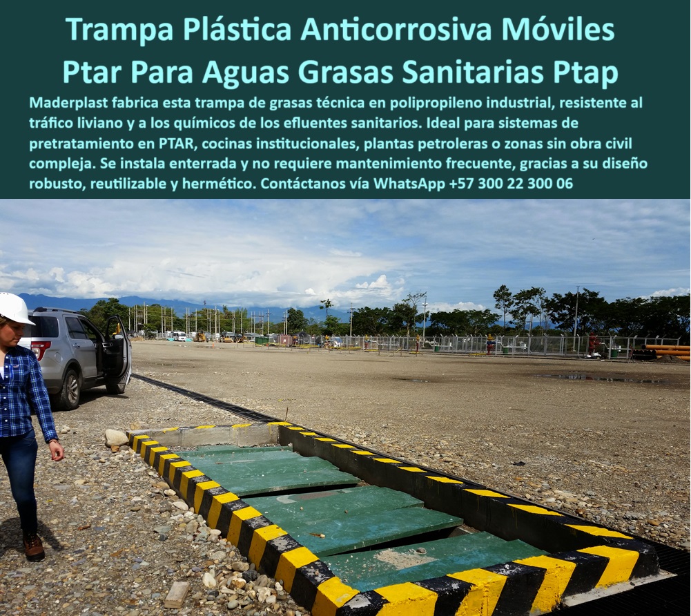 Tanque Caja Hermética Anticorrosiva PTAR PTAP Skimmer y Desarenador Maderplast 0 trampa de grasas plástica para pretratamiento sanitario trampa de grasa para ptar tanque portátil efluentes Tanque técnico gran volumen PTAR contenedor plástico enterrado sin oxidación. - trampa de grasas de alta resistencia química. - tanque-tecnico-sanitario. - sistema de pretratamiento sanitario sin mantenimiento. - trampa-de-grasa-industrial. - tanque hermético industrial de pretratamiento. - sistema prefabricado sin mantenimiento frecuente. - tanque portátil de grasas con alta durabilidad. - unidad enterrada para cocinas institucionales. - pretratamiento-sanitario. - sistema-pretratamiento-ptar. - sistema-grasa-zonas-rurales. - trampa de grasa enterrada para aguas residuales. - tanque enterrado para plantas móviles PTAR. - ¿Cuál es el mejor sistema para grasas sanitarias?. - unidad-enterrada-plástica. - ¿Dónde consigo trampa de grasa plástica técnica?. - Nombre de archivo optimizado: trampa-de-grasa-industrial-enterrada-sanitaria-ptar.jpg. - trampa PTAR de instalación subterránea rápida. - Descripción Optimizada de la Imagen para Máxima Precisión: La imagen presenta una trampa de grasas técnica fabricada por Maderplast, diseñada para tratamiento de aguas sanitarias en plantas PTAR, cocinas institucionales o zonas petroleras. Hecha en polipropileno industrial, esta unidad enterrada es anticorrosiva, hermética, reutilizable y resistente al tráfico liviano. Gracias a su instalación sin obra civil y su bajo requerimiento de mantenimiento, es una solución ideal para proyectos en terrenos sin urbanismo complejo. Maderplast entrega así una alternativa técnica robusta, ligera y eficaz para captación de grasas en efluentes.. - ¿Qué trampa de grasa puedo enterrar en un PTAR?. - unidad de filtración sanitaria de gran volumen. - sistema plástico para filtrado de aguas negras. - unidad-liviana-efluentes. - solución enterrada sin mantenimiento frecuente. - trampa técnica para zonas petroleras remotas. - trampa enterrada de grasas industriales sanitarias. - tanque-grande-industrial. - trampa plástica para efluentes con químicos agresivos. - unidad técnica para tratamiento de aguas grasas. - sistema hermético para grasas en efluentes. - tanque portátil para recolección de grasas. - módulo sanitario hermético de instalación rápida. - sistema modular para efluentes sanitarios. - trampa técnica robusta para zonas sin urbanismo. - tanque hermético de grasas para efluentes sanitarios. - ¿Cómo instalar una trampa de grasa sin obra civil?. - sistema plástico sanitario sin obra civil. - trampa reutilizable de grasas industriales. - Identificación Del Producto por Imagen Para Máxima Precisión. - trampa de grasas para PTAR de tráfico liviano. - módulo técnico de pretratamiento sanitario. - sistema plástico resistente a químicos sanitarios. - módulo-plástico-sanitario. - ¿Qué tanque anticorrosivo usar en zonas rurales?. - Solución prefabricada para zonas rurales. - tanque industrial reutilizable para grasas PTAP. - trampa de grasas enterrada para zonas sin urbanismo. - unidad plástica resistente al tráfico y químicos. - estructura plástica subterránea para PTAP. - sistema de tratamiento inicial en zonas petroleras. - trampa de grasas robusta para pretratamiento. - tanque plástico enterrado de bajo mantenimiento. - estructura modular sanitaria en polipropileno técnico. - unidad de tratamiento técnico sin oxidación. - trampa enterrada liviana para pretratamiento. - trampa-sin-obra-civil. - tanque industrial para cocinas institucionales 0 Tanque Caja Hermética Anticorrosiva PTAR PTAP Skimmer y Desarenador Maderplast 0 trampa de grasas plástica para pretratamiento sanitario, - trampa-de-grasa-para-ptar, - tanque-portátil-efluentes, - Tanque técnico gran volumen PTAR 0