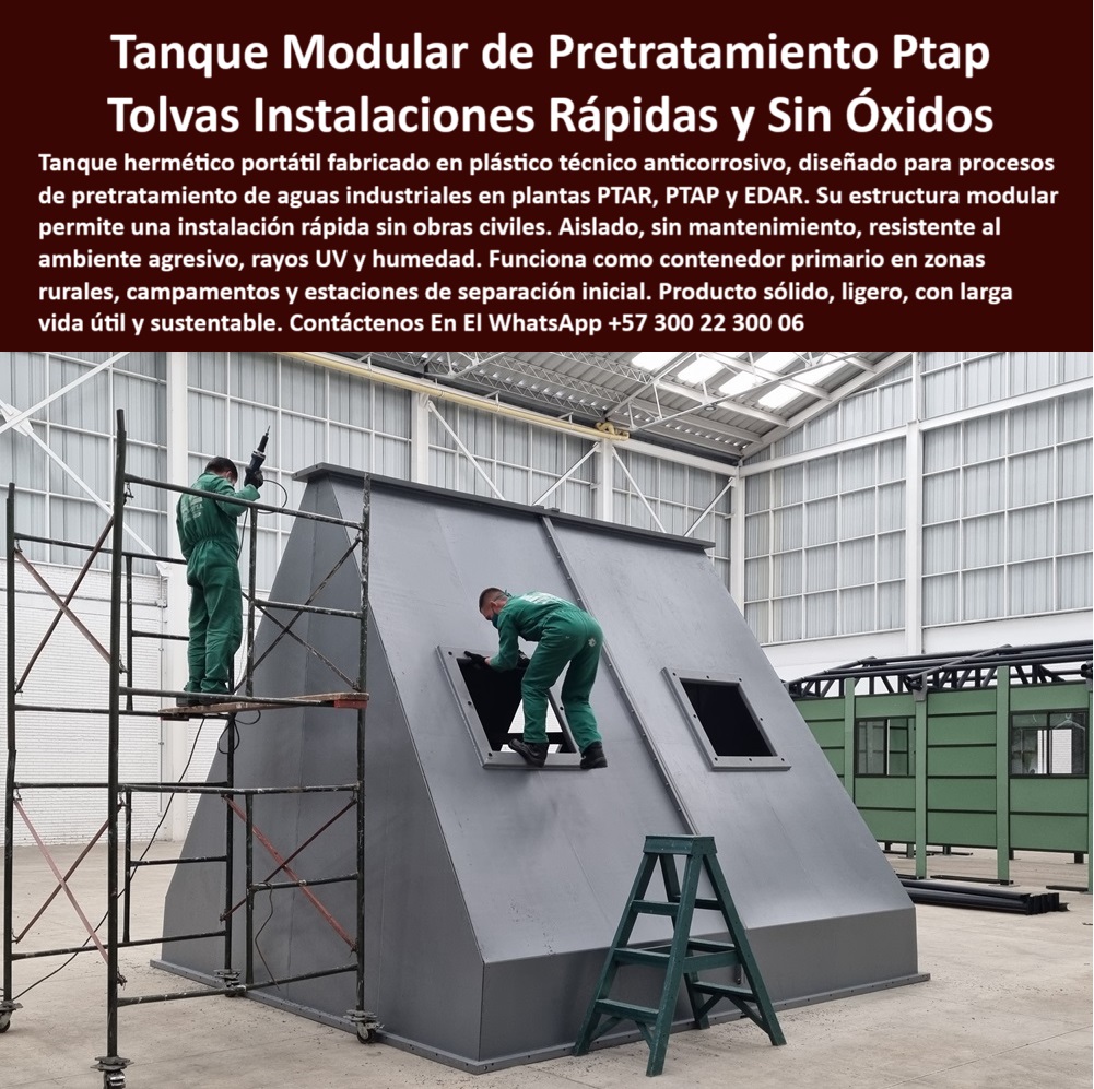 Tanque Caja Hermética Anticorrosiva Ptar Ptap Edar Desarenador Bocatoma Maderplast 0 tanque modular para tratamiento de efluentes industriales estructura técnica plástica para tratamiento primario contenedor portátil para Ptap Descripción Optimizada de la Imagen: La imagen muestra un tanque modular hermético fabricado por Maderplast en polímero técnico reforzado, diseñado para el pretratamiento de aguas industriales en PTAR, PTAP y EDAR. Esta estructura portátil permite una instalación rápida sin obras civiles ni soldaduras, ideal para zonas rurales o proyectos sanitarios temporales. Su diseño anticorrosivo resiste humedad, rayos UV y exposición química constante, garantizando larga vida útil sin mantenimiento. Maderplast entrega una solución sólida, confiable y técnica para el manejo de residuos líquidos desde la fase inicial de tratamiento, superando a estructuras metálicas o de concreto en durabilidad y eficiencia.. - ¿Dónde venden tanques técnicos plásticos para PTAP?. - tanque-sin-obras-civiles. - unidad sanitaria portátil para pretratamiento de aguas. - estructura plástica anticorrosiva para estaciones sanitarias. - módulo sin mantenimiento para tratamiento hidráulico. - estructura plástica con alta capacidad estructural. - equipo portátil resistente a rayos UV y humedad. - plástico-industrial-sanitario. - módulo de tratamiento primario para campamentos rurales. - estructura modular plástica sin soldadura para PTAR. - unidad plástica robusta para separación inicial. - contenedor sanitario para tratamiento previo sin concreto. - módulo portátil prefabricado de separación para industrias. - estructura de separación inicial para entornos extremos. - estructura-plástica-industrial. - unidad portátil sin soldaduras ni pintura. - tanque de tratamiento primario para zonas rurales. - módulo sanitario anticorrosivo libre de mantenimiento. - ¿Tanques sin mantenimiento para tratamiento de efluentes?. - tanque técnico modular portátil para pretratamiento PTAR. - Nombre de archivo optimizado: tanque-modular-pretratamiento-efluentes-industriales-plástico-ptar-ptap-sanitario.jpg. - sistema prefabricado plástico para separación de residuos. - tanque plástico industrial para separación de residuos. - módulo hermético técnico anticorrosivo resistente UV. - contenedor reforzado para separación en plantas industriales. - Módulo de retención de sólidos PTAP sin óxidos. - solución-sanitaria-industrial. - sistema hermético para aguas residuales industriales. - ¿Tanque hermético portátil para aguas residuales industriales?. - estructura plástica anticorrosiva para efluentes agresivos. - tanque-tratamiento-efluentes. - tanque hermético sin obras civiles ni soldaduras. - contenedor-anticorrosivo-ptap. - contenedor técnico plástico para separación de sólidos. - tanque sanitario plástico técnico libre de mantenimiento. - pretratamiento industrial con estructura ligera resistente. - módulo-sanitario-primario. - ¿Cómo instalar un contenedor plástico para separación primaria?. - tanque sanitario con instalación rápida en sitio. - estructura de pretratamiento portátil para industrias. - estructura sanitaria técnica con aberturas reforzadas. - solución compacta para pre tratamiento en EDAR. - tanque prefabricado con acceso técnico inspeccionable. - unidad-prefabricada-sin-mantenimiento. - estructura-ligera-resistente. - sistema sanitario plástico para zonas sin obra civil. - ¿Qué estructura usar para el tratamiento de aguas industriales?. - tanque cerrado con aberturas para inspección técnica. - contenedor plástico hermético para residuos industriales. - equipo-pre tratamiento-ptar. - unidad de tratamiento sin pintura ni mantenimiento. - tanque técnico modular plástico resistente para PTAR. - sistema técnico ligero y resistente para PTAR. - instalación sin obra civil ni soldaduras metálicas. - equipo plástico resistente para separación de sólidos. - tolva portátil para pretratamiento de aguas industriales 0 Tanque Caja Hermética Anticorrosiva Ptar Ptap Edar Desarenador Bocatoma Maderplast 0 tanque modular para tratamiento de efluentes industriales, - estructura técnica plástica para tratamiento primario, - contenedor portátil para Ptap