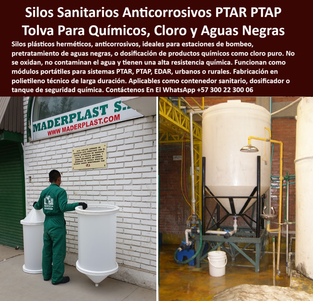 Tanque Caja Hermética Anticorrosiva Ptar Ptap Edar Silos Pretratamiento Maderplast 0 Silos módulo portátil para pretratamiento de aguas negras Silos tanque PTAR portátil resistente a químicos Silos contenedor sanitario aguas Estructura sanitaria portátil para químicos agresivos. - dosificador sanitario de polietileno para aguas negras. - tanque portátil para almacenamiento de aguas contaminadas. - módulo sanitario para pretratamiento en zonas rurales. - ¿Dónde comprar silo resistente a químicos agresivos?. - contenedor hermético para almacenamiento de aguas negras. - unidad sanitaria de polietileno anticorrosivo para EDAR. - silo de seguridad para manejo de cloro puro. - Solución ligera y técnica para químicos y cloro. - silo-plástico-anticorrosivo. - silo industrial resistente a agentes agresivos para PTAR. - tanque de seguridad química para agua residual. - tanque sanitario para PTAR de alta resistencia química. - contenedor-polietileno-industrial. - silo para tratamiento primario en estaciones urbanas. - unidad técnica anticorrosiva para químicos agresivos. - unidad-plástica-resistente. - silo plástico hermético resistente a productos químicos. - contenedor-sanitario-químicos. - tanque sanitario sin riesgo de oxidación o fugas. - silo resistente a cloro puro para pretratamiento. - tanque portátil para estaciones de pretratamiento PTAR. - ¿Qué silo sirve para cloro puro en una PTAR?. - tanque-pre tratamiento-ptar. - silo compacto para sistemas de bombeo PTAP o EDAR. - silo de seguridad química para sistemas sanitarios. - sistema sanitario portátil para agua residual industrial. - contenedor técnico anticorrosivo para cloro industrial. - silo de seguridad química para plantas PTAP industriales. - silo-seguridad-cloro. - Descripción Optimizada de la Imagen para Máxima Precisión: La imagen muestra dos silos plásticos técnicos fabricados por Maderplast, utilizados como módulos sanitarios para estaciones de bombeo, pretratamiento o dosificación de productos químicos en sistemas PTAR, PTAP o EDAR. Estos silos herméticos, resistentes a cloro puro y agentes agresivos, están fabricados en polietileno técnico de alta duración. No se oxidan, no requieren mantenimiento y son ideales tanto para instalaciones rurales como urbanas. Maderplast ofrece una alternativa ecológica y técnica frente a tanques metálicos tradicionales, garantizando máxima seguridad química, instalación rápida y eficiencia en el tratamiento de aguas negras y residuos industriales.. - silo-sanitario-sin-mantenimiento. - silo hermético móvil para plantas potabilizadoras PTAP. - tanque sanitario para estaciones de bombeo urbanas. - tanque portátil técnico para dosificación de químicos. - unidad de almacenamiento técnico para PTAR. - ¿Qué contenedor usar para aguas negras y lodos?. - silo tipo tolva para plantas urbanas de tratamiento. - silo hermético de larga duración para aguas servidas. - módulo-pretratamiento-aguas. - silo técnico para dosificación en plantas de agua. - silo sanitario plástico resistente a productos químicos. - silo tipo tolva para dosificación segura de cloro. - recipiente plástico para dosificación de reactivos. - silo anticorrosivo para estaciones de bombeo PTAR. - ¿Tanque sanitario portátil para pretratamiento de aguas?. - ¿Silos plásticos para dosificación en plantas?. - silo sin mantenimiento para sistemas sanitarios. - Nombre de archivo optimizado: silo-plástico-anticorrosivo-portátil-ptar-dosificación-cloro-tanque-pretratamiento.jpg. - tanque sanitario con válvula dosificadora de seguridad. - módulo portátil técnico para sistemas sanitarios EDAR. - unidad resistente al UV y a la humedad constante. - silo hermético para dosificación en plantas PTAP. - silo-portátil-dosificación. - tanque-ptap-químicos. - silo plástico reforzado para manejo de lodos. - estructura plástica industrial para agua contaminada 0 Tanque Caja Hermética Anticorrosiva Ptar Ptap Edar Silos Pretratamiento Maderplast 0 Silos módulo portátil para pretratamiento de aguas negras, - Silos tanque PTAR portátil resistente a químicos, - Silos contenedor sanitario aguas 0