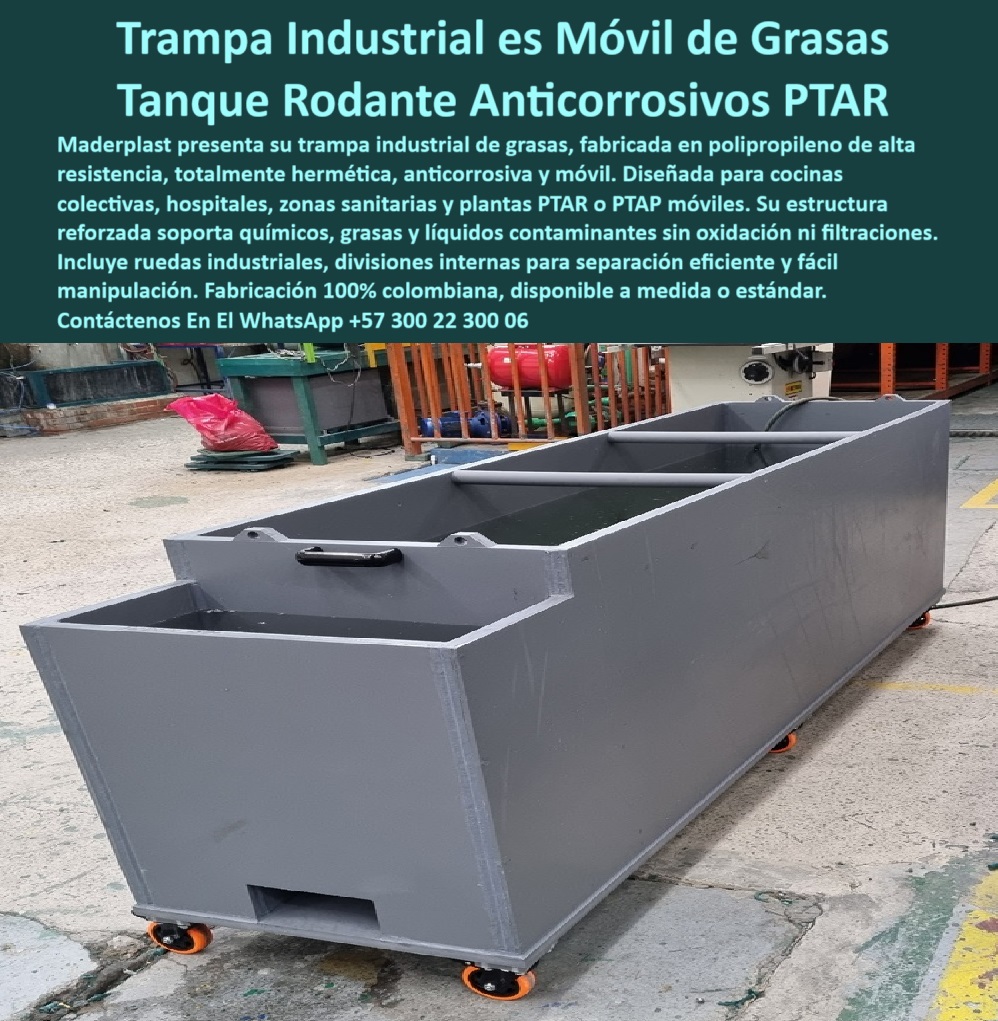 Tanque Caja Hermética Anticorrosiva Ptar Ptap Edar Tanques Pretratamiento Maderplast 0 trampa industrial de grasas para cocinas colectivas tanque anticorrosivo grande en polipropileno Dónde encuentro trampas grasa para plantas trampa de grasas plástica rodante para cocina industrial. - módulo de grasas hermético para zonas sanitarias. - sistema hermético de pretratamiento con ruedas. - tanque rodante hermético para cocina institucional. - ¿Tanque de grasa con ruedas para cocina colectiva?. - unidad de pretratamiento para aguas con residuos grasos. - contenedor técnico para aceites contaminantes industriales. - modulo-pre tratamiento-ptar. - sistema rodante para separación de grasas en PTAR. - trampa modular técnica para zonas alimentarias. - sistema móvil de tratamiento primario de grasas y lodos. - solución de pretratamiento para zonas sanitarias móviles. - contenedor-separador-grasas. - caja plástica rodante para residuos industriales. - trampa plástica industrial móvil para grasas técnicas. - sistema portátil de recolección de grasas técnicas. - ¿Qué tanque usar para separar grasas en plantas?. - Descripción Optimizada de la Imagen para Máxima Precisión: La imagen muestra una trampa industrial de grasas móvil desarrollada por Maderplast, diseñada para facilitar el pretratamiento de aguas residuales con aceites y grasas en cocinas colectivas, hospitales, zonas sanitarias y plantas PTAR o PTAP móviles. Este tanque hermético fabricado por Maderplast en polipropileno técnico reforzado, cuenta con ruedas industriales para fácil desplazamiento, divisiones internas que optimizan la separación de residuos y una alta resistencia a químicos sin oxidarse. Es una solución portátil, sin filtraciones ni mantenimiento, ideal para entornos agresivos o zonas de uso intensivo que requieren eficiencia operativa y máxima durabilidad.. - trampa rodante técnica para separación de grasas. - sistema-trampa-aceites. - separación de grasas en plantas PTAR móviles o urbanas. - ¿Cuál es la mejor trampa de grasa sin óxido?. - tanque de polipropileno para cocina colectiva sin óxido. - unidad de interceptación de aceites industriales móvil. - tanque hermético con ruedas para residuos contaminantes. - tanque sanitario portátil para zonas alimentarias colectivas. - trampa de grasa resistente a químicos sin mantenimiento. - Nombre de archivo: trampa-grasa-industrial-móvil-tanque-hermético-rodante-anticorrosivo.jpg. - estructura plástica sanitaria sin corrosión ni filtraciones. - unidad-resistente-contaminantes. - trampa de grasas modular resistente a químicos agresivos. - tanque-separador-líquidos. - tanque grande con divisiones internas de separación. - unidad anticorrosiva para pretratamiento de aguas grasosas. - módulo rodante para separación de grasas en hospitales. - trampa para aceites industriales en cocinas técnicas. - trampa de grasas portátil para cocinas institucionales. - trampa-móvil-sanitarios. - contenedor técnico sanitario para aguas grasosas. - trampa-grasa-industrial. - tanque móvil para separación de grasas y residuos líquidos. - ¿Tanques rodantes resistentes a químicos industriales?. - equipo sanitario rodante para tratamiento de aguas aceitosas. - caja rodante para líquidos contaminados industriales. - tanque-polipropileno-aceites. - módulo técnico de grasas con ruedas industriales. - tanque técnico con divisiones internas para grasas. - sistema industrial para interceptar grasas PTAR. - tanque-ruedas-industriales. - estructura plástica anticorrosiva con ruedas para grasas. - tanque de grasa móvil para cocinas y PTAR. - unidad hermética para filtración de grasas y aceites. - ¿Dónde comprar una trampa industrial de grasas portátil?. - trampa de grasas diseñada para plantas móviles PTAP. - contenedor anticorrosivo de alta resistencia para grasas. - contenedor de grasas industriales liviano y duradero. - trampa-grasas-colectivas 0 Tanque Caja Hermética Anticorrosiva Ptar Ptap Edar Tanques Pretratamiento Maderplast 0 trampa industrial de grasas para cocinas colectivas, - tanque anticorrosivo grande en polipropileno, - Dónde encuentro trampas grasa para plantas