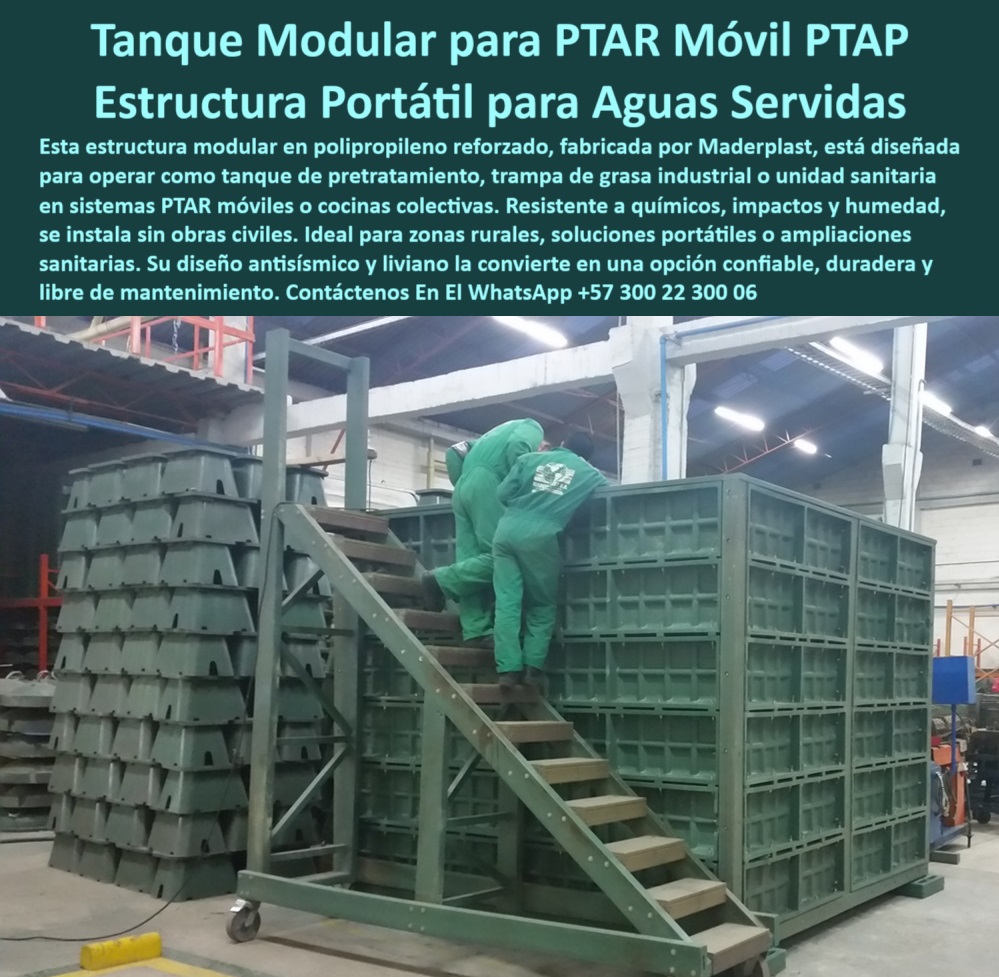 Tanque Caja Hermética Anticorrosiva Ptar Ptap Edar Tanques Subterráneos Maderplast 0 tanque modular para plantas de tratamiento móviles Qué trampa de grasa sirve para tratamiento de aguas en cocinas industriales estructura PTAR estructura sanitaria modular de armado liviano. - solución sanitaria portátil en polipropileno técnico. - tanque desmontable para sistemas de aguas residuales. - estructura técnica para pretratamiento en zonas rurales. - tanque técnico plástico armado sin corrosión. - Identificación Del Producto por Imagen Para Máxima Precisión. - trampa de grasa portátil en polipropileno reforzado. - sistema sanitario sin mantenimiento para plantas móviles. - sistema-anticorrosivo-plástico. - estructura armada plástica para separación de sólidos. - módulo técnico para aguas negras industriales. - unidad plástica para cocinas industriales sin óxido. - estructura liviana para separación de sólidos. - ¿Cuál es la mejor trampa de grasa industrial portátil?. - tanque-liviano-polipropileno. - soluciones móviles en pretratamiento de aguas. - unidad de pretratamiento portátil para aguas negras. - contenedor técnico sanitario para plantas PTAR móviles. - tanque técnico anticorrosivo para industrias. - estructura sanitaria en polipropileno reforzado. - contenedor modular industrial sin obras civiles. - ¿Qué estructura sirve como tanque para PTAR móvil?. - estructura desmontable de polipropileno sanitario. - estructura-armada-aguas-negras. - solución-móvil-plantas-ptar. - tanque-modular-ptar. - ¿Qué contenedor sanitario es bueno para zonas rurales?. - trampa de grasa anticorrosiva para PTAR. - ¿Qué usar para aguas residuales en cocinas industriales?. - contenedor sanitario modular para aguas industriales. - contenedor-sanitario-industrial. - unidad-técnica-pretratamiento. - tanque técnico para plantas de tratamiento móviles PTAR. - sistema-de-tratamiento-móvil. - Nombre de archivo: tanque-modular-sanitario-ptar-portátil-polipropileno-reforzado.jpg. - tanque modular para PTAR móviles portátiles. - tanque hermético liviano para sistemas móviles. - tanque portátil sin mantenimiento en polímero. - tanque desmontable sanitario para plantas EDAR. - estructura-sanitaria-portátil. - ¿Dónde comprar tanque modular para tratamiento de aguas?. - pretratamiento móvil para aguas servidas PTAR. - tanque sanitario reforzado sin soldaduras. - contenedor industrial para desarenado y separación. - unidad técnica para captación o bombeo de aguas. - sistema armado modular resistente a químicos. - trampa de grasa de gran capacidad industrial. - sistema modular de tratamiento en cocinas industriales. - trampa-de-grasa-industrial. - unidad de tratamiento de aguas para cocinas colectivas. - tanque armado para campamentos y zonas rurales. - estructura sanitaria para soluciones colectivas. - contenedor plástico armado para tratamiento de aguas. - unidad sanitaria para plantas de tratamiento portátiles. - Descripción Optimizada de la Imagen para Máxima Precisión: La imagen muestra una estructura modular sanitaria diseñada por Maderplast, ideal para operar como tanque de pretratamiento o trampa de grasa en sistemas PTAR móviles, cocinas industriales o zonas rurales sin infraestructura permanente. Su fabricación en polipropileno reforzado permite gran resistencia química, estructural y contra la humedad. Maderplast ofrece esta solución desmontable y portátil para instalaciones rápidas sin obras civiles, garantizando máxima durabilidad y sin mantenimiento. Su diseño antisimismo y liviano facilita el uso en campamentos, cocinas colectivas o estaciones móviles de tratamiento de aguas residuales.. - unidad sanitaria con diseño estructural técnico. - Tanque hermético resistente a impacto y humedad. - sistema de pretratamiento para zonas rurales 0 Tanque Caja Hermética Anticorrosiva Ptar Ptap Edar Tanques Subterráneos Maderplast 0 tanque modular para plantas de tratamiento móviles, - Qué trampa de grasa sirve para tratamiento de aguas en cocinas industriales, estructura PTAR 
