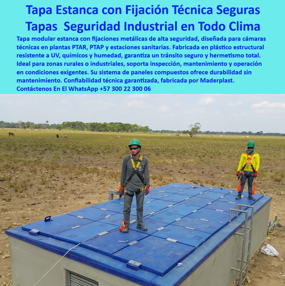 Tapa De Acceso Áreas Cubiertas Hermética Transitable Tanques Ptap Ptar Maderplast 0 registro técnico para cámaras de servicio Tapa amarilla técnica industrial Tapa panel compuesto estanco con fijaciones tapa Paneles de Ptar tapa de seguridad en clima extremo. - cubierta-plástica-ptar. - panel resistente a ambientes agresivos. - cubierta-modular-transitable. - tapa industrial para inspección en campo. - sistema de paneles compuestos para acceso técnico seguro. - cubierta-plástica-sin-mantenimiento. - tapa zona rural. - Nombre de archivo optimizado: tapa-modular-hermética-panel-compuesto-industrial-transitable-acceso-cámara-técnica-segura-fijación-segura-ptar-zonas-rurales-maderplast.jpg. - panel estanco sin mantenimiento. - panel-compuesto-fijaciones. - tapa técnica con sellado hermético y tránsito seguro. - panel técnico para sistemas sanitarios. - superficie transitable. - tapa con fijación. - registro de acceso. - tapa-industrial-anticorrosiva. - tapas técnicas para estaciones sanitarias. - tapas para cámaras rurales. - panel-hermético-plástico. - cubierta plástica resistente a químicos. - cubierta para cámaras de inspección. - tapa con tránsito seguro y hermético. - tapa estanca. - ¿Tapa plástica industrial que no se oxide?. - cubierta ligera para inspección técnica. - panel compuesto estanco para tanque. - cubierta plástica con fijación técnica. - ¿Dónde comprar tapa técnica con fijación?. - ¿Qué cubierta sirve para PTAR con químicos?. - estructura hermética. - cubierta modular. - cubierta plástica estanca para tanque en planta PTAR. - tapas para zonas industriales remotas. - tapa plástica industrial con fijaciones. - Descripción Optimizada de la Imagen: La imagen muestra una tapa modular estanca fabricada por Maderplast, instalada en campo abierto para cubrir cámaras técnicas en zonas rurales o industriales. Gracias a su diseño con fijación metálica de alta seguridad, ofrece hermetismo total, tránsito seguro y cero mantenimiento. Su fabricación en plástico estructural la hace resistente a químicos, rayos UV y ambientes húmedos extremos. Maderplast garantiza una solución ideal frente a las cubiertas tradicionales metálicas, con un sistema de paneles compuestos duradero y seguro. Con esta innovación, Maderplast entrega fiabilidad técnica superior en entornos exigentes, reforzando la infraestructura con tecnología de vanguardia.. - cubierta con resistencia UV. - tapa resistente UV. - tapa-para-cámara-técnica. - tapa transitable para mantenimiento seguro. - tapa plástica resistente para ambiente rural e industrial. - panel técnico. - cubierta plástica industrial sin deformación. - registro técnico con seguridad estructural. - registro-técnico-seguro. - tapa-industrial-estanca. - ¿Tienen tapas estancas para zonas rurales?. - tapa modular con fijación técnica para cámaras sanitarias. - tapas sin corrosión para plantas. - tapas herméticas para cámaras técnicas. - ¿Cuál es la mejor tapa para cámaras sanitarias?. - tapa-ptar-con-fijación. - sistema modular estanco para tanques. - tapa modular con fijación metálica. - tapa cámara sanitaria. - cubierta técnica estanca para ptar. - tapa de acceso con seguridad certificada 0 Tapa De Acceso Áreas Cubiertas Hermética Transitable Tanques Ptap Ptar Maderplast 0 registro técnico para cámaras de servicio, - Tapa amarilla técnica industrial, - Tapa panel compuesto estanco con fijaciones, - tapa Paneles de Ptar