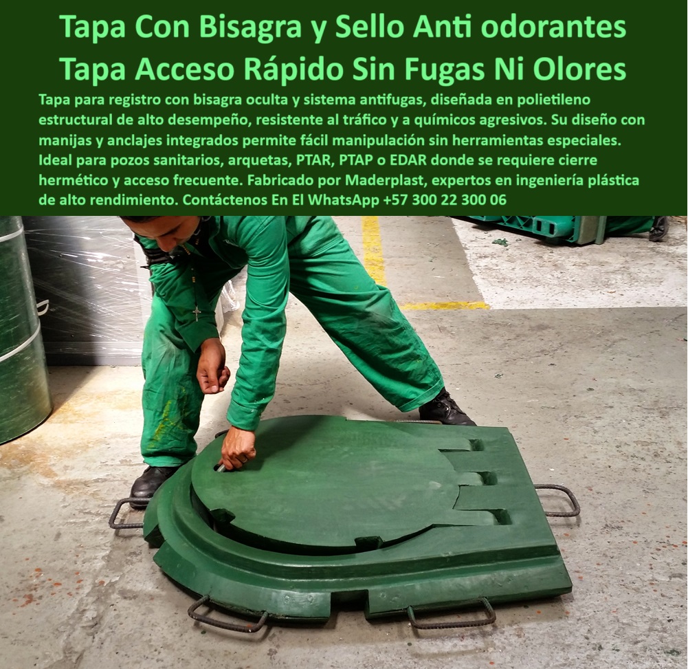 Tapa Registro Con Bisagra Anti Olores Tapa Sistema Anti Fugas Ptar Ptap Maderplast 0 Tapa anti olores tapaderas para ptar ptap inspección Dónde consigo tapas con bisagra para pozos sanitarios tapa para arqueta polietileno Alternativa tapas pesadas difícil manejo. - Tapa arqueta polietileno verde fácil manipulación operario. - Tapadera arqueta fácil apertura y cierre seguro. - Cubierta arqueta polietileno resistente a la corrosión. - Cubierta polietileno de alto rendimiento con manijas integradas. - ¿Cuál es la mejor tapa anti olores para una planta de tratamiento?. - Tapa estructural polietileno para ambientes agresivos. - Tapa registro con bisagra oculta sistema antifugas duraderas. - Análisis de rendimiento de tapas en polietileno estructural bajo cargas de tráfico y exposición química. - Cubierta inspección hermética resistente química. - Dónde consigo tapas de registro que no dejen salir olores. - solución-ptar-ptap. - Encontrar tapas de inspección que eviten fugas de agua. - Tapa acceso rápido seguro para PTAR PTAP. - acceso rápido seguro. - Recomendar la tapa de arqueta más duradera y segura con bisagra y sistema antifugas. - Buscar tapa para pozo sanitario con bisagra y que sea hermética. - Tapa pozo inspección estanca previene la contaminación. - Solución tapa hermética anti olores para pozo inspección. - Cubierta arqueta antiolor antifugas polietileno estructural. - Cubierta pozo inspección sistema antifugas garantizado. - tapa-arqueta-bisagra. - Cubierta alcantarilla hermética protegida contra plagas. - Tapa registro polietileno estructural liviana. - Tapa estructural polietileno con anclajes seguridad pozo. - Soluciones avanzadas para sellado hermético y control de olores en tapas de inspección sanitaria. - Tapa registro con sello anti olores eficaz. - Tapa de inspección de aguas residuales sin filtraciones. - Tapa polietileno alto desempeño no se oxida. - Tapa de inspección PTAR PTAP con sello hermético y bisagra. - Tapa pozo sanitario acceso rápido resistente al tráfico químico. - Tapa registro peatonal alto rendimiento durabilidad. - tapa-registro-polietileno. - tapa antifugas. - Tapadera pozo acceso seguro personal mantenimiento. - Tapadera de registro con anclajes de seguridad. - Tapa arqueta polietileno alta resistencia tráfico. - Cubierta alcantarillado cierre perfecto sin olores. - Tapa registro verde polietileno con bisagras y manijas de acero. - Tapa pozo sanitario con bisagra integrada duradera. - Proveedor líder de tapas de inspección de alto desempeño para infraestructura de agua y saneamiento. - Sistema tapa estanca pozos tratamiento agua. - Tapa acceso frecuente plantas tratamiento eficientes. - Comparativa técnica: tapas de registro polietileno vs. hierro fundido para PTAR. - Tapa arqueta moderna polietileno de alto impacto. - tapa-anti olor. - Cubierta registró cierre hermético anti malos olores. - NOMBRE OPTIMIZADO DE LA IMAGEN: tapa-registro-polietileno-bisagra-antiolor-antifugas-ptar-ptap-maderplast.jpg. - Descripción Optimizada de Imagen: Imagen: Un operario manipula fácilmente una tapa de registro verde con bisagras y manijas integradas. Descripción: Esta es una Tapa de Registro con Bisagra y Sello Anti-Olores, diseñada por Maderplast en polietileno estructural de alto desempeño. Su función principal es proporcionar un acceso rápido, seguro y hermético a pozos sanitarios, arquetas, PTAR, PTAP y EDAR, eliminando por completo fugas y malos olores gracias a su sistema de cierre perfecto. A diferencia de las tapas metálicas o de concreto, es ligera, resistente al tráfico pesado, a químicos agresivos y a la corrosión. Se instala fácilmente y su manipulación no requiere herramientas especiales. Elija la ingeniería avanzada de Maderplast para una solución duradera, eficiente y segura que protege su infraestructura y el medio ambiente, superando las limitaciones de las tapas tradicionales.. - tapas-alto-rendimiento. - Solución definitiva tapas registro malolientes. - Cubierta acceso frecuente plantas tratamiento agua residual. - sello-hermético-pozos. - cubierta-pozo-inspección. - infraestructura hidráulica. - Tapa inspección liviana fácil manipular operarios. - Necesito una tapa de arqueta de polietileno resistente y fácil de abrir 0 Tapa Registro Con Bisagra Anti Olores Tapa Sistema Anti Fugas Ptar Ptap Maderplast 0 Tapa anti olores, - tapaderas-para-ptar-ptap-inspección, - Dónde consigo tapas con bisagra para pozos sanitarios, - tapa para arqueta polietileno 0