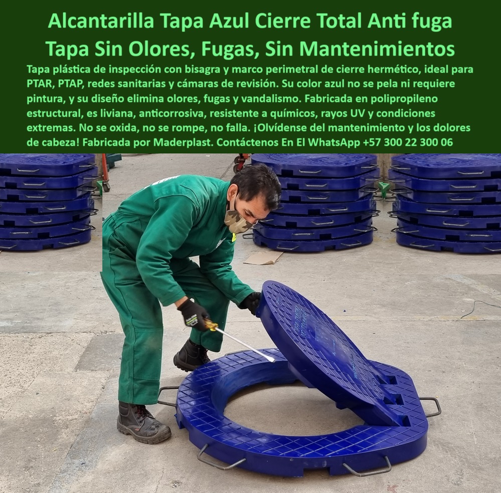 Tapa Registro Con Bisagra Anti Olores Tapa Sistema Anti Fugas Ptar Ptap Maderplast 0 Tapa anti olores tapaderas para ptar ptap inspección Dónde consigo tapas con bisagra para pozos sanitarios tapa para arqueta polietileno tapadera de pozo con manija ergonómica reforzada. - ¿Dónde consigo una tapa azul que no huela mal?. - tapa sanitaria para cámaras de revisión subterráneas. - tapa-sin-mantenimiento. - tapa anti vandalismo y anti fugas para pozos técnicos. - tapa con garantía contra corrosión, olores y mantenimiento. - tapadera circular técnica para plantas de tratamiento. - ¿Qué tapa sirve para pozos sanitarios sin mantenimiento?. - tapa impermeable para proyectos con exigencia técnica. - cubierta para cámara sanitaria resistente al vandalismo”. - tapa azul hermética con bisagra para redes sanitarias. - tapadera reforzada con marco perimetral estanco. - tapa anti olores sin piezas metálicas expuestas. - ¿Tienen tapas herméticas resistentes al sol y químicos?. - tapón plástico sin filtraciones ni ruptura estructural. - tapa circular de fácil instalación y larga vida útil. - tapa-hermética-azul. - tapa de polietileno con seguridad extrema en sellado. - tapadera plástica para PTAR con sistema antifugas total. - tapadera azul antifugas para sistema de tratamiento de aguas”. - cubierta-redonda-polietileno. - tapadera-con-bisagra. - tapa-inspección-hidráulica. - ¿Qué tipo de tapa me sirve para cámara sanitaria?. - tapa circular con marco sellado de polipropileno azul. - tapadera-antivandálica. - tapa redonda que no se oxida ni requiere pintura. - tapa-industrial-sin-óxido. - tapa con sellado completo que evita dolores de cabeza. - Nombre Optimizado de la Imagen: tapa-azul-hermetica-con-bisagra-antiolores-sin-mantenimiento-maderplast.jpg. - tapa-anti-fugas-ptar. - tapa azul decorativa de polipropileno estructural duradero. - tapa plástica azul con cierre hermético y sin olores”. - tapa-ptap-sin-olores. - tapa de arqueta que no se pela ni requiere repintado. - tapadera plástica con cierre antifugas y sin olores. - Descripción Optimizada de la Imagen: La imagen muestra una innovadora tapa azul hermética de Maderplast con cierre total antifugas, fabricada en polipropileno estructural y diseñada para cámaras sanitarias, redes hidráulicas y plantas PTAR y PTAP. Cuenta con bisagra de apertura rápida, manija integrada y un marco perimetral con sello completo que elimina olores, filtraciones e ingreso de plagas. Esta tapa no se oxida, no se pela, y no requiere pintura ni mantenimiento. Su color azul permanece intacto con el paso del tiempo, resistiendo rayos UV, químicos agresivos y ambientes extremos. Maderplast fabrica esta tapa con garantía de durabilidad, comodidad de uso y máxima protección. La tapa Maderplast es la elección profesional para sistemas de inspección exigentes.. - cubierta azul para redes hidráulicas subterráneas. - Tapa técnica de alta resistencia para sistemas sanitarios. - tapa industrial con cierre sin herramientas ni oxidación. - ¿Hay tapas plásticas con cierre que no se oxiden?. - tapa técnica sin mantenimiento para pozos PTAR”. - tapón plástico para cámaras de inspección herméticas. - tapa anti fuga para uso urbano y plantas industriales. - tapa industrial con diseño funcional y duradero. - tapa técnica antifugas resistente a químicos y rayos UV. - tapa de inspección sin mantenimiento para PTAR o PTAP. - tapadera polimérica resistente a humedad y gases. - cubierta resistente a químicos y rayos UV sin fallos. - tapa sanitaria con cierre perimetral estanco y duradero. - tapa con bisagra para redes hidráulicas enterradas”. - cubierta azul para cámaras sanitarias sin mantenimiento. - tapón-de-revisión-estanco. - tapón hermético de alta resistencia para redes hidráulicas. - cubierta azul industrial libre de mantenimiento continuo. - tapa de inspección azul con bisagra hermética sin olores. - tapa plástica azul con bloqueo de olores e insectos 2 Tapa Registro Con Bisagra Anti Olores Tapa Sistema Anti Fugas Ptar Ptap Maderplast 0 Tapa anti olores, - tapaderas-para-ptar-ptap-inspección, - Dónde consigo tapas con bisagra para pozos sanitarios, - tapa para arqueta polietileno 2