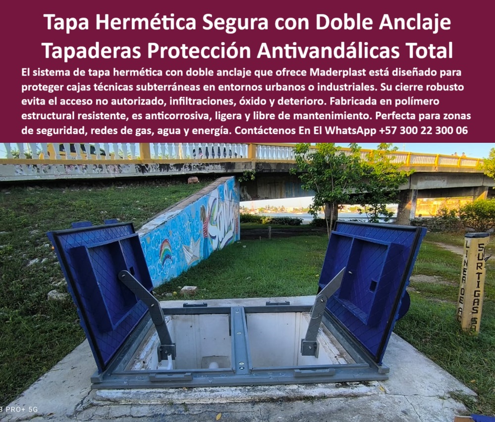Tapas Para Tanques Subterráneos Tapa Planta De Tratamiento Ptap Ptar Edar Maderplast 0 tapas herméticas transitables para tanques de agua potable cubierta reforzada para tanques de reserva agua tapa estanca tanque subterráneo Tapa técnica antivandálica con sistema estanco y ligero. - tapa industrial doble hoja para cubrimiento de cajas subterráneas. - Solución para evitar ingreso no autorizado a redes técnicas. - Nombre Optimizado de la Imagen: tapa-hermetica-doble-anclaje-cubierta-antivandálica-subterránea.jpg. - sistema de cierre seguro con doble punto de anclaje. - tapa-resistente-subterránea. - “Sistema de cierre reforzado para cajas técnicas de energía y agua”. - cubierta estructural de alto desempeño contra humedad constante. - ¿Dónde venden tapas antivandálicas para tanques enterrados?. - estructura azul instalada sobre red técnica de agua y gas. - protección sin oxidación en instalaciones enterradas públicas. - tapa reforzada para protección de redes de agua y energía. - tapa anti vandálica para cámaras subterráneas en zonas residenciales. - cubierta-antivandálica-urbana. - ¿Cómo evitar vandalismo en sistemas enterrados con tapa segura?. - tapa-segura-agua-potable. - Descripción Optimizada de la Imagen: La imagen muestra una tapa hermética de doble hoja con anclaje reforzado instalada sobre una cámara técnica subterránea. Fabricada en polímero estructural, esta cubierta está diseñada para entornos urbanos e industriales que requieren máxima seguridad y resistencia. Su sistema de apertura asistida y doble cerradura evita el acceso no autorizado, la oxidación, las filtraciones y el deterioro. Ideal para redes de gas, agua, energía y cajas técnicas en parques o vías públicas. Maderplast es quien fabrica esta etapa avanzada con alta ingeniería, libre de mantenimiento. Maderplast garantiza una solución antivandálica, segura y durable para instalaciones técnicas de alta responsabilidad operativa.. - estructura anticorrosiva para cajas subterráneas de servicios públicos. - Tapa para tanques enterrados con apertura asistida y robusta. - tapa hermética doble anclaje para cajas técnicas subterráneas. - cubierta plástica segura instalada en espacio urbano técnico. - cierre-doble-anclaje. - cubierta de seguridad instalada en infraestructura pública. - tapa hermética en zona peatonal con cierre de seguridad. - cubierta antivandálica segura para zonas de acceso urbano. - “Tapa plástica con apertura asistida y estructura anticorrosiva”. - tapa plástica de seguridad para zonas públicas sensibles. - solución-sin-mantenimiento. - sistema de doble anclaje en tapa para pozo urbano enterrado. - Solución sin óxido ni mantenimiento para infraestructura subterránea. - cubierta sin mantenimiento para redes de gas o agua potable. - cubierta profesional sobre sistema enterrado de servicios públicos. - sistema de cubrimiento con brazo de apertura mecánica. - sistema de apertura asistida en tapa subterránea reforzada. - tapa-estanca-industrial. - ¿Qué tapa sirve para proteger cajas técnicas de agua?. - cubierta ligera para instalaciones hidráulicas urbanas o industriales. - estructura plástica con cierre hermético de alta resistencia. - cubierta de polímero resistente a corrosión y vandalismo. - acceso técnico reforzado con estructura plástica estanca. - ¿Existe una tapa hermética que no se oxide ni se dañe?. - estructura-anticorrosiva-ligera. - acceso técnico protegido contra filtraciones y deterioro ambiental. - “Cubierta segura antivandálica para proteger redes técnicas”. - acceso-seguro-tanque. - ¿Cuál es la mejor tapa con doble cierre para pozos urbanos?. - tapa estanca con brazo articulado para tanques de reserva. - “Solución estanca libre de mantenimiento para plantas hidráulicas”. - Tapa azul de doble hoja abierta en caja técnica subterránea. - tapa diseñada para soportar cargas urbanas y tráfico peatonal. - tapa plástica con sellado de seguridad y durabilidad prolongada. - tapa-hermética-subterránea. - cubierta-tecnológica-subterránea. - “Tapa hermética con doble anclaje para tanques subterráneos urbanos”. - acceso seguro y rápido para cámaras técnicas expuestas. - Tapa profesional libre de corrosión y peso metálico. - tapa con sistema antivandálico certificado para uso urbano 0 Tapas Para Tanques Subterráneos Tapa Planta De Tratamiento Ptap Ptar Edar Maderplast 0 tapas herméticas transitables para tanques de agua potable, - cubierta reforzada para tanques de reserva agua, - tapa-estanca-tanque-subterráneo
