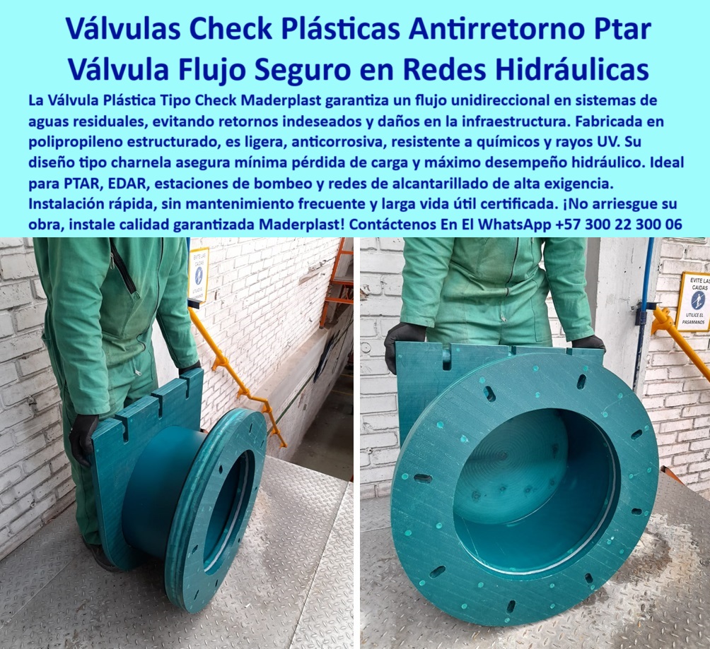 Válvula Plástica Estructurada Tipo Check Con Compuerta Oscilante Maderplast 0 Válvula usada en sistemas de aguas residuales para permitir paso unidireccional d00 Válvula Plástica Estructurada Tipo Check Con Compuerta Oscilante Maderplast Descripción Optimizada de la Imagen Para Máxima Precisión: La imagen exhibe una Válvula Check Plástica Antirretorno Maderplast, diseñada específicamente para garantizar un flujo unidireccional seguro y eficiente en sistemas de aguas residuales, redes hidráulicas, PTAR, EDAR, estaciones de bombeo y alcantarillado de alta exigencia. Fabricada por Maderplast en polipropileno estructurado de avanzada ingeniería, esta válvula es notablemente ligera, facilitando su instalación rápida, y a la vez robusta, ofreciendo una excepcional resistencia a la corrosión, químicos y rayos UV. Su diseño tipo charnela asegura una mínima pérdida de carga y un máximo desempeño hidráulico, previniendo eficazmente los retornos indeseados que pueden causar daños costosos en la infraestructura y problemas operativos. Al elegir esta solución de Maderplast, se invierte en calidad certificada, larga vida útil y la eliminación de mantenimientos frecuentes, asegurando que su obra funcione sin fallos y con la máxima eficiencia. Es la elección inteligente frente a opciones metálicas pesadas y propensas a la corrosión., - Instalación válvula check Maderplast en tubería alcantarillado, - control seguro de olores en alcantarillado, - control de fluidos en infraestructura sanitaria, - Solución Maderplast antirretorno para estaciones de bombeo PTAR, - Válvula Maderplast polipropileno estructurado para EDAR y bombeo, - "Necesito una válvula antirretorno anticorrosiva para infraestructura sanitaria, que evite daños por reflujo.", - "Hey Google, ¿dónde comprar una compuerta de flujo seguro para alcantarillado de rápida instalación?", - evitar contaminación cruzada en tuberías, - "Alexa, necesito una válvula check ligera y resistente a rayos UV para una red hidráulica.", - Válvula check plástica antirretorno PTAR polipropileno ligero UV, - protección de sistemas contra flujo inverso, - valvula-check-plastica, - Compuerta plástica unidireccional resistente químicos larga vida, - "Alexa, ¿qué válvula check plástica tiene mínima pérdida de carga y es anticorrosiva?", - "Siri, busca válvulas de polipropileno tipo charnela para PTAR.", - control-reflujo, - "Soluciones de válvulas check para alcantarillado de alta exigencia, sin mantenimiento frecuente y flujo seguro.", - Válvula antirretorno sanitaria mínima pérdida carga anticorrosiva, - Válvula check polipropileno protección infraestructura hidráulica, - compuerta plástica alto rendimiento hidráulico, - válvula plástica estructurada larga vida útil, - válvula check para evitar daños infraestructura, - mejorar desempeño en estaciones de bombeo, - válvula polipropileno ligera anticorrosiva UV, - alcantarillado-eficiente, - NOMBRE OPTIMIZADO DE LA IMAGEN: valvula-check-plastica-antirretorno-ptar-polipropileno-ligera-maderplast.jpg, - "Okay Google, ¿cuál es la mejor válvula antirretorno para aguas residuales?", - prevenir reflujo en sistemas de bombeo, - Compuerta charnela flujo seguro redes hidráulicas aguas residuales, - antirretorno-PTAR, - "Encuentra la mejor válvula plástica unidireccional para PTAR y EDAR, de instalación rápida y larga vida útil.", - "Compuerta antirretorno tipo charnela, ligera, para redes hidráulicas y estaciones de bombeo, mínima pérdida de carga.", - Válvula tipo clapeta plástica alto desempeño redes alta exigencia, - optimizar flujo en tuberías de saneamiento, - "Válvula check polipropileno estructurado para sistemas de aguas residuales, resistente a químicos y UV.", - tecnología avanzada en válvulas antirretorno, - compuerta antirretorno aguas residuales eficiente, - válvula check sin mantenimiento frecuente, - compuerta-tipo-charnela, - válvula tipo clapeta resistente a químicos, - seguridad hidráulica en manejo de efluentes, - compuerta antirretorno instalación rápida, - válvulas-polipropileno, - solución flujo seguro redes hidráulicas, - compuerta para ambientes corrosivos certificada, - válvula unidireccional para redes de alta exigencia, - válvula cierre efectivo para aguas servidas, - flujo-seguro-hidráulico, - válvula retención mínima pérdida de carga, - compuerta charnela para PTAR y EDAR, - válvula check plástica para alcantarillado, - infraestructura-sanitaria, - válvula-ligera-UV, - Válvula retención aguas servidas ligera fácil instalación redes, - saneamiento-aguas, - válvula retención para flujo unidireccional garantizado 0 Válvula usada en sistemas de aguas residuales para permitir paso unidireccional d00