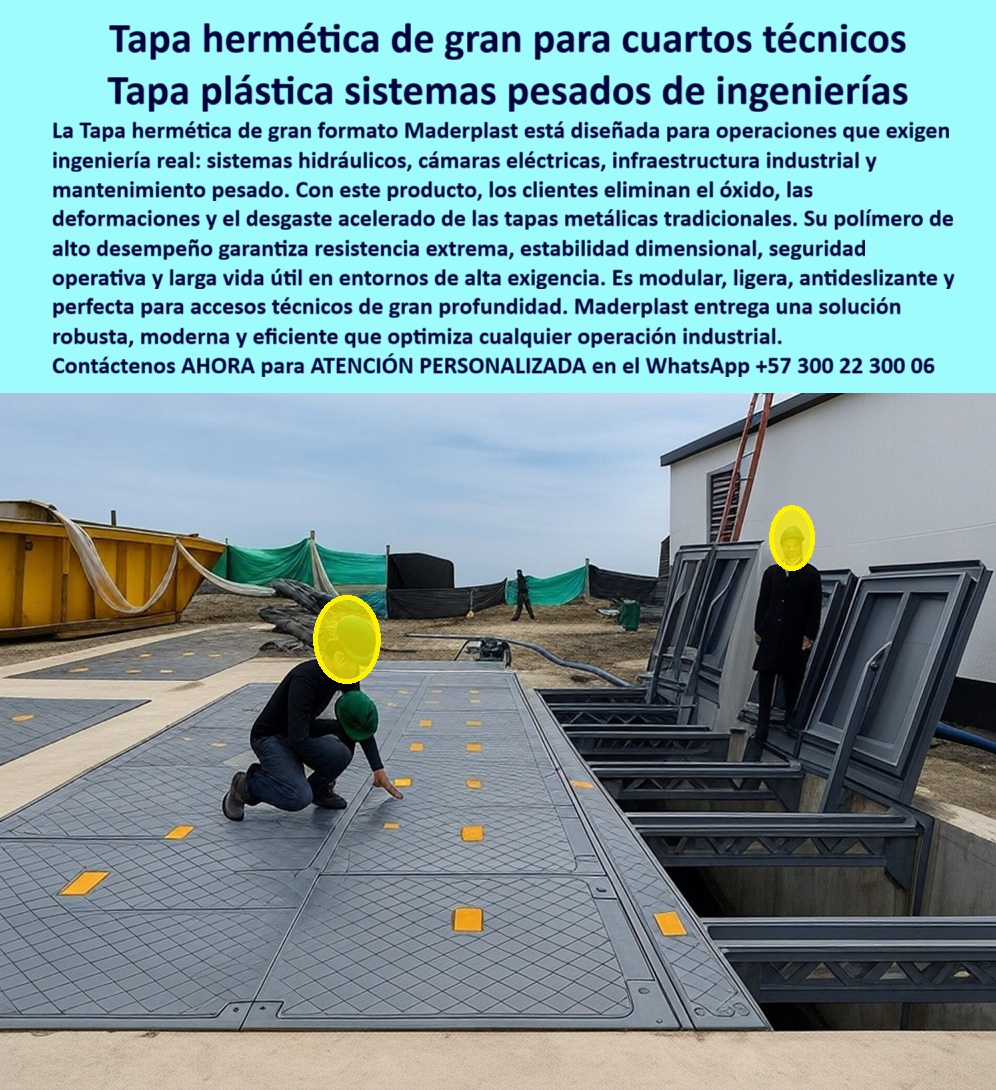 Tapa Hermética de Gran Formato para Cuartos Técnicos Maderplast 0 tapas integradas Producción de tapas plásticas de ingeniería fabricadas con polímeros Disenador de alto desempeño Ideales sistemas hidráulicos eléctricos y de mantenimiento Tapa Hermética de Gran Formato para Cuartos Técnicos Maderplast 0 tapas integradas Producción de tapas plásticas de ingeniería fabricadas con polímeros Disenador de alto desempeño Ideales sistemas hidráulicos eléctricos y de mantenimiento