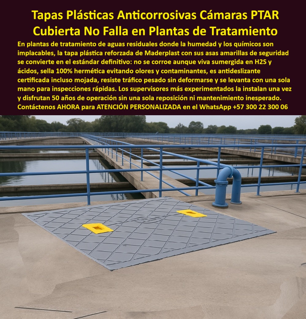 Tapa Plástica Anticorrosiva Plástico Tapas Inox Ptar Maderplast 0 Tapa plástica anticorrosiva PTAR Resiste químicos y humedad Sin corrosión ni mantenimiento ideal de cámaras de tratamiento de agua residual Tapa sanitaria plástica anticorrosivas Tapa Plástica Anticorrosiva Plástico Tapas Inox Ptar Maderplast 0 Tapa plástica anticorrosiva PTAR Resiste químicos y humedad Sin corrosión ni mantenimiento ideal de cámaras de tratamiento de agua residual Tapa sanitaria plástica anticorrosivas
