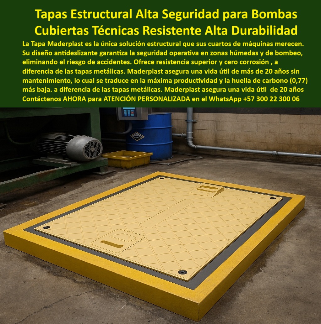 Tapa estructural para cuartos de máquinas Maderplast 0 Tapa amarilla con maquinaria o bombeo de agua. Ofrece resistencia durabilidad y un diseño antideslizante seguro y libre de mantenimiento Tapa estructural amarilla para cuartos de máquinas PP Tapa estructural para cuartos de máquinas Maderplast 0 Tapa amarilla con maquinaria o bombeo de agua. Ofrece resistencia durabilidad y un diseño antideslizante seguro y libre de mantenimiento Tapa estructural amarilla para cuartos de máquinas PP