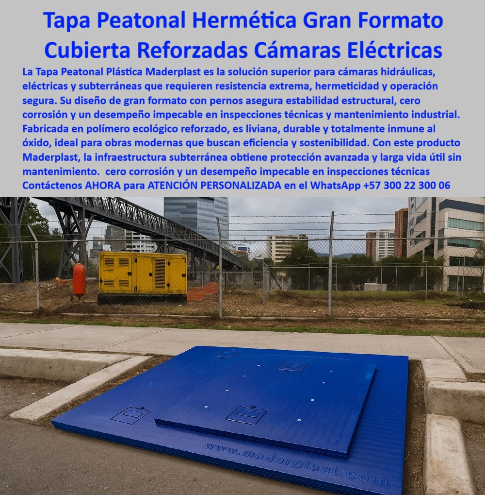 Tapa peatonal plástica Maderplast 0 Tapa para cámaras hidráulicas o eléctricas resistente ecológica y de alta durabilidad Tapa plástica reforzada Maderplast de gran formato inspección técnica y mantenimiento subterráneo Tapa hermética FDA Tapa peatonal plástica Maderplast 0 Tapa para cámaras hidráulicas o eléctricas resistente ecológica y de alta durabilidad Tapa plástica reforzada Maderplast de gran formato inspección técnica y mantenimiento subterráneo Tapa hermética FDA