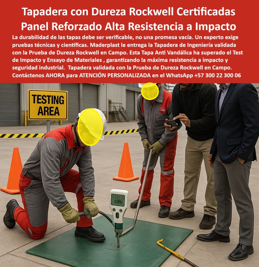 Tapadera prueba de dureza Rockwell de tapas Ingeniería Maderplast 0 Pruebas de Dureza Rotwal en Campo Tapa Anti Vandálica con Medición de Dureza de Impacto y Ensayo de Materiales tapa de seguridad industrial de tapas resistencia a impacto Tapadera prueba de dureza Rockwell de tapas Ingeniería Maderplast 0 Pruebas de Dureza Rotwal en Campo Tapa Anti Vandálica con Medición de Dureza de Impacto y Ensayo de Materiales tapa de seguridad industrial de tapas resistencia a impacto