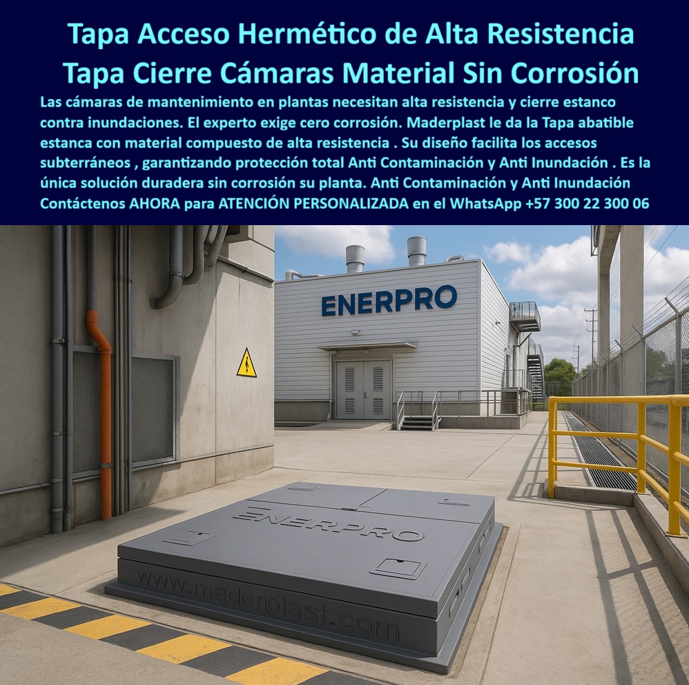 Tapas Herméticas Anti Inundación Anti Contaminación de Seguridad Maderplast 0 Tapas Diseñadas para accesos subterráneos y cámaras de mantenimiento Material compuesto de alta resistencia y sin corrosión Tapa abatible estanca ideal para plantas 0 Tapas Herméticas Anti Inundación Anti Contaminación de Seguridad Maderplast 0 Tapas Diseñadas para accesos subterráneos y cámaras de mantenimiento Material compuesto de alta resistencia y sin corrosión Tapa abatible estanca ideal para plantas 0