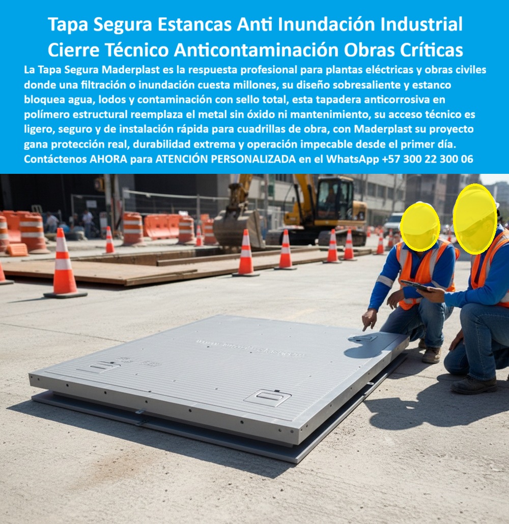 Tapas Seguras Anti Contaminación Anti Inundación Maderplast 0 Tapa técnica sobresaliente antiinundación y estanca plantas eléctricas y obras civiles Solución anticorrosiva proyectos de construcción Resistentes seguras y fáciles de instalar Tapas Seguras Anti Contaminación Anti Inundación Maderplast 0 Tapa técnica sobresaliente antiinundación y estanca plantas eléctricas y obras civiles Solución anticorrosiva proyectos de construcción Resistentes seguras y fáciles de instalar