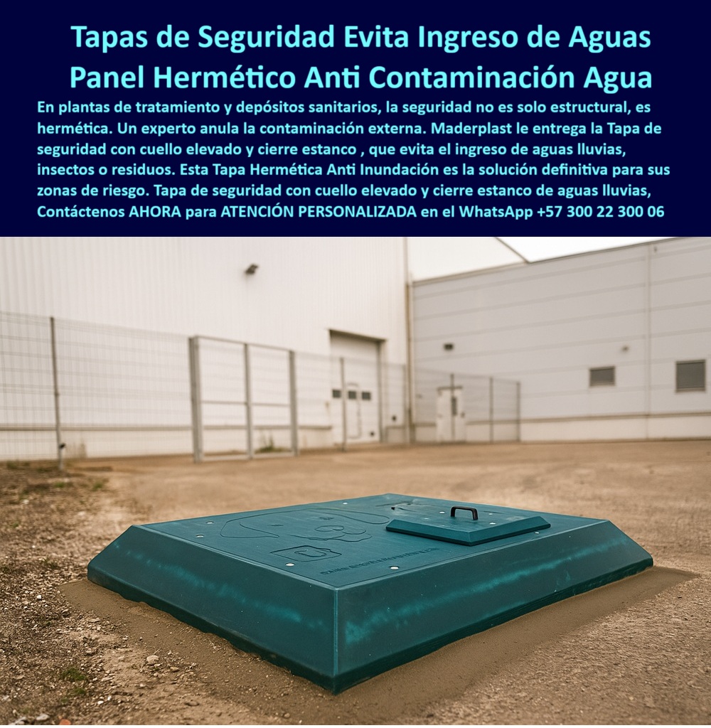Tapas herméticas Anti Inundación Anti Contaminación Tapa seguridad Maderplast 0 Diseñada con cuello elevado y cierre estanco que evita ingreso de aguas lluvias insectos o residuos Ideal para plantas de tratamiento depósitos sanitarios y zonas de Tapas herméticas Anti Inundación Anti Contaminación Tapa seguridad Maderplast 0 Diseñada con cuello elevado y cierre estanco que evita ingreso de aguas lluvias insectos o residuos Ideal para plantas de tratamiento depósitos sanitarios y zonas de