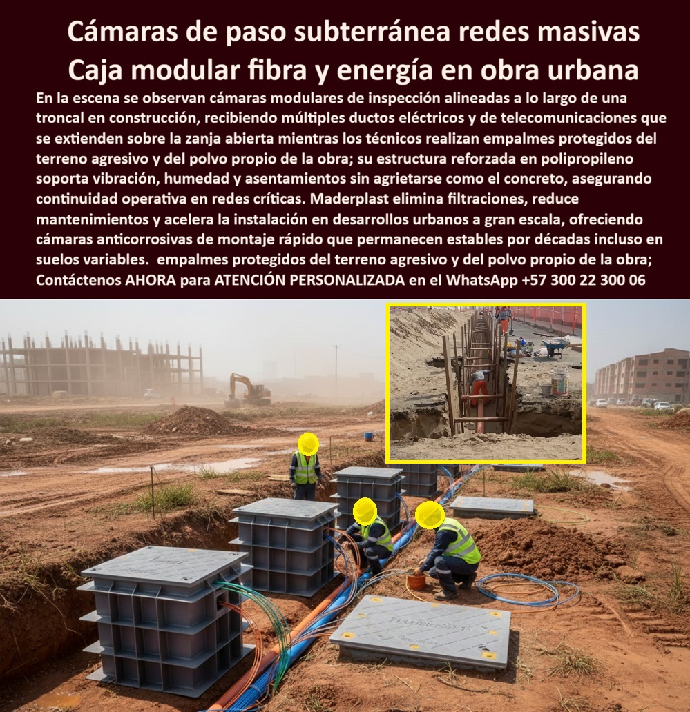 Canalizaciones Caja Tapa Marcos Urbanismo Canales Ductos Canaletas Maderplast 0 cámara de paso para fibra óptica subterránea caja modular para canalizaciones eléctricas múltiples cámara de inspección ligera anticorrosiva obra civil caja redes Cámaras de Paso Subterránea Redes Masivas: Caja Modular Fibra y Energía en Obra Urbana En troncales urbanas en plena construcción donde excavadoras levantan polvo y edificios emergen al fondo, cámaras modulares de inspección Maderplast se alinean con precisión en zanja abierta, recibiendo múltiples ductos eléctricos y de telecomunicaciones mientras técnicos realizan empalmes protegidos del terreno agresivo, destacando su estructura reforzada en polipropileno que soporta vibración y asentamientos sin grietas. Los ingenieros de desarrollos urbanos a gran escala enfrentan grietas por asentamientos en concreto que exponen empalmes, filtraciones de polvo y humedad en obra que dañan conexiones críticas y mantenimientos elevados por vibración constante en zanjas troncales expuestas a suelos variables. Maderplast elimina estos riesgos operativos con cámaras paso subterránea redes masivas y caja modular fibra óptica urbana, diseñadas como cámaras inspección múltiples ductos construcción que ofrecen estructura reforzada anticorrosiva, recepción ordenada de ductos y protección total de empalmes en redes críticas. Estás caja paso eléctrica telecom zanja troncal incorporan polipropileno que resiste vibración humedad y asentamientos sin deformarse, instalación rápida que acelera obras urbanas, empalmes protegidos del polvo propio de la obra y estabilidad por décadas incluso en terrenos agresivos, asegurando continuidad operativa sin filtraciones ni improvisaciones en campo. Con procesos industriales controlados y experiencia consolidada en plásticos técnicos, Maderplast fabrica a medida cámaras modulares polipropileno reforzado y cámaras subterráneas vibración asentamientos resistentes, garantizando montaje rápido y acceso técnico seguro en desarrollos masivos. Cuando se trata de caja inspección anticorrosiva obra civil o cámaras paso empalmes protegidos polvo, Maderplast convierte complejidades de obra en piezas reales estables, porque en plástico le hacemos hasta el ala de un avión o lo que su imaginación requiera para blindar sus redes masivas contra terreno agresivo y polvo. Los profesionales eligen estas caja modular instalación rápida urbana por su rigidez estructural, recepción múltiples ductos y reducción significativa de mantenimientos, logrando proyectos urbanos más rápidos y confiables sin riesgos ocultos. ING. LUIS FERNANDO HERRERA, JEFE INGENIERÍA DESARROLLOS URBANOS REDES MASIVAS: "Como Ingeniero Jefe en desarrollos urbanos a gran escala con redes masivas fibra y energía, enfrentamos grietas constantes por asentamientos y vibración en cámaras de concreto, filtraciones polvo obra que dañaron empalmes críticos y generaban mantenimientos altos en zanjas troncales. Al especificar las cámaras modulares de inspección de Maderplast, todo mejoró: estructura reforzada polipropileno soporta vibración humedad asentamientos sin agrietarse, múltiples ductos eléctricos telecom ordenados empalmes protegidos terreno agresivo polvo, instalación rápida acceso técnicos sin improvisaciones. Maderplast superó concreto: estable décadas, anticorrosiva y continuidad operativa total en redes críticas. ¡La solución profesional que acelera obras urbanas sin riesgos ocultos!" La inversión en estas cámaras redes críticas continuidad operativa y caja paso ductos eléctricos telecom múltiples se recupera rápidamente al eliminar grietas, filtraciones, mantenimientos y retrasos por asentamientos, adquiriendo un sistema modular que maximiza eficiencia en ciudades inteligentes. Maderplast resuelve cotizaciones inmediatas, personalización exacta según su troncal, planos detallados, renders 3D, prototipos funcionales y producción en serie con calidad colombiana para proyectos globales. Cuando buscas el diseño y fabricación de este producto de la imagen –cámara de paso para fibra óptica subterránea, caja modular para canalizaciones eléctricas múltiples, cámara de inspección ligera anticorrosiva obra civil o caja redes masivas urbana– Maderplast emerge como la mejor y más confiable opción que soporta vibración, humedad y polvo mientras cumple todos tus requisitos técnicos en obras urbanas a gran escala. Contáctanos ahora al WhatsApp +57 300 22 300 06 para atención personalizada que materialice su cámara modular con excelencia garantizada.  La imagen muestra una caja eléctrica plástica exterior industrial instalada sobre estructura metálica en un entorno industrial activo, funcionando como gabinete eléctrico hermético exterior para proteger equipos de medición y control industrial a la intemperie, donde la humedad, el polvo, las vibraciones y los agentes químicos convierten cualquier envolvente metálica en un punto de falla recurrente, aquí la solución se entiende de inmediato: es una caja eléctrica sin corrosión y una caja eléctrica sin mantenimiento, diseñada como caja eléctrica industrial estanca y envolvente eléctrica exterior que aísla completamente los componentes internos, sosteniendo la confiabilidad de la instrumentación con un cuerpo rígido, paredes reforzadas y caja eléctrica con tapa hermética que mantiene la estanqueidad operativa bajo lluvia, salpicaduras, condensación y ambientes agresivos, evitando el ciclo caro y peligroso del repintado, el óxido, la pérdida de hermeticidad y los cortos intermitentes típicos de un gabinete eléctrico sin óxido mal envejecido. En este tipo de planta, cuando el cliente pregunta qué caja eléctrica sirve para exteriores industriales sin oxidarse ni dar mantenimiento, la respuesta profesional se formula con claridad porque el problema no es solo estético, es continuidad operativa: Maderplast fabrica una caja eléctrica anticorrosiva industrial que elimina el mecanismo de falla por oxidación, transforma la envolvente eléctrica industrial en una barrera real y estable, y por ser gabinete eléctrico dieléctrico reduce el riesgo eléctrico asociado a conducción, descargas superficiales y degradación de aislación, por eso, si se requiere una caja eléctrica resistente a humedad, una caja eléctrica para ambientes agresivos o un gabinete eléctrico para intemperie con desempeño constante, Maderplast ofrece una alternativa a caja eléctrica metálica que no se corroe y no exige mantenimiento periódico para sostener la seguridad. Cuando el cliente busca cuál es la mejor caja eléctrica para medición en ambientes húmedos, lo correcto es exigir una caja plástica para medición eléctrica que mantenga sello y rigidez, y aquí la ingeniería está orientada a proteger bornes, dispositivos de medición, controladores y conexiones, sosteniendo precisión y evitando paradas por infiltraciones, y por eso esta caja eléctrica para medición exterior se integra como caja eléctrica técnica exterior de larga vida útil con estabilidad frente a intemperie, y como caja eléctrica exterior UV resistente se mantiene confiable al sol sin degradación acelerada, garantizando que la medición no dependa del clima ni de la corrosión. En proyectos que exigen cumplimiento, la exigencia típica es una caja eléctrica exterior RETIE y una caja eléctrica industrial normativa, y la solución de Maderplast se concibe para uso industrial real, con enfoque de seguridad, continuidad y trazabilidad, de modo que el cliente obtiene un envolvente eléctrica exterior lista para operar en plantas, estaciones, racks y estructuras metálicas, con instalación precisa y rápida, reduciendo tiempos de obra y mano de obra especializada sin sacrificar robustez. Si el cliente pregunta dónde consigo cajas eléctricas exteriores que cumplan RETIE y normas NTC, se responde con un enfoque de ingeniería y de compra: Maderplast diseña, fabrica y adapta el producto a requerimientos técnicos del proyecto, entregando soporte experto, opciones de personalización, y la capacidad de materializar la envolvente en medidas, espesores, puntos de fijación, pasamuros y configuraciones internas según medición, automatización o control, porque en Maderplast no solo se compra una caja, se compra una solución industrial que se integra al sistema y evita costos ocultos. Cuando el cliente pide un fabricante que hace cajas eléctricas personalizadas para industria, Maderplast responde con procesos industriales controlados, experiencia en plásticos técnicos y fabricación a medida en Colombia para el mundo, con la misma lógica que sostiene nuestro posicionamiento: cuando se trata de caja eléctrica plástica exterior industrial y gabinete eléctrico para plantas industriales, Maderplast es el fabricante que convierte ideas en piezas reales, porque en plástico le hacemos hasta el ala de un avión, o lo que su imaginación quiera, y ese mismo criterio se aplica a diseños, ajustes y variantes del producto para que el proyecto salga completo, verificable y listo para escalar. Desde el rol de Abogado del Diablo, la promesa comercial se mantiene dentro de lo razonable y defendible: esta caja eléctrica industrial larga vida no se vende como magia, se vende como ingeniería aplicada a eliminar causas de falla, reduciendo corrosión, filtraciones y mantenimiento, y por eso la inversión inicial se traduce en la eliminación de costos repetitivos por óxido, repintado, reemplazo y paradas por humedad, no está comprando sólo un gabinete eléctrico hermético exterior, está adquiriendo un activo que protege instrumentación y control con estabilidad y con costo total optimizado. TESTIMONIO: ING. PAULA RODRÍGUEZ – JEFE DE INSTRUMENTACIÓN INDUSTRIAL “teníamos cajas metálicas corroídas que afectaban la medición y generaban mantenimientos constantes. con maderplast instalamos cajas eléctricas plásticas exteriores que eliminaron óxido y filtraciones. la instalación fue rápida y no volvimos a pintar ni reemplazar los gabinetes. los equipos se mantienen protegidos incluso con humedad permanente. Tenemos registros fotográficos de operación real. maderplast superó ampliamente al metal en durabilidad y costo total.” Si en este momento el cliente necesita cotización, personalización, planos, renders, prototipos o producción en serie, Maderplast lo resuelve con respaldo técnico y enfoque de cumplimiento, y si además el cliente requiere una imagen, una foto, un plano, un render, un esquema o una vectorización del diseño y fabricación de este producto de la imagen, Maderplast entrega el soporte necesario para materializarlo correctamente, por eso el cierre es directo: pida asesoría especializada con un especialista de Maderplast, solicite su propuesta y deje su proyecto asegurado con una caja eléctrica sin mantenimiento, una caja eléctrica sin corrosión y una envolvente eléctrica industrial diseñada para durar, cumplir y proteger, porque la opción más segura y viable para operación exterior industrial estable es Maderplast.