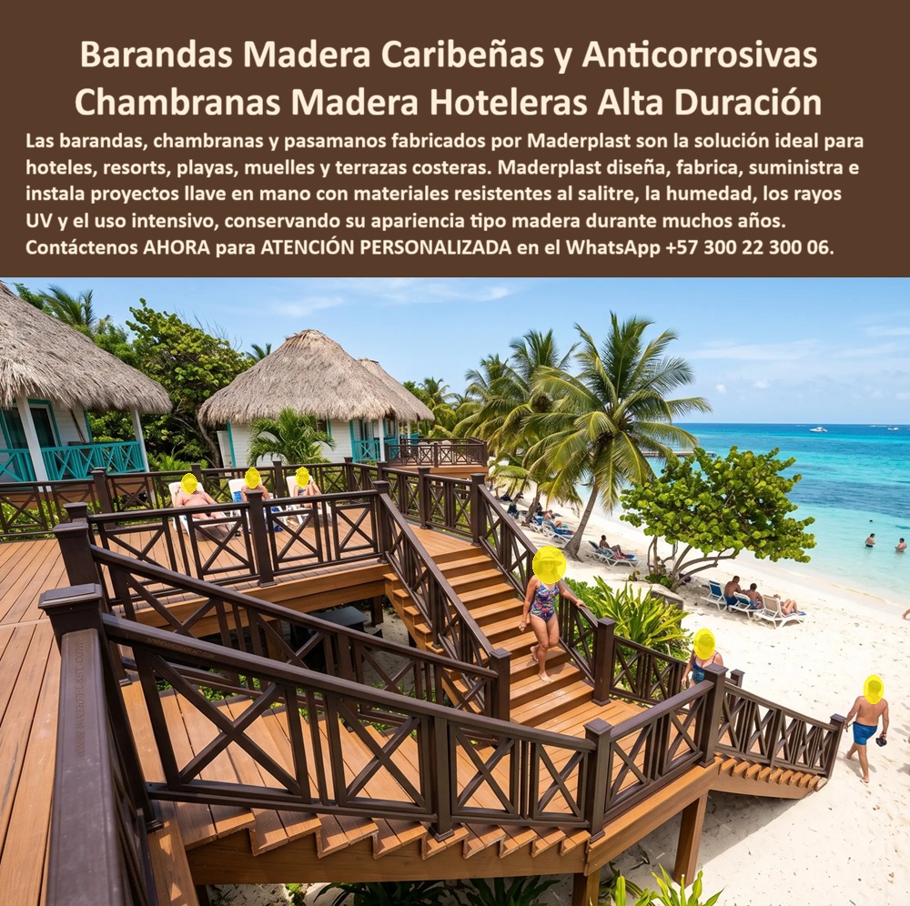 Baranda Madera Plástica Caribeña Rejas Chambranas Maderplast - Barandas Estilo San Andrés Hoteles, Pasamanos náuticos apariencia natural que no se tuercen ni se pudren, Baranda Chambrana Raizal Imitación Madera Anticorrosiva Libre Mantenimiento Baranda Madera Plástica Caribeña Rejas Chambranas Maderplast Barandas Estilo San Andrés Hoteles Pasamanos náuticos apariencia natural que no se tuercen ni se pudren Baranda Chambrana Raizal Imitación Madera Anticorrosiva Libre Mantenimiento