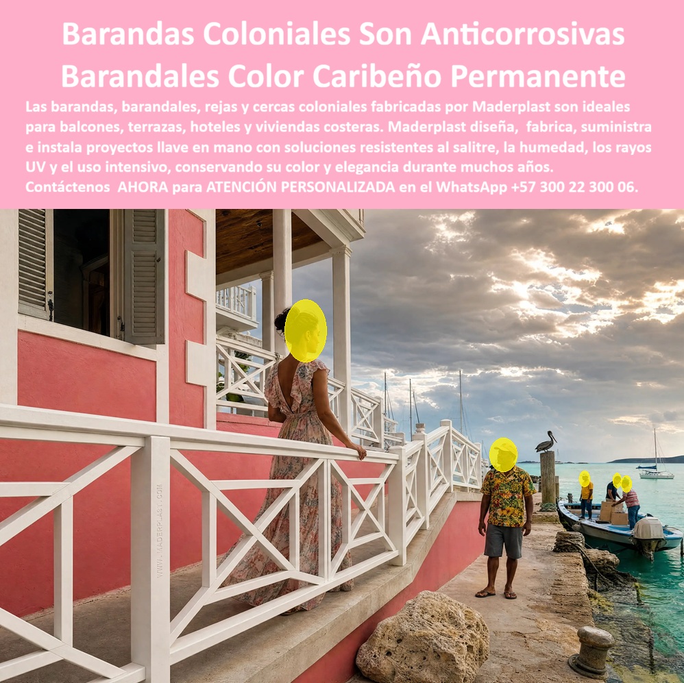Barandales Coloniales Del Caribe, Barandales Raizales Maderplast - Cercas de balcones coloridos con protección solar extrema, Reja Caribeña Costera Inoxidable Color Permanente Garantizado, Barandas Blancas Balcones Costeros, Cerca Raizal Caribeña Barandales Coloniales Del Caribe Barandales Raizales Maderplast Cercas de balcones coloridos con protección solar extrema Reja Caribeña Costera Inoxidable Color Permanente Garantizado Barandas Blancas Balcones Costeros Cerca Raizal Caribeña