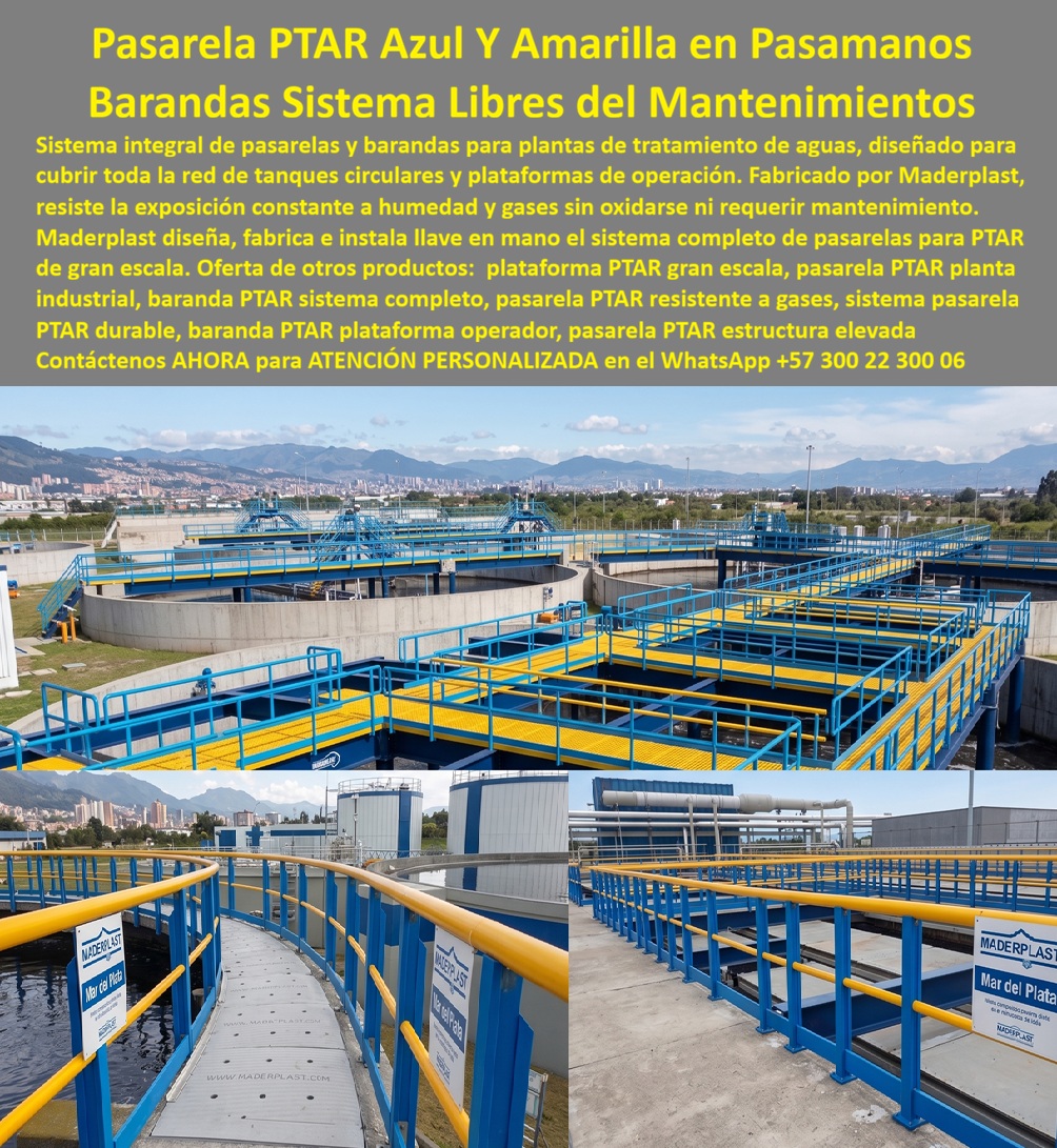 Sistema Barandas Sendero PTAR Pasarelas Plataformas Maderplast - Pasarela Barandas PTAR Inoxidable Libre Mantenimiento, Sistema integral de pasarelas PTAR, Plataformas para operadores industriales, Sistema Enbarandado Pasarelas PTAR Anticorrosivo Sistema Barandas Sendero PTAR Pasarelas Plataformas Maderplast Pasarela Barandas PTAR Inoxidable Libre Mantenimiento Sistema integral de pasarelas PTAR Plataformas para operadores industriales Sistema Enbarandado Pasarelas PTAR Anticorrosivo