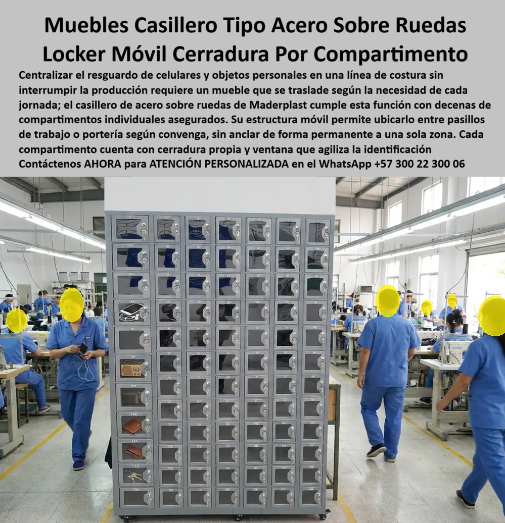 Locker Porta Celulares Control Visual Casilleros celulares Maderplast - Locker móvil con ruedas guardar celulares en la planta de producción, Mueble casillero de acero portería, con cerradura por compartimento, Lockers para controlar Movil Locker Porta Celulares Control Visual Casilleros celulares Maderplast Locker móvil con ruedas guardar celulares en la planta de producción Mueble casillero de acero portería con cerradura por compartimento Lockers para controlar Movil