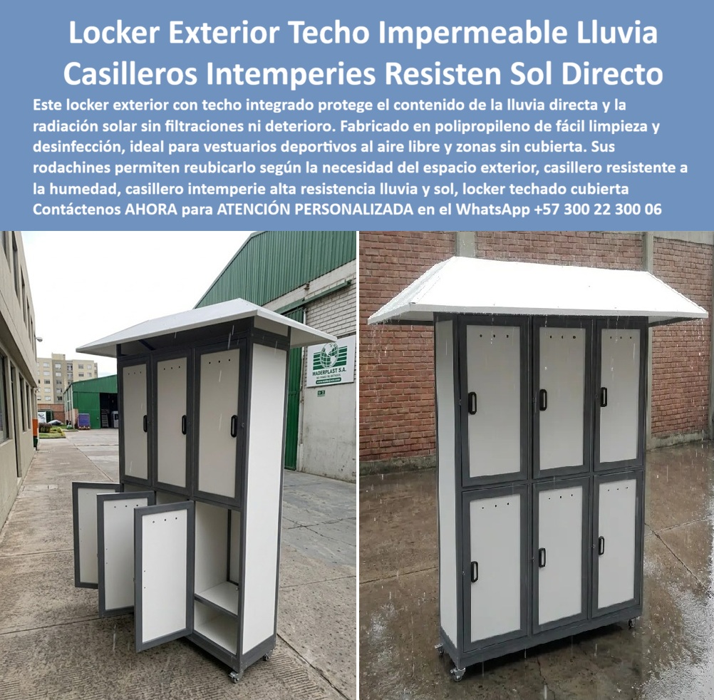 Lockers Exteriores Impermeable A Lluvia Y Sol Casilleros exterior Maderplast - Casilleros de afuera contra humedad y radiación solar, Locker de vestier deportivo, fácil de limpiar y desinfectar tras cada uso, Lockers Intemperie Fabricados PP Lockers Exteriores Impermeable A Lluvia Y Sol Casilleros exterior Maderplast Casilleros de afuera contra humedad y radiación solar Locker de vestier deportivo fácil de limpiar y desinfectar tras cada uso Lockers Intemperie Fabricados PP