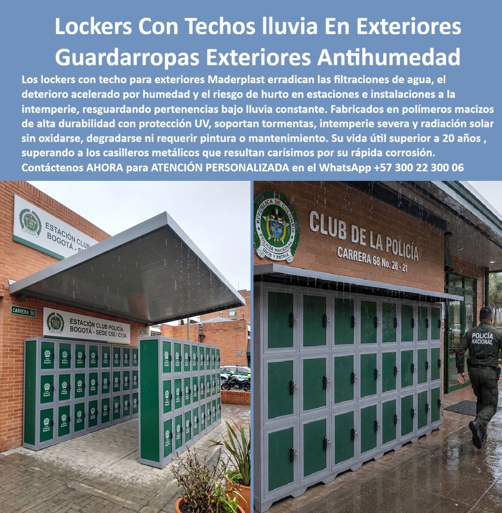 Lockers Exteriores Impermeable A Lluvia Y Sol Casilleros exterior Maderplast - Lockers con techo para exteriores que evitan filtración, Guardarropa exterior antihumedad, protege pertenencias bajo lluvia constante, Locker resistente al agua A Lockers Exteriores Impermeable A Lluvia Y Sol Casilleros exterior Maderplast Lockers con techo para exteriores que evitan filtración Guardarropa exterior antihumedad protege pertenencias bajo lluvia constante Locker resistente al agua A