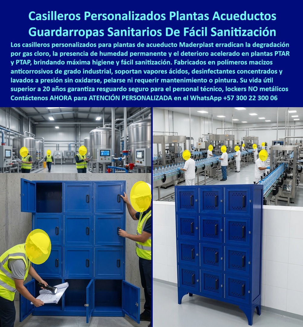 Lockers de alta resistencia químicas Ácidos Locker Anticorrosivo Maderplast - Casillero personalizado con logo para plantas de acueducto, Guardarropas Sanitarios Con Máxima Higiene Y Fácil Sanitización, Lockers Para Plantas PTAR PTAP Lockers de alta resistencia químicas Ácidos Locker Anticorrosivo Maderplast Casillero personalizado con logo para plantas de acueducto Guardarropas Sanitarios Con Máxima Higiene Y Fácil Sanitización Lockers Para Plantas PTAR PTAP