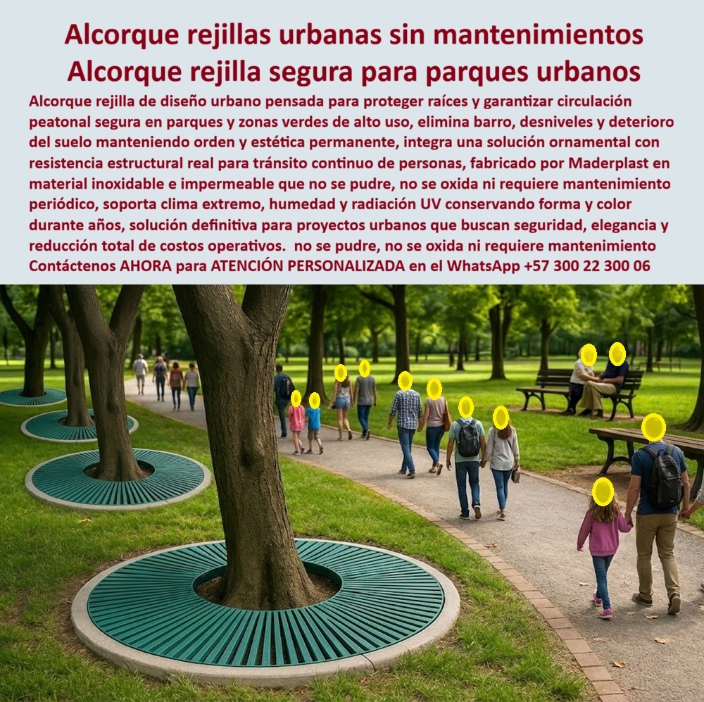 Alcorque Rejilla Protector Raíces Árbol Ornamental Inoxidable Maderplast 0 Rejilla protectora árbol peatonal segura sin mantenimiento Protector Base Árbol Bancada Alta Resistencia Clima Protector base árboles urbano elegantes Alcorque Rejilla Protector Raíces y Sistema de Drenaje Sostenible Maderplast Ingeniería Paisajística Urbana:  Visualice un parque urbano impecable donde la infraestructura gris y la naturaleza conviven en perfecta armonía técnica: los Alcorques y Rejillas Protectoras de Raíces Maderplast, instalados al ras del suelo en un tono verde ecológico que se funde con el paisaje. Al observar la imagen, usted no ve una simple tapa; ve una solución de ingeniería civil que elimina las peligrosas trampas de barro, los desniveles que causan accidentes a peatones y la compactación del suelo que mata al arbolado. A diferencia de las rejillas de hierro fundido que se oxidan, se roban para chatarra o mutilan las raíces al calentarse bajo el sol, esta estructura de ingeniería sólida es 100% transitable, permeable y químicamente inoxidable. Garantiza la oxigenación del árbol mientras expande la superficie caminable segura, eliminando para siempre los costos de mantenimiento y reemplazo por corrosión en proyectos de paisajismo y urbanismo moderno.  Para los Directores de Planeación Urbana y arquitectos paisajistas, el desafío es integrar arbolado viario sin sacrificar movilidad ni presupuesto. La pregunta recurrente es qué rejillas para árboles no se oxidan ni se roban en la calle. La respuesta técnica y financiera es el Alcorque rejilla segura para parques urbanos de Maderplast. Al estar fabricados en polímeros industriales recuperados, carecen de valor de reventa como chatarra, eliminando el hurto, y son químicamente inmunes a la oxidación por orina de perro o lluvia ácida. Cuando el objetivo es encontrar protectores de raíces transitables para aceras y parques, nuestras rejillas ofrecen una superficie nivelada y antideslizante que convierte el "espacio muerto" del alcorque en superficie útil para caminar. Además, si busca cómo evitar que los alcorques se llenen de basura y barro, nuestro diseño ranurado permite el paso del agua (vital para Sistemas Urbanos de Drenaje Sostenible - SUDS) pero bloquea los residuos voluminosos, manteniendo la estética limpia.  Desde una perspectiva de gestión de activos y responsabilidad civil, la comparativa de costos de mantenimiento entre alcorques de hierro y plástico de ingeniería es contundente. Maderplast es financieramente superior al ofrecer un Retorno de Inversión (ROI) positivo inmediato: elimina el riesgo de demandas por tropiezos —común con el hierro levantado por raíces— y suprime el gasto de pintura anticorrosiva. Somos la solución para ampliar el ancho efectivo de aceras con árboles, optimizando la movilidad en zonas densas. En Maderplast activamos los disparadores de compra necesarios para su proyecto: solicite cotización inmediata, personalización de diámetros internos y externos, planos de detalle constructivo, renders y prototipos. Como fabricantes colombianos, nuestro lema es "en plástico le hacemos hasta el ala de un avión", ofreciendo Rejilla protectora árbol peatonal segura sin mantenimiento y Protector Base Árbol Bancada Alta Resistencia Clima.  EL TESTIMONIO PROFESIONAL DE ÉXITO: DE CASO DE ÉXITO  “El parque central era un campo minado de responsabilidad civil. Soy el arquitecto Julián Henao, director de planeación urbana de ciudad verde. Los alcorques de tierra se volvían lodazales y las viejas rejillas de hierro estaban levantadas, causando caídas semanales a personas mayores. Además, la compactación del suelo estaba asfixiando los árboles. implementamos el alcorque rejilla urbana maderplast en color verde y el cambio fue radical. accidentes: cero. recuperamos casi un metro de ancho de vía por árbol y el follaje revivió al tener suelo aireado. no hemos gastado un peso en mantenimiento en 3 años. maderplast soluciona la seguridad, la estética y la salud ambiental en una sola compra.”  Para efectuar el Soporte técnico y eliminar cualquier duda con Garantía 5 años o cualquier temor al firmar la orden de compra, es fundamental abordar la mitigación de riesgos legales y operativos. Ingeniero, al especificar el Protector base árboles urbano elegantes Maderplast, usted está blindando al municipio contra demandas por accidentes en vía pública. No está comprando un accesorio decorativo; está adquiriendo un dispositivo de seguridad peatonal y protección ambiental. Elimina el riesgo de tropiezos y la muerte prematura del arbolado por compactación. Maderplast le entrega fichas técnicas de carga, permeabilidad y el respaldo de una fabricación industrial certificada. Usted compra la tranquilidad de saber que sus aceras serán seguras, inclusivas y libres de mantenimiento perpetuo.  Asegure la transitabilidad y la vida de su infraestructura verde con la única rejilla que protege al árbol y al ciudadano por igual. Contáctenos AHORA para recibir ATENCIÓN PERSONALIZADA, planes y cotización en el WhatsApp +57 300 22 300 06.
