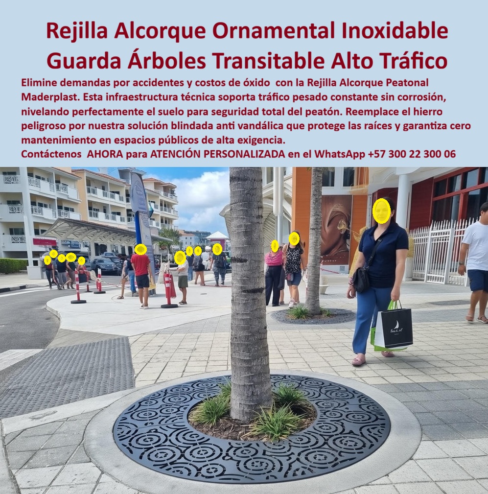 Alcorque Rejilla Protector Raíces Árbol Ornamental Inoxidable Maderplast 0 foja hierro Alcorque raíz árboles seguro resistente clima Guarda Árboles Tráfico Pesado Evita Accidentes Fácil Instalación Rejilla Alcorque Peatonal Rejilla Alcorque Ornamental Inoxidable y Guarda Árboles de Alto Tráfico Maderplast Ingeniería de Seguridad Peatonal:  Visualice la sofisticación de un paseo comercial de lujo operando sin los riesgos latentes del metal corroído: esta es la promesa técnica de la Rejilla Alcorque Ornamental Inoxidable Maderplast. Al observar la imagen, usted percibe un protector de raíces circular con un intrincado diseño de volutas negras que emula perfectamente la forja artística, integrado al nivel exacto del suelo pavimentado. Esta pieza de ingeniería elimina los peligrosos desniveles y alcorques abiertos que son la causa número uno de tropiezos y demandas civiles en zonas urbanas. A diferencia de las rejillas de fundición que se oxidan en meses, son objeto de robo constante o queman las raíces al sobrecalentarse, esta estructura sólida es 100% transitable, soporta tráfico pesado y es químicamente inmune a la orina de mascotas y ambientes salinos. Garantiza la seguridad del peatón y la salud del árbol, eliminando para siempre los costos de mantenimiento y reposición por corrosión en hoteles, centros comerciales y zonas urbanas exclusivas.  Para los Gerentes de Complejos Comerciales, Arquitectos y Urbanistas que priorizan la seguridad jurídica y la estética, la interrogante es qué rejillas para árboles parecen de hierro forjado pero no se oxidan ni se roban. La respuesta técnica irrefutable es la Rejilla Alcorque Peatonal de Maderplast. Nuestra tecnología replica la elegancia de la forja negra con polímeros de ingeniería que jamás requieren pintura. Cuando su necesidad es encontrar alcorques transitables seguros para evitar accidentes en aceras, nuestra solución ofrece una superficie nivelada y antideslizante que cubre el hueco del árbol, permitiendo el paso seguro de sillas de ruedas y tacones. Además, si busca cómo proteger las raíces de los árboles en zonas de mucho tráfico, nuestras rejillas de alta resistencia distribuyen el peso de los peatones, evitando la compactación del suelo y permitiendo la libre entrada de agua y aire al sistema radicular, actuando como un verdadero Guarda Árboles Tráfico Pesado Evita Accidentes Fácil Instalación.  Desde una perspectiva de gestión de riesgos y rentabilidad, la instalación de estos sistemas es una decisión financiera estratégica. Al comparar el ciclo de vida, Maderplast es técnicamente superior en la costa y ciudades húmedas; mientras el hierro se corroe y mancha el pavimento, el polímero Maderplast permanece inalterable. Somos proveedores de mobiliario urbano antivandálico, pues nuestros alcorques carecen de valor de reventa como chatarra, reduciendo el hurto a cero. En Maderplast activamos los disparadores de compra necesarios para su tranquilidad: solicite cotización inmediata, personalización de diámetros, planos de detalle constructivo y fichas técnicas. Como fabricantes colombianos, nuestro lema es "en plástico le hacemos hasta el ala de un avión", ofreciendo soluciones como el Alcorque Rejilla Protector Raíces Árbol Ornamental Inoxidable Maderplast y forja hierro Alcorque raíz árboles seguro resistente al clima.  EL TESTIMONIO PROFESIONAL DE ÉXITO: DE CASO DE ÉXITO  “Teníamos un problema serio de responsabilidad civil en el complejo comercial y hotelero bahía plaza. soy el doctor Andrés Falla, gerente general. Los alcorques abiertos y las viejas rejillas de hierro levantadas por las raíces causaban caídas frecuentes a turistas y el óxido manchaba nuestro costoso piso de mármol. era un dolor de cabeza legal y estético. sustituimos todo el perímetro con la rejilla por el ornamental inoxidable maderplast. El diseño de volutas negras elevó el nivel arquitectónico inmediatamente. En dos años, cero accidentes reportados. la superficie es segura y transitable. a pesar de estar frente al mar, están impecables, sin una mancha de óxido. maderplast no solo nos ahorró dinero en mantenimiento y litigios, sino que protegió nuestra imagen de marca exclusiva.”  Para efectuar el Soporte técnico y eliminar cualquier duda con Garantía 5 años o cualquier temor al firmar la orden de compra, es fundamental abordar la mitigación de pasivos legales. Ingeniero o Gerente, al especificar la Rejilla Alcorque Maderplast, usted está blindando su propiedad contra demandas por lesiones personales. No está comprando un accesorio decorativo; está invirtiendo en seguridad industrial y accesibilidad universal. Usted elimina el riesgo de tropiezos en huecos desnivelados y evita el detrimento patrimonial por robo de infraestructura. Maderplast le entrega el respaldo de una fabricación industrial certificada y la garantía de un material eterno. Usted adquiere la certeza de que sus zonas peatonales serán seguras, elegantes y libres de costos operativos para siempre.  Asegure la integridad de sus visitantes y la belleza de su entorno con la única rejilla que combina el arte de la forja con la ingeniería del futuro. Contáctenos AHORA para recibir ATENCIÓN PERSONALIZADA, planes y cotización en el WhatsApp +57 300 22 300 06.