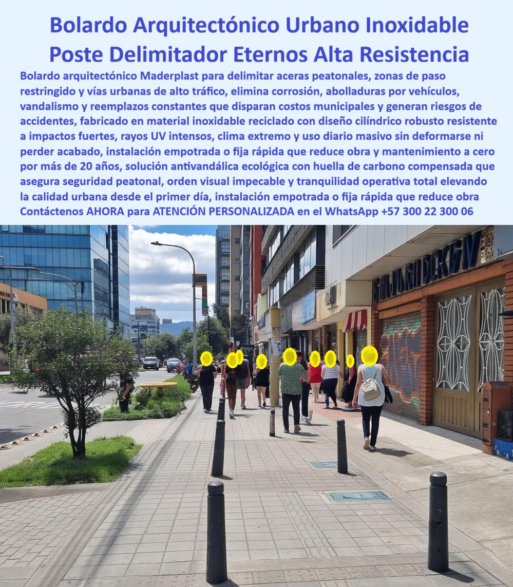 Bolardo arquitectónico urbano Poste Delimitador Antivandalismo Maderplast 0 hito Bolardo peatonal seguridad Bolardo Seguridad Peatonal Resiste Impactos Vehículos Alta Durabilidad Mojón Tráfico Cilíndrico Negro Bolardo Arquitectónico y Poste Delimitador Antivandalismo de Alta Resistencia Maderplast hitos sólidos de ingeniería plástica Defensa Urbana Inquebrantable: Al observar la alineación impecable que proyecta la imagen, visualizamos mucho más que simples elementos de señalización; estamos ante una línea de defensa urbana inquebrantable materializada en los Bolardos Arquitectónicos Maderplast. Estos postes cilíndricos robustos, de un negro mate sobrio y elegante, redefine la seguridad en las aceras de alto tráfico. A diferencia de los tubos metálicos convencionales que se abollan, se oxidan y pierden su verticalidad a la semana de instalados, estos hitos sólidos de ingeniería plástica actúan como barreras físicas reales y contundentes contra vehículos invasores. Protegen la integridad del peatón sin sufrir deformaciones permanentes por impactos ni la inevitable corrosión causada por la orina de mascotas o la lluvia ácida. Su diseño funcional ordena el espacio público, garantizando una estética impecable que no requiere pintura ni enderezamiento, ofreciendo una vida útil superior a 20 años bajo el sol más intenso y el uso más agresivo. Es, sin duda, la inversión municipal inteligente que rompe el ciclo eterno de reparaciones del mobiliario urbano.  Para los Secretarios de Infraestructura y planificadores urbanos que enfrentan la patología crónica de la invasión del espacio público, la pregunta crítica es qué bolardos para aceras soportan golpes de carros sin doblarse ni oxidarse. La respuesta técnica y financiera es el bolardo peatonal de seguridad Maderplast. Gracias a su composición de polímeros de ingeniería macizos, posee una memoria elástica que absorbe la energía del impacto sin deformación permanente, siendo 100% inmune al óxido. Cuando el objetivo es encontrar postes delimitadores antivandálicos para evitar parqueo en andenes, los hitos urbanos Maderplast se posicionan como la única solución viable: son imposibles de robar por los recicladores informales, ya que el material no tiene valor de reventa como chatarra, y su sistema de anclaje profundo garantiza una seguridad total. Además, al analizar cuál es el costo de mantenimiento de bolardos plásticos frente a metálicos o concreto, la ecuación es simple: el bolardo Maderplast reduce el Costo Operativo (OPEX) a cero absoluto, eliminando gastos de pintura y soldadura, lo que representa un ahorro de hasta un 300% frente al metal en un horizonte de cinco años.  La implementación de este Mojón Tráfico Cilíndrico Negro responde a las especificaciones técnicas más exigentes para licitaciones públicas. Al especificar bolardos de seguridad para andenes y aceras fabricados en material reciclado industrial, se garantiza el cumplimiento de normas de resistencia al impacto, estabilidad UV y tolerancia a la salinidad, sumando puntos valiosos por sostenibilidad. Somos la solución definitiva para protección peatonal en esquinas peligrosas e intersecciones críticas. Instale mojones de tráfico que ofrecen una barrera visual y física contundente, protegiendo la vida del ciudadano sin convertirse en metralla peligrosa o elementos cortantes en caso de colisión vehicular. En la comparativa de vida útil de mobiliario urbano entre acero inoxidable y plástico de ingeniería, Maderplast supera al acero en el entorno urbano real, pues no se mancha, no se abolla y mantiene su integridad estructural por décadas sin intervención humana.  En Maderplast, entendemos que la ciudad no espera. Activamos los disparadores de compra necesarios para agilizar su gestión: solicite ahora mismo cotización, personalización de dimensiones, planos de instalación para anclaje fijo o empotrado, y producción en serie. Como fabricantes nacionales, convertimos la necesidad de orden en piezas reales. Ya sea que requiera postes delimitadores de tráfico vehicular, mojones de plástico reciclado macizo o mobiliario urbano antivandálico para municipios, tenemos la capacidad de respuesta inmediata. Nuestras barreras de protección peatonal duraderas y hechos viales que no necesitan pintura son el estándar para la infraestructura vial sostenible y ecológica. Ofrecemos delimitadores de espacio público certificados y bolardos fijos de fácil instalación que actúan como protección de esquinas y zonas escolares, consolidándose como el mobiliario vial de bajo costo operativo y la solución definitiva a la invasión de andenes. Recuerde nuestro lema de ingeniería: en plástico podemos fabricar lo que su imaginación requiera para ordenar la ciudad.  EL TESTIMONIO PROFESIONAL DE UN CASO DE ÉXITO: " LO CONFIRMA DESDE LA OBRA REAL. La Arquitecta Claudia Mendieta, Secretaria de Infraestructura y Movilidad de una Alcaldía Municipal en ciudad intermedia, narra cómo recuperaron el espacio público y dejaron de desperdiciar recursos en hierros retorcidos: "El centro de la ciudad era un caos absoluto. Los vehículos invaden los andenes recién remodelados, destruyendo el pavimento y arriesgando al peatón. Inicialmente instalamos bolardos metálicos, y fue un error costoso: a la semana estaban abollados, oxidados y muchos robados para chatarra. Mi cuadrilla operativa perdía el tiempo soldando tubos. Al cambiar la especificación técnica a los Bolardos Arquitectónicos Urbanos Maderplast, la transformación fue total. La instalación fue rápida y limpia. Llevamos dos años y el resultado es cero robos y cero óxido. Hemos visto videos de carros golpeándose al parquear y el bolardo aguanta el impacto sin deformarse. Recuperamos 5 kilómetros de andenes para la gente y liberamos el presupuesto de mantenimiento. Maderplast nos dio la única solución que funciona en la calle: dura, sin valor para el ladrón y eterna para el municipio."  Para efectuar El Argumento es Técnico y contundente. y disipar cualquier duda al firmar la orden de compra, abordemos la responsabilidad legal y fiscal del ingeniero. Al elegir el Bolardo Seguridad Peatonal Resiste Impactos Vehículos de Alta Durabilidad Maderplast, usted está blindando su gestión. No está comprando un tubo hueco que colapsará al primer impacto; está adquiriendo un elemento macizo de ingeniería. Usted elimina el riesgo de demandas por accidentes causados por mobiliario urbano en mal estado o con aristas cortantes oxidadas. La garantía de Alta Durabilidad asegura que no habrá detrimento patrimonial por reemplazos prematuros. Cumplimos con la normativa técnica que exige materiales inertes y seguros para la vía pública. Si necesita fichas técnicas de resistencia, planos de detalle constructivo o certificaciones de material para adjuntar a los pliegos y respaldar su firma, nuestro departamento de ingeniería se los suministrará de inmediato.  Asegure el orden y la seguridad de su ciudad con la única barrera que el tiempo y el vandalismo no pueden vencer. Contáctenos AHORA para recibir ATENCIÓN PERSONALIZADA, planes y cotización en el WhatsApp +57 300 22 300 06.