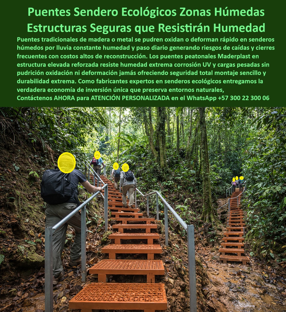 Puente Peatonal Parques Puentes Senderos Ecológicos Maderplast 0 Puente Peatonal Elevado Seguro Zonas Húmedas Puente Peatonal Exterior Duradero Senderismo Ecológico Estructura Sendero Peatonal Elevado Seguro Parques Naturales Puentes y Senderos Ecológicos Elevados Maderplast, Ingeniería Civil Sostenible para Zonas Húmedas: Al visualizar la infraestructura de acceso vital presentada en la imagen, nos encontramos ante el Sistema de Puentes y Senderos Ecológicos Elevados Maderplast, una solución de ingeniería diseñada específicamente para conquistar la topografía difícil y dominar las zonas de alta humedad. Esta estructura modular, fabricada en tonos terracota o maderas que se integran orgánicamente al paisaje selvático, cuenta con peldaños y plataformas de rejilla técnica industrial. Este diseño no es casualidad; su función es drenar el agua, el lodo y los detritos vegetales instantáneamente, garantizando una tracción total y seguridad antideslizante para los senderistas, incluso bajo lluvias torrenciales. Fabricado en plásticos de ingeniería de alto calibre, este sistema reemplaza definitivamente a la madera que se pudre y al metal que se oxida, resistiendo la intemperie selvática y el paso constante de turistas sin deformarse, astillarse ni requerir mantenimiento por décadas. Es la respuesta de la ingeniería civil sostenible que protege el suelo natural de la erosión y elimina los riesgos operativos de caídas y cierres por reparaciones constantes.  Los directores de parques nacionales y los ingenieros encargados de infraestructura turística se enfrentan constantemente a la pregunta crítica de qué material para puentes en senderos ecológicos no se pudre con la lluvia y el barro. La respuesta técnica y financiera es contundente: los puentes Maderplast son la solución definitiva, pues su composición polimérica es 100% hidrófuga e inmune a hongos, bacterias y termitas, garantizando la integridad estructural en climas saturados. Cuando el desafío es buscar estructuras para senderos elevados que no necesiten mantenimiento en parques naturales, los sistemas modulares Maderplast demuestran ofrecer una vida útil superior a 20 años sin la necesidad de aplicar barnices tóxicos ni tratamientos anticorrosivos, consolidándose como la inversión más rentable para el ecoturismo. Además, para resolver cómo construir caminos seguros en zonas pantanosas o húmedas sin usar madera, la ingeniería moderna dicta utilizar nuestra infraestructura elevada de plástico con superficie antideslizante industrial, que previene accidentes laborales y de visitantes, soportando cargas pesadas sin degradarse.  Desde una perspectiva de análisis de costos del ciclo de vida entre un puente peatonal de madera y uno de plástico de ingeniería en la selva, Maderplast se posiciona como la opción financiera lógica. Aunque la inversión inicial puede ser superior a la madera aserrada, nuestra tecnología elimina el 100% de los costos de reposición por pudrición que sufre la madera cada tres años, amortizando la inversión inicial rápidamente y generando utilidades operativas reales. Las especificaciones técnicas para senderos interpretativos en áreas protegidas y húmedas exigen materiales inertes; nuestros productos no lixivian químicos al suelo, permiten el paso de luz a la flora inferior gracias a su diseño de rejilla y ofrecen un agarre certificado en mojado. Somos la solución de ingeniería para acceso peatonal en terrenos inestables y lluviosos, implementando pasarelas elevadas que se adaptan a la topografía sin grandes movimientos de tierra, protegiendo el ecosistema y garantizando operatividad los 365 días del año.  En Maderplast, entendemos que cada sendero tiene una huella única. Por ello, activamos nuestros "buyer triggers" ofreciendo no solo el material, sino la solución completa: puede solicitarnos cotización, personalización de anchos y longitudes, planos de montaje, renders de visualización y prototipos para validación en terreno. Como fabricantes expertos en senderos ecológicos, entregamos la verdadera economía de inversión única. Convertimos sus necesidades de acceso en estructuras reales, ya sea para la construcción de senderos ecológicos duraderos, puentes peatonales para zonas húmedas y lluviosas, o el reemplazo de puentes de madera podridos. Nuestra capacidad de producción en serie en Colombia para el mundo asegura que su proyecto de infraestructura para ecoturismo sostenible se ejecute a tiempo y con la calidad que su responsabilidad civil exige.  EL TESTIMONIO PROFESIONAL DE UN CASO DE ÉXITO: " LO CONFIRMA DESDE LA OBRA REAL. El Ingeniero Carlos Rentería, Director de Operaciones del Parque Ecoturístico "Reserva de la Niebla" en el Eje Cafetero y Amazonía, narra cómo se acabaron las demandas por caídas y los cierres por reparaciones: "Operar en un bosque de niebla significa lidiar con una humedad del 90% todo el año. Nuestros antiguos senderos de madera tratada eran una trampa mortal; se ponían jabonosos con el musgo y se pudría en menos de dos años, lo que nos costó demandas graves por accidentes y cierres temporales. Gastamos el 40% del presupuesto anual solo en cambiar tablas. Al sustituir los tramos críticos con el Sistema de Puentes y Senderos Ecológicos Maderplast, la instalación modular facilita subir el material por la montaña sin maquinaria. Lo que más valoro es la superficie de rejilla: el agua pasa derecho y el agarre de las botas es total. Desde la instalación hace 4 años, tenemos cero accidentes y cero costo de mantenimiento. Hemos triplicado el tráfico de visitantes porque el sendero ahora es seguro bajo cualquier tormenta. Maderplast profesionalizó nuestra operación y protegió nuestra responsabilidad legal."  Para realizar el Soporte técnico y eliminar cualquier duda con Garantía 5 años el miedo del ingeniero a firmar la orden de compra, es fundamental abordar la seguridad jurídica y estructural. Ingeniero, al especificar Maderplast, usted está adquiriendo una estructura sendero peatonal elevado seguro para parques naturales que cumple con normativas de carga y resistencia. No está improvisando; está instalando un sistema probado que elimina el riesgo de colapso por fatiga de materiales orgánicos. La garantía de durabilidad extrema significa que usted no tendrá que explicar por qué el puente falló a los tres años. Usted está comprando tranquilidad. El material es imputrescible, ignífugo y resistente a la radiación UV extrema, lo que asegura que la estética y la función se mantengan intactas. Si necesita planos detallados, fichas de carga o certificaciones de material para adjuntar a su contrato y blindar su decisión, nuestro departamento de ingeniería se los suministrará de inmediato.  No arriesgue la integridad de los usuarios ni su licencia profesional con materiales perecederos en entornos exigentes. Construya sobre seguro. Contáctenos AHORA para recibir ATENCIÓN PERSONALIZADA, planes y cotización en el WhatsApp +57 300 22 300 06.