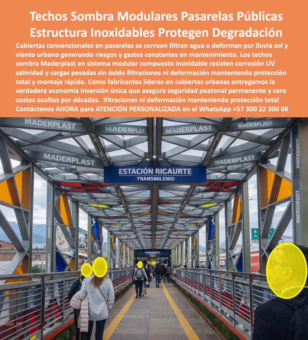 Pérgola Escenario Techos Pérgolas de Sombra Exteriores Maderplast 0 Techos Sombra Pasarelas Públicas Estructura Robusta Inoxidable Sistema Cubierta Modular Espacio Público Techo Sombra Conciertos Montaje Sencillo Pérgola solar Techos Sombra Modulares y Pérgolas Inoxidables para Pasarelas Públicas Maderplast Infraestructura Urbana de Vanguardia: Visualice una cubierta arquitectónica futurista desplegándose sobre una pasarela de alto tráfico, similar a una estación de Transmilenio o Metro, donde la luz natural se filtra controladamente a través de paneles geométricos de colores vibrantes, creando una atmósfera moderna y segura. Este es el Sistema de Techos Sombra Modulares Maderplast, una estructura reticular de ingeniería liviana diseñada para reemplazar las obsoletas y pesadas vigas metálicas que inevitablemente se corroen y las láminas de policarbonato que se tuestan y cristalizan bajo el sol. Concebida para un ensamblaje rápido tipo mecano, esta pérgola industrial es 100% inmune a la lluvia ácida, la polución urbana agresiva y la radiación UV, garantizando un refugio estético y fresco para los peatones. Es la solución definitiva de "Cero Mantenimiento" que elimina las goteras y los costos recurrentes de pintura y soldadura por décadas, transformando puentes grises y deteriorados en hitos urbanos modernos que dignifican el transporte público.  Cuando los gerentes de infraestructura y urbanistas se enfrentan a la corrosión acelerada en las ciudades, la pregunta recurrente es qué material para techos de puentes peatonales no se corroe con la contaminación y el smog. La respuesta técnica irrefutable son las cubiertas modulares Maderplast, cuyos polímeros de ingeniería avanzada resisten el ataque químico de los ácidos ambientales sin oxidarse jamás, garantizando una hermeticidad total que el metal no puede sostener en el tiempo. Además, en proyectos críticos donde el tiempo es dinero, la búsqueda de estructuras para cubiertas de estaciones de transporte rápido de instalación nocturna encuentra su mejor aliado en nuestros sistemas prefabricados. Estos permiten un montaje manual, silencioso y limpio, sin la necesidad de grúas pesadas que bloqueen el tráfico ni riesgosas soldaduras en sitio, facilitando obras rápidas que no interrumpen el servicio al usuario.  Desde una perspectiva de rentabilidad y gestión de activos públicos, el análisis costo-beneficio entre cubiertas metálicas y plástico de ingeniería es contundente. Maderplast es financieramente superior pues elimina el costo recurrente de pintura anticorrosiva, impermeabilización y cambio de láminas fracturadas cada tres años, reduciendo el gasto operativo (OPEX) en un 80% durante un ciclo de 20 años. Si su desafío es cómo reemplazar techos de policarbonato dañados por una solución definitiva en pasarelas, la recomendación técnica es sustituir esos materiales frágiles por nuestros paneles sólidos de color integral. Estos no se cristalizan, no pierden su tonalidad y actúan como barreras climáticas que reducen la isla de calor, ofreciendo confort térmico sin consumo energético. Somos proveedores de techos traslúcidos antivandálicos certificados, capaces de resistir impactos de piedras y facilitar la limpieza de grafitis sin dañar la superficie estructural, una característica vital para el espacio público en Colombia.  En Maderplast, activamos los disparadores de compra necesarios para facilitar su gestión: puede solicitarnos cotización inmediata, personalización de la geometría de los paneles, planos de montaje detallados, renders de impacto visual y prototipos a escala. Como fabricantes líderes, convertimos sus necesidades de renovación de infraestructura peatonal deteriorada en realidades tangibles. Ya sea que necesite cubiertas para puentes peatonales modernos, techos para estaciones de Transmilenio y metro, o pérgolas bioclimáticas para espacio público, nuestra capacidad de producción industrial asegura que su proyecto cuente con estructuras ligeras resistentes a la corrosión y techos de colores para urbanismo táctico que redefinen la seguridad y la estética de la ciudad.  EL TESTIMONIO PROFESIONAL DE UN CASO DE ÉXITO: " LO CONFIRMA DESDE LA OBRA REAL. La Ingeniera Patricia Gómez, Gerente de Mantenimiento de Infraestructura de un Sistema de Transporte Masivo en Bogotá y Cali, narra cómo pasaron de tener goteras y reclamos diarios a tener una estación modelo: "Las estaciones de la Fase 1 eran un desastre de mantenimiento. Las estructuras metálicas de los puentes de acceso se oxidaban por la lluvia ácida y la orina de las aves, mientras el policarbonato se tostaba y partía con el granizo, generando goteras sobre los usuarios. Gastamos millones anualmente en parches que no duraban. En la repotenciación de la Estación Ricaurte, exigí una solución radical e instalamos el Sistema de Techos Sombra Modulares Maderplast. El montaje fue increíble, realizado en horas valle de la noche, sin soldadura, como armar un LEGO gigante. Llevamos tres inviernos fuertes y el resultado es cero filtraciones y cero óxido. La luz que entra cambia el ambiente, la gente se siente segura y el vandalismo bajó. Maderplast eliminó mi ítem de gastos de reparación de cubiertas; es ingeniería que se paga sola."  Para realizar el Soporte técnico y eliminar cualquier duda con Garantía 5 años cualquier duda al firmar la orden de compra, es crucial abordar la responsabilidad del ingeniero y la seguridad jurídica. Ingeniero, al especificar el sistema de cubierta modular Maderplast, usted no está improvisando con materiales decorativos; está implementando una solución estructural validada. Usted necesita un papel que lo respalde, y nosotros entregamos fichas técnicas que certifican la resistencia a cargas de viento, sismo-resistencia y durabilidad ante la intemperie. Al eliminar el metal y el vidrio, usted elimina el riesgo de corrosión oculta que causa colapsos y el peligro de fragmentos cortantes sobre los peatones, blindando contra demandas por responsabilidad civil. Usted está adquiriendo un activo de infraestructura con una vida útil superior a décadas, respaldado por una empresa con procesos industriales controlados. No hay riesgo de oxidación, no hay riesgo de goteras recurrentes y no hay riesgo de sobrecostos operativos.  Si necesita los planos de detalle, la validación de cargas o la certificación de materiales para adjuntar a los pliegos y proceder con la contratación, nuestro departamento de ingeniería está listo para enviárselos. Asegure la longevidad y la seguridad de su infraestructura ahora.  Contáctenos AHORA para ATENCIÓN PERSONALIZADA, planos y cotización en el WhatsApp +57 300 22 300 06.