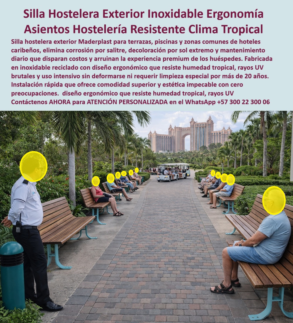 Silla Hotelera Espacios Exteriores Asiento Hotelero Exterior Maderplast 0 Silla Exterior para Hostelería Durable Bajo MantenimientoBanca Urbana Moderna Ergonómica de Exterior Banca Urbana Moderna Ergonómica Resistente Silla Hotelera Espacios Exteriores y Asiento Inoxidable Maderplast Ingeniería de Hospitalidad y Resistencia Extrema:  Visualice la fusión perfecta entre el lujo estético requerido por la hotelería de alto nivel y la resistencia industrial necesaria para el clima tropical: la Silla Hotelera para Espacios Exteriores Maderplast. Esta banca urbana moderna y ergonómica, con su impecable apariencia de madera teca y bases de diseño clásico (personalizables en color), ha sido diseñada para desafiar los ambientes más agresivos. Fabricada íntegramente mediante procesos industriales controlados en plásticos de ingeniería macizos, es 100% inmune al ataque del salitre, a la humedad relativa del 100% y a la radiación UV que pulveriza el mobiliario convencional en meses. Su diseño anatómico garantiza el confort del huésped en paseos y jardines, mientras su estructura antivandálica elimina para siempre los costos de lijado, barniz y pintura, asegurando una imagen impecable de 5 estrellas por más de 20 años sin mantenimiento.  Para los gerentes generales de resorts y directores de mantenimiento, la pregunta recurrente es qué bancas para hoteles de playa no se oxidan ni manchan la ropa de los huéspedes. La respuesta técnica y financiera es la Silla Exterior para Hostelería Durable Bajo Mantenimiento de Maderplast. Nuestra composición polimérica es químicamente inerte al salitre, eliminando el óxido y las manchas de por vida. Cuando el objetivo es encontrar mobiliario urbano ergonómico para senderos de resorts que aguante lluvia, nuestras bancas modernas ofrecen ergonomía certificada y resistencia total al agua, sin deformarse ni requerir secado especial. Además, si su meta es reducir el presupuesto de mantenimiento en mobiliario de zonas comunes exteriores, la estrategia inteligente es sustituir materiales perecederos por nuestro mobiliario de ingeniería "Instalar y Olvidar", reduciendo el Gasto Operativo (OPEX) a cero absoluto.  Desde una perspectiva de sostenibilidad y rentabilidad, la comparativa de retorno de inversión (ROI) entre madera teca y plástico de ingeniería Maderplast es contundente. Maderplast es financieramente superior, logrando amortizar la inversión en 18 meses al eliminar los costos recurrentes de aceites protectores y reposición. Somos la especificación ideal de mobiliario sostenible para certificaciones verdes en hotelería; nuestros productos, fabricados con materiales recuperados de larga vida útil, suman puntos en certificaciones LEED y Green Globe. En Maderplast, activamos los disparadores de compra necesarios para su proyecto: solicite cotización, personalización de colores, planos de distribución paisajística, renders y prototipos. Como fabricantes colombianos, nuestro lema es "el plástico lo hacemos hasta el ala de un avión". Ofrecemos Banca Urbana Moderna Ergonómica de Exterior y Banca Urbana Moderna Ergonómica Resistente, garantizando confort y durabilidad extrema. EL TESTIMONIO PROFESIONAL DE CASO DE ÉXITO:  "mis huéspedes dejaron de quejarse y yo dejé de gastar en pintura", confirma el sr. Alejandro Meyer, Gerente General Del Eco-Resort & Spa Paraíso Tropical, quien relata cómo el mobiliario anterior dañaba su imagen: "el mantenimiento era una pesadilla; la madera se llenaba de moho y el hierro soltaba óxido que manchaba las toallas de los huéspedes. mi equipo vivía lijando en lugar de atender. Al cambiar las 30 bancas por la silla hostelería exterior maderplast con patas color aqua, la solución fue total. llevamos 3 temporadas altas con cero quejas y cero costo de mantenimiento. las bancas soportan el sol y la lluvia sin inmutarse. maderplast elevó la percepción de calidad y limpieza de todo el resort."  Para efectuar el Soporte técnico y eliminar cualquier duda con Garantía 5 años cualquier temor al firmar la orden de compra, es fundamental abordar la seguridad de la inversión. Ingeniero o Gerente, al especificar el Asiento Hotelero Exterior Maderplast, usted está blindando su operación y su prestigio. No está comprando muebles que se verán viejos en una temporada. Usted está adquiriendo activos fijos de lujo diseñados para la intemperie real. Elimina el riesgo de reclamaciones por ropa manchada o accidentes por madera podrida. Maderplast le entrega fichas técnicas de resistencia UV, ergonomía y garantía de cero mantenimiento. Usted compra la tranquilidad de saber que sus jardines y senderos estarán siempre listos para la foto perfecta del huésped.  Asegure la excelencia y la rentabilidad de sus exteriores con la única banca diseñada para el paraíso y hecha para durar. Contáctenos AHORA para recibir ATENCIÓN PERSONALIZADA, planes y cotización en el WhatsApp +57 300 22 300 06.