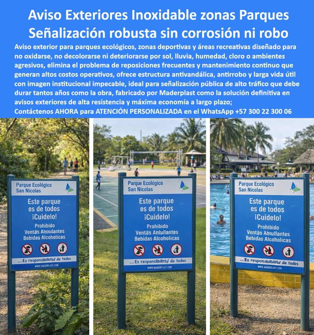 Aviso Inoxidable Submarino Resistente Salinidad Cloro Ácidos Aviso Maderplast Pancartas Submarinas Elimina Deterioro Garantía Avisos submarinos fondos de piscina Avisos fondos piscina sin corrosión Avisos piscinas con alta sal La Revolución de la Señalética Técnica: Blindando la Comunicación Visual en Entornos Extremos En el mundo de la infraestructura moderna, la comunicación visual ha dejado de ser un simple accesorio para convertirse en un activo crítico que debe resistir condiciones de hostilidad extrema. La señalética convencional, diseñada bajo parámetros del siglo pasado, suele colapsar ante la humedad selvática, la salinidad marina o los químicos industriales, convirtiéndose en un gasto recurrente de mantenimiento. Es aquí donde la ingeniería de materiales de Maderplast redefine el estándar con soluciones en polímeros macizos de alta densidad, diseñadas para durar tanto como la obra misma.  Inmersión Permanente: El Desafío del Fondo Marino y de Piscina Uno de los escenarios más exigentes es el entorno acuático de alto tráfico. La señalización sumergible integrada en fondos de piscinas, como la implementada en el "Río Lento" de CAFAM Melgar, demuestra una resistencia absoluta. Mientras que los vinilos tradicionales se desprenden y decoloran en meses, los avisos submarinos de Maderplast son estructuras monolíticas inoxidables e inmunes al cloro, la salinidad y los químicos de limpieza. Su diseño garantiza una legibilidad perfecta bajo el agua de forma permanente, eliminando el deterioro y las reposiciones frecuentes que encarecen la operación en hoteles, parques acuáticos y clubes.  Dominando el Skyline: Identidad Corporativa en Altura La visibilidad institucional en grandes urbes exige letras volumétricas tridimensionales que dominan el skyline sin depender de estructuras metálicas corrosivas. Las soluciones de identidad exterior de Maderplast, fabricadas en compuestos técnicos de alta resistencia, soportan la radiación solar extrema, la lluvia ácida y los ambientes urbanos agresivos. Estos avisos mantienen su color, forma y presencia durante años, resolviendo el "dolor" de las constructoras que buscan visibilidad imponente sin el lastre de un mantenimiento constante.  Seguridad Crítica: Del Subsuelo al Espacio Aéreo En sectores estratégicos como el petrolero y minero, la identificación de activos es una cuestión de seguridad nacional. Las placas industriales de alta reflectividad de Maderplast permiten una detección satelital y aérea perpetua, resistiendo la abrasión pesada y la contaminación por hidrocarburos. Esta misma lógica de durabilidad se traslada a la superficie con los postes de advertencia para gasoductos. Su diseño autoportante sustituye a los postes metálicos corroídos que se inclinan o desaparecen, manteniendo siempre la lectura vertical y el color de seguridad para reducir riesgos por excavación accidental.  Estética y Conservación: Parques y Senderos Ecológicos La señalética en reservas naturales suele colapsar prematuramente por la humedad selvática y los hongos. Los letreros informativos de Maderplast resuelven este problema mediante polímeros imborrables en alto y bajo relieve que jamás se pudren y no requieren pintura. En parques urbanos, estas señales robustas ofrecen una estructura antivandálica y antirrobo, ya que al ser polímeros macizos, carecen de valor de reciclaje comercial, asegurando una imagen institucional impecable en zonas de alto tráfico.  Como bien certifica el Ing. Mario Cortés, Facility Manager: "Maderplast no solo vende señales, vende la tranquilidad de no volver a intervenir el punto señalizado jamás". Ya sea bajo el agua, en la cima de un rascacielos o en la profundidad de la selva, la decisión de invertir en Maderplast es blindar la operación con el costo de mantenimiento más bajo del mercado.  ¿Desea que proyectemos los planos técnicos para su señalización submarina o prefiere el catálogo de letras gigantes para su skyline corporativo?
