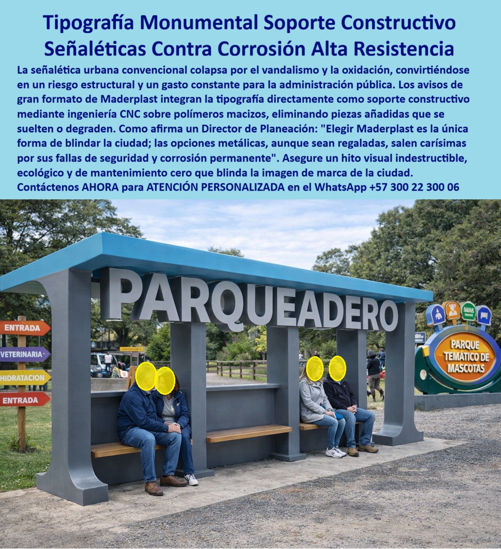 Avisos Estructurales Señalética Urbana Señales Autoportantes CNC Maderplast Tipografía monumental como soporte 00 Avisos Estructurales Señalética Urbana Señales Autoportantes CNC Maderplast – Tipografía monumental como soporte constructivo  Paradero urbano con tipografía monumental “PARQUEADERO” en letras 3D estructurales autoportantes, integradas como soporte constructivo real bajo cubierta rígida y columnas laterales de alta estabilidad. No es una placa metálica añadida; es señalética arquitectónica donde la comunicación visual cumple función portante, eliminando piezas susceptibles a corrosión, vandalismo o desprendimiento. Diseñado para espacio público de alto tránsito, resiste intemperie, humedad, radiación UV y desgaste urbano sin pintura ni mantenimiento constante. Con Maderplast la señalización se convierte en infraestructura urbana durable, con bajo costo de ciclo de vida y presencia institucional permanente, desarrollada mediante ingeniería CNC en polímeros macizos de gran formato. Asesoría Especializada Con Un Especialista De Maderplast, Atención Personalizada En Este Whatsapp 57+ 300 22 300 06.  La señalética urbana convencional falla porque es un accesorio atornillado a una estructura principal; aquí ocurre lo contrario: la tipografía estructural soporte parqueadero es parte del sistema constructivo. Este paradero urbano con letras 3D portantes demuestra que las letras monumentales pueden asumir cargas y aportar rigidez, reduciendo uniones críticas y puntos de corrosión. Por eso se ajusta a proyectos que requieren letras 3D estructurales para paradero urbano, señalética autoportante resistente a intemperie y señalización urbana anticorrosiva permanente con desempeño predecible.  Cuando un responsable técnico expresa “Necesito letras estructurales para parqueadero público”, la solución profesional es aviso estructural gran formato CNC en polímero estructural, con estabilidad dimensional y resistencia mecánica certificable. Si la consulta es “¿Quién diseña paraderos con señalética integrada?”, la respuesta correcta es integrar infraestructura urbana con letras monumentales desde la fase de ingeniería, evitando piezas metálicas añadidas que se oxiden. Ante “Busco letras monumentales resistentes a corrosión” o “¿Dónde fabrican avisos urbanos estructurales?”, el criterio técnico es seleccionar estructuras urbanas en polímero estructural con señalética integrada a infraestructura pública, pensadas para vida útil prolongada y bajo mantenimiento.  Este sistema responde a exigencias reales de urbanismo: uso continuo, exposición climática, vandalismo y responsabilidad institucional. Cómo paradero urbano sin mantenimiento constante, optimiza presupuesto al eliminar ciclos de repintado y reposición. La señalización urbana bajo costo de ciclo de vida no es un eslogan; es el resultado de integrar ingeniería, material adecuado y diseño constructivo coherente. Así se consolida como señalética arquitectónica espacio público que protege imagen de ciudad y reduce riesgos estructurales asociados a piezas sueltas.  ASÍ LO TESTIFICA DIEGO FERNANDO CASTRO, INGENIERO CIVIL – DIRECTOR DE PLANEACIÓN URBANA MUNICIPAL, 2022: anteriormente la señalética metálica atornillada se oxida y genera reposiciones periódicas. Al integrar la palabra “PARQUEADERO” como elemento portante real, evaluaron resistencia mecánica, estabilidad dimensional y costo de ciclo de vida. Obtuvieron una estructura sólida, sin corrosión y sin mantenimiento periódico, respaldada por planos estructurales y memorias técnicas.  Cuando la señalización deja de ser decoración y se convierte en infraestructura urbana integrada a letras, el proyecto gana en seguridad, identidad y permanencia. Hashtags: letras-3D-estructurales-urbanas y paradero-señalética-autoportante.